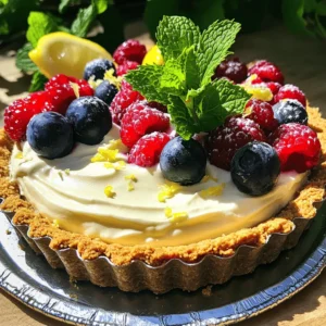 To make the perfect tart crust, you need just a few simple items: - 1 ½ cups graham cracker crumbs - ½ cup unsalted butter, melted - 2 tablespoons sugar These ingredients create a sweet and crunchy base. The graham cracker crumbs give it a nice texture, while the butter adds richness. The sugar enhances the flavor, making each bite delightful. The white chocolate mousse is rich and creamy. It has a few key components: - 12 oz white chocolate, chopped - 1 cup heavy cream - 1 teaspoon vanilla extract - 3 large eggs, separated - Pinch of salt - Zest of 1 lemon The white chocolate gives the mousse its sweet flavor. Heavy cream adds body and fluffiness. Vanilla extract enhances all the flavors. The egg yolks bring richness, while the egg whites make the mousse light and airy. A pinch of salt balances the sweetness, and lemon zest adds a fresh twist. Garnishes make your tart look and taste even better. You can use: - Fresh berries (for topping) - Mint leaves (for garnish) Fresh berries add a pop of color and a hint of tartness. Mint leaves bring a refreshing taste. Together, they create a beautiful and tasty dessert. For the full recipe, check the previous sections. Start by preheating your oven to 350°F (175°C). In a mixing bowl, combine 1 ½ cups of graham cracker crumbs, ½ cup of melted unsalted butter, and 2 tablespoons of sugar. Mix it well until it looks like wet sand. This is your crust. Press this mixture firmly into a 9-inch tart pan, covering the bottom and the sides. Bake your crust for 10 minutes. After baking, let it cool completely. Next, we will melt the white chocolate. Take 12 ounces of chopped white chocolate and place it in a heatproof bowl. Set this bowl over a pot of gently simmering water. This double boiler method will help melt the chocolate slowly so it doesn't burn. Stir the chocolate until it becomes smooth. Once melted, remove it from heat and let it cool for a bit. Now we will make the mousse. In a medium bowl, whip 1 cup of heavy cream with 1 teaspoon of vanilla extract until you see soft peaks. In another bowl, whisk 3 egg yolks and a pinch of salt until they turn pale and creamy. Slowly mix the melted white chocolate into the yolk mixture. Gently fold the whipped cream into this chocolate mix. In a clean bowl, beat the 3 egg whites until stiff peaks form. Carefully fold the egg whites into the mousse mix in two parts. This helps keep it light. Spoon the mousse into your cooled tart shell. Spread it evenly and tap the pan lightly to remove air bubbles. Cover with plastic wrap and chill in the fridge for at least 3 hours or until set. Once set, you can serve the tart with fresh berries and mint leaves. For a special touch, add a dollop of whipped cream and a sprinkle of lemon zest from the full recipe. Enjoy your delightful dessert! To get the best mousse, use chilled bowls and beaters. This helps the cream whip up nicely. Whip the heavy cream until soft peaks form. Then, fold it into the chocolate mix gently. This keeps your mousse fluffy and light. If you mix too hard, it can become dense. Folding is key. When you bake the tart crust, keep an eye on the color. You want it golden brown but not burnt. After baking for 10 minutes, let it cool completely. This step is very important. A warm crust may melt your mousse. Make sure it is firm before adding the mousse. For a stunning look, add fresh berries on top. They add color and taste. Also, a sprig of mint looks great. You can drizzle some chocolate over the top for extra flair. Serve with a dollop of whipped cream. A light dusting of lemon zest brings brightness. This makes your tart not just tasty but beautiful too. For the full recipe, check the section above. {{image_2}} You can add fun flavors to your white chocolate mousse tart. Consider using different extracts or zests. Almond extract gives a nutty taste. Orange zest adds a bright, citrusy punch. Just a small amount goes a long way. Mix these additions in when you combine the melted chocolate and egg yolks. If you want to switch things up, you can substitute white chocolate. Use milk chocolate for a creamier taste. Dark chocolate will give a richer, bolder flavor. Keep in mind, different chocolates will change the sweetness. Adjust the sugar in your recipe if you choose a darker chocolate. Fruits can make this tart even better. Fresh berries like raspberries or strawberries add a nice tartness. You can layer them on top for a pop of color. Consider adding banana slices for a creamy texture. For a twist, try adding passion fruit for a tropical vibe. These fruits enhance flavor and make your tart look stunning. For more ideas, check the Full Recipe! To keep your Rich White Chocolate Mousse Tart fresh, store it in the fridge. Use an airtight container or cover the tart tightly with plastic wrap. This helps prevent drying and keeps it tasty. Make sure to place it in the coldest part of your fridge, away from strong odors. You want the tart to remain creamy and flavorful. Yes, you can freeze the tart! However, the texture may change once thawed. To freeze, wrap the tart tightly in plastic wrap and then in aluminum foil. This extra layer prevents freezer burn. When you’re ready to enjoy it, move the tart to the fridge for several hours to defrost slowly. This helps maintain its flavor and texture. When stored properly, the tart lasts about 3 to 5 days in the fridge. If you freeze it, you can enjoy it for up to 2 months. However, for the best taste and texture, eat it within the first month. Always check for any signs of spoilage before serving. Freshness is key to enjoying this delightful dessert! To make white chocolate mousse, you need basic ingredients: white chocolate, cream, and eggs. Start by melting the white chocolate over gently simmering water. Then, whip the cream until it forms soft peaks. Next, beat the egg yolks and mix them with the melted chocolate. Finally, fold the whipped cream into the chocolate mixture. This creates a light, airy mousse. You can find the full recipe at the beginning of this article. Yes, you can use milk chocolate. However, it will change the flavor. Milk chocolate has a richer taste and is less sweet than white chocolate. If you love milk chocolate, give it a try. Just remember to adjust the sugar in the recipe to balance the sweetness. If you want to switch up the crust, here are a few options: - Oreo cookie crumbs - Almond flour mixed with butter - Shortbread cookies - Digestive biscuits Each of these will give a unique taste and texture. To keep your mousse fluffy, fold carefully. Use a spatula to gently mix. Start with a small amount of whipped cream, then add the rest in two parts. This helps maintain air in the mixture. Beat the egg whites until stiff peaks form. This adds volume for a light texture. Yes, this tart is great for making ahead. You can prepare it a day in advance. Just keep it covered in the fridge. This also allows the flavors to meld together, making the tart even better. For serving, remove the tart from the pan carefully. Use a sharp knife to slice it. Garnish with fresh berries and mint leaves. A dollop of whipped cream and a sprinkle of lemon zest add a nice touch. Serve cold for the best experience. This blog post covered how to make a delicious white chocolate mousse tart. We discussed the key ingredients, step-by-step instructions, and tips for the best results. I shared ideas for variations, storage techniques, and answers to frequently asked questions. You now have the tools to create this treat at home. Enjoy making it your own, and share it with loved ones. Happy baking!