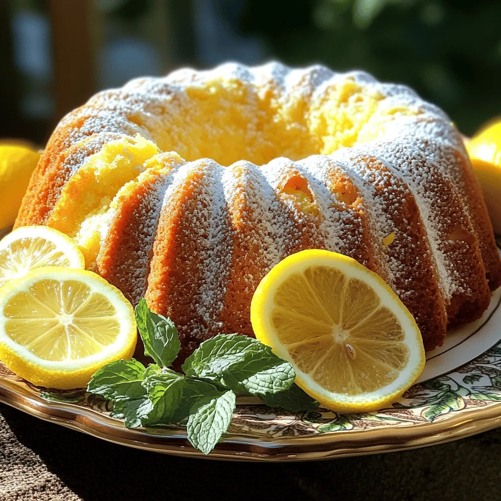 To make a great Italian lemon pound cake, you need the following: - 1 ½ cups all-purpose flour - 1 tsp baking powder - ½ tsp salt - ½ cup unsalted butter, softened - 1 cup granulated sugar - 3 large eggs - 2 tbsp lemon zest (from about 2 lemons) - 1 tsp vanilla extract - ½ cup sour cream - ¼ cup freshly squeezed lemon juice - Powdered sugar, for dusting Getting the right measurements is key. Use a dry measuring cup for flour. For butter, soften it at room temp for easy mixing. If you run out of sour cream, plain yogurt works well as a substitute. You can also swap fresh lemon juice with bottled juice in a pinch, but fresh tastes best. Using fresh ingredients makes your cake shine. Fresh lemons give the best flavor and aroma. The zest adds brightness, while fresh juice keeps the cake moist. Always check the dates on your baking powder and eggs, too. Fresh eggs whip better and create a fluffier cake. When you use fresh items, you boost taste and texture. This makes your Italian lemon pound cake truly delightful! Start by preheating your oven to 350°F (175°C). This step is key for even baking. Grease a 9x5-inch loaf pan with butter. Dust it lightly with flour or line it with parchment paper. This helps the cake come out easily after baking. In a medium bowl, measure out 1 ½ cups of all-purpose flour. Add 1 teaspoon of baking powder and ½ teaspoon of salt. Whisk these together until they blend well. This mix will help the cake rise and stay light. Set this bowl aside for later. In a large mixing bowl, take ½ cup of softened unsalted butter. Add 1 cup of granulated sugar to it. Using an electric mixer, beat these together until the mix is fluffy and light. This process usually takes about 3-5 minutes. It adds air to the batter, making the cake soft. Now, add 3 large eggs to the butter and sugar mix. Do this one at a time, mixing well after each addition. Next, stir in the 2 tablespoons of lemon zest and 1 teaspoon of vanilla extract. This adds great flavor to your cake. Take the dry mix from earlier. Begin adding it to the wet mixture in parts. Add some flour, then ½ cup of sour cream. Keep alternating between the two, starting and ending with flour. Mix just until combined. Don’t overmix; this keeps the cake tender. Pour in ¼ cup of freshly squeezed lemon juice. Gently fold this into the batter. Now, transfer the batter into your prepared loaf pan. Smooth the top with a spatula. Bake in the preheated oven for 55-65 minutes. Check with a toothpick in the center. If it comes out clean, your cake is ready! Let the cake cool in the pan for about 10 minutes. Then, transfer it to a wire rack to cool completely. For a sweet touch, dust the top with powdered sugar. For the full recipe, check the earlier section. To get the best texture, use room temperature butter and eggs. This helps the batter blend smoothly. Cream the butter and sugar well until it looks light and fluffy. This step adds air, giving the cake a nice rise. Mix the dry and wet ingredients gently. Over-mixing makes the cake dense. One common mistake is not preheating the oven. Always preheat to the right temperature. This ensures even baking. Another mistake is skipping the greasing step. If you don’t grease your pan, the cake may stick. Lastly, avoid opening the oven door too soon. This can cause the cake to sink. For a lovely presentation, serve the cake on a nice plate. Add fresh lemon slices and a mint sprig for color. If you like, drizzle a lemon glaze over the top. This adds sweetness and a zesty kick. You can also pair it with whipped cream or a scoop of vanilla ice cream. Enjoy every bite! For more details, check out the Full Recipe. {{image_2}} You can make a lemon-blueberry pound cake by adding fresh blueberries to the mix. Just fold in one cup of blueberries after combining the wet and dry ingredients. This adds a lovely burst of flavor. The sweet blueberries balance the tart lemon perfectly. This twist makes it a fun treat for breakfast or dessert. For a glazed version, make a simple lemon glaze. Mix powdered sugar with lemon juice until smooth. Drizzle the glaze over the cooled cake for a sweet and tangy finish. The glaze adds a nice shine and extra flavor. It makes your cake look even more delightful on the table. To make this cake vegan, replace the eggs with flax eggs. Combine one tablespoon of ground flaxseed with three tablespoons of water. Let it sit until it thickens. You can also swap sour cream for almond yogurt or any plant-based yogurt. These changes keep the cake moist and flavorful. You won’t miss the eggs or dairy at all! For the full recipe, check out the detailed instructions and enjoy baking! After you enjoy your Italian lemon pound cake, store leftovers for later. Wrap the cake tightly in plastic wrap or foil. This keeps it fresh and moist. You can also place it in an airtight container. Store it at room temperature if you plan to eat it within a few days. For longer storage, put it in the fridge. This helps maintain the cake's flavor and texture. Freezing your cake is a great way to keep it for longer. First, let the cake cool completely. Then, slice it if you prefer single servings. Wrap each slice in plastic wrap. Place the wrapped slices in a freezer bag or airtight container. Label the bag with the date. You can freeze the cake for up to three months. When you are ready to eat it, just thaw it overnight in the fridge. The shelf life of your Italian lemon pound cake depends on how you store it. At room temperature, it lasts about three days. In the fridge, it can stay fresh for up to a week. If you freeze it, you can enjoy it for three months. Always check for signs of spoilage, like changes in smell or texture. Enjoying your cake at its best is what matters most! You can tell the pound cake is done when a toothpick inserted in the center comes out clean. This usually takes about 55 to 65 minutes in the oven. The cake will also have a golden color on top. If the top is dark but the toothpick is still wet, bake a few more minutes. Always trust your senses; the cake should smell amazing too! While you can use bottled lemon juice, I recommend fresh juice for the best taste. Fresh lemons have bright and bold flavors. Bottled juice often lacks that zing. If you are in a hurry, the bottled juice will work in a pinch, but try fresh when you can. Italian Lemon Pound Cake has roots in Italy, where lemons grow abundantly. The cake reflects the use of simple, fresh ingredients. It is a popular dessert in Italian homes, often enjoyed with tea or coffee. The bright flavor of lemon makes it a perfect treat for any occasion. Absolutely! You can add various flavors to this cake. Try adding poppy seeds for a nice crunch. Almond extract can bring a lovely warmth. You might also enjoy mixing in blueberries or raspberries. Just remember to balance the flavors so the lemon shines through. To make your cake more moist, use sour cream and fresh lemon juice. These ingredients add richness and tang. You can also try adding an extra egg or some yogurt. Be careful not to overbake the cake, as that can dry it out. Check your cake a few minutes early to ensure it stays moist. This blog post covered the key steps to making Italian Lemon Pound Cake. We discussed ingredient lists, measurements, and the need for fresh items. You learned the step-by-step process, from preparing the loaf pan to baking. I offered tips to improve texture and shared serving ideas. Finally, I explored variations and storage methods. Baking should be fun, and now you have the tools to succeed. Enjoy your baking journey!
