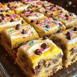 When making a chocolate chip cookie cake, you need some key ingredients. Each one plays a part in making this dessert delicious. Here is what you will need: - 2 1/4 cups all-purpose flour - 1/2 teaspoon baking soda - 1 teaspoon salt - 3/4 cup unsalted butter, softened - 3/4 cup brown sugar, packed - 1/2 cup granulated sugar - 1 teaspoon vanilla extract - 2 large eggs - 2 cups semi-sweet chocolate chips - 1/2 cup chopped nuts (optional) - 1/2 cup frosting (for topping, optional) - Sprinkles (for garnish, optional) Each ingredient is very important. The flour gives the cake its structure. The butter adds richness and a soft texture. Brown sugar brings moisture and a hint of caramel flavor. Granulated sugar helps with sweetness. Baking soda makes it rise and become fluffy. You can add nuts for a nice crunch or skip them if you prefer. Frosting on top makes it even more special. I love sprinkles because they look fun and colorful! For the full recipe, follow the instructions carefully to enjoy this sweet treat. - Preheat the oven and prepare the baking pan. Set your oven to 350°F (175°C). Grease and flour a 9x13 inch baking pan, or line it with parchment paper. This makes it easy to take the cake out later. - Combine dry ingredients. In a medium bowl, whisk together 2 1/4 cups of all-purpose flour, 1/2 teaspoon of baking soda, and 1 teaspoon of salt. Set this bowl aside for later. - Cream butter and sugars. In a large mixing bowl, cream together 3/4 cup of softened unsalted butter, 3/4 cup of packed brown sugar, and 1/2 cup of granulated sugar. Do this until it’s light and fluffy. It should take about 3-4 minutes with an electric mixer. - Add eggs and vanilla. Beat in 2 large eggs one at a time, mixing well after each one. Then, stir in 1 teaspoon of vanilla extract. This adds great flavor to your cake. - Incorporate dry ingredients. Gradually add the dry mixture to the wet ingredients. Mix until just combined. Be careful not to overmix, as this can make the cake tough. - Fold in chocolate chips and nuts. Gently fold in 2 cups of semi-sweet chocolate chips and 1/2 cup of chopped nuts if you want. This step makes your cake extra tasty. - Pour batter into pan. Pour the batter into the prepared baking pan and spread it evenly. Make sure to get it into the corners. - Bake and check for doneness. Bake in the preheated oven for 20-25 minutes. The edges should be golden brown, and a toothpick inserted into the center should come out clean. - Cool before serving. Allow the cookie cake to cool in the pan for about 10 minutes. Then, transfer it to a wire rack to cool completely. This helps prevent it from getting soggy. For more detailed instructions, check out the Full Recipe. To make the best cookie cake, precise measurements matter. Use a kitchen scale for accuracy. This small step ensures your ingredients work well together. If you don't measure correctly, you may end up with a flat or dry cake. Another key tip is not to overmix the batter. Mix just until the ingredients blend. This helps keep your cake soft and chewy. If you mix too much, your cake might turn out tough. Remember, gentle mixing is your friend. Want to switch it up? You can add spices like cinnamon to your batter. Just a sprinkle can bring warmth and depth to your cookie cake. It’s a fun way to change the flavor profile without much effort. You can also use different types of chocolate. Swap semi-sweet chocolate chips for dark, milk, or even white chocolate. Each type gives a unique taste. You can even combine them for a fun chocolate mix. When it's time to cut your cookie cake, use a sharp knife. Start from the corners and work your way in. This gives you neat squares and makes serving easy. Pair your cookie cake with ice cream or whipped cream. The cold creaminess contrasts nicely with the warm cake. You can also add fresh fruit for a burst of flavor. Enjoy your cake fresh from the oven for the best taste. For the complete recipe, check out the Full Recipe. {{image_2}} You can change the flavor of your chocolate chip cookie cake with a few fun ideas. - Peanut Butter Chocolate Chip Cookie Cake: Mix in 1/2 cup of creamy peanut butter when you cream the butter and sugars. This adds a rich, nutty taste that pairs well with chocolate. - Coconut Chocolate Chip Cookie Cake: Add 1/2 cup of shredded coconut to your batter for a tropical twist. The coconut gives a chewy texture and a sweet flavor. Dietary needs should never stop you from enjoying a cookie cake. Here are two great options for different diets. - Gluten-Free Options: You can use a 1-to-1 gluten-free flour blend instead of all-purpose flour. This lets everyone enjoy the cake without gluten. - Egg-Free Substitutions: If you need to skip eggs, use a flax egg. Mix 1 tablespoon of ground flaxseed with 2.5 tablespoons of water. Let it sit for 5 minutes before adding it to your mix. Decorating your cookie cake makes it special and fun. Here are some ideas to get you started. - Frosting Styles and Techniques: You can use cream cheese frosting or chocolate frosting. Spread it on top for a sweet finish. You can even pipe it for a fancy look! - Themed Sprinkles or Toppings: Use fun sprinkles or toppings that match your party theme. Try chocolate sprinkles for a rich look or colorful ones for a fun vibe. Feel free to explore these variations to make your chocolate chip cookie cake truly yours. You can find the full recipe above to get started! To store leftovers, you have two great options: refrigerate or freeze. If you plan to eat the cookie cake within a few days, refrigerate it in an airtight container. This keeps it fresh. If you want to save it for later, freezing is the way to go. Wrap it tightly in plastic wrap and then in aluminum foil. This helps prevent freezer burn. Use sturdy containers for storage. Glass or plastic containers with tight lids work well. They keep moisture in and flavors strong. Avoid using paper bags since they let air in. At room temperature, the cookie cake lasts about three days. It stays soft and tasty if kept covered. In the fridge, it can last up to a week. Make sure to seal it well to avoid drying out. If you freeze it, the cookie cake can last for up to three months. To reheat a cookie cake, the oven is best. Preheat your oven to 350°F (175°C). Place the cake on a baking sheet and heat it for about 10 minutes. This warms it nicely without drying it out. If you need a quick fix, the microwave works too. Heat slices in 10-second intervals. This keeps the cake moist. Enjoy it warm for a soft, gooey treat. Can I use margarine instead of butter? Yes, you can use margarine. It will work, but butter gives a richer flavor. If you want a classic taste, stick to butter. How do I know when it's fully cooked? Check the edges for a golden color. Insert a toothpick in the center. If it comes out clean, it’s done. The center should look set but soft. Can I double the recipe for a larger gathering? Absolutely! Just double all the ingredients. Use a larger pan or bake in batches. Adjust the baking time as needed. What should I do if my batter is too dry? If the batter feels dry, add a little milk or melted butter. Mix until it reaches a smooth consistency. Just be careful not to overmix. Is it okay to serve warm? Yes, serving warm is a treat! The chocolate will be gooey and delicious. Just let it cool for a few minutes before slicing. How can I make it more festive for a party? Add colorful sprinkles on top or drizzle with chocolate frosting. You can also cut it into fun shapes for a unique touch. You can find the full recipe above to make this delightful treat! This chocolate chip cookie cake recipe is easy and fun. You learned about the key ingredients, steps, and tips for making it perfect. Remember, precise measurements matter. You can try different flavors or toppings too. Store your leftovers well to enjoy later. With this knowledge, you're ready to bake and share. Enjoy your delicious cookie cake with friends or family!