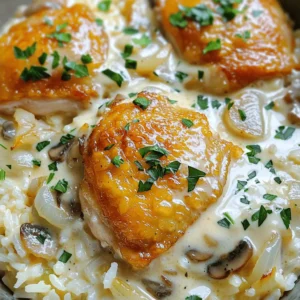 - 4 boneless, skinless chicken thighs - 1 cup long-grain white rice - 2 cups low-sodium chicken broth - 1 cup heavy cream - 1 medium onion, diced - 3 cloves garlic, minced - 1 cup mushrooms, sliced - 1 teaspoon thyme - 1 teaspoon paprika - 2 tablespoons olive oil - Salt and pepper to taste - Fresh parsley, chopped (for garnish) When you gather your ingredients, focus on quality. Fresh chicken and good broth make a big difference. The chicken thighs add rich flavor and stay juicy during cooking. Long-grain white rice cooks up fluffy and absorbs the sauce well. For the optional items, heavy cream adds a luscious texture. Onions and mushrooms bring umami and sweetness. Garlic adds depth and aroma. You can mix and match these ingredients based on your taste. Seasonings help tie all the flavors together. Thyme gives a warm, earthy touch, while paprika adds a slight smokiness. Olive oil is perfect for searing the chicken. Don't forget salt and pepper to enhance the dish's taste. Garnishing with fresh parsley makes your meal look bright and inviting. It adds a pop of color and a hint of freshness to each bite. Want to explore the full recipe? Check out the [Full Recipe]. - Heat olive oil over medium-high heat. - Season the chicken thighs with salt, pepper, thyme, and paprika. - Place the seasoned chicken in the skillet and sear for about 5-7 minutes on each side, until golden brown. - Remove the chicken from the skillet and set aside. - In the same skillet, add the diced onion and sliced mushrooms. - Sauté the onion and mushrooms for about 5 minutes, until the onion turns translucent. - Add the minced garlic and cook for an additional minute. - Pour in the chicken broth and scrape the bottom of the skillet to release any browned bits. - Stir in the heavy cream and mix until combined. - Bring the mixture to a gentle simmer. - Stir in the long-grain rice, ensuring it is well distributed. - Return the seared chicken to the skillet, nestling it into the rice mixture. - Cover the skillet and reduce the heat to low. - Let it simmer for 20-25 minutes, or until the rice is tender and has absorbed most of the liquid. - Stir occasionally to prevent sticking. - Taste the dish and adjust seasoning as needed with more salt and pepper. - Remove from heat and let it sit covered for an additional 5 minutes. - Fluff the rice with a fork, garnish with fresh parsley, and serve hot. For the full recipe, check out the detailed instructions above! To make your dish rich and smooth, use heavy cream. It gives a velvety feel. Be mindful of the rice. Avoid overcooking it; this helps keep the dish light and fluffy. To add depth, consider extra spices like garlic powder or cayenne. You can also add vegetables. Carrots, peas, or bell peppers boost nutrition and flavor. A large skillet is best for even cooking. It allows all ingredients to mix well. Using a lid helps keep moisture in. This ensures everything cooks perfectly without drying out. {{image_2}} You can easily change ingredients in this dish. For a lighter meal, use chicken breasts instead of thighs. Chicken breasts cook faster and still taste great. You can also swap long-grain white rice for brown rice. Brown rice adds fiber and nutrients. If you want a dairy-free version, use coconut milk. It gives a nice creamy texture and a hint of sweetness. For those needing gluten-free options, try rice noodles. They cook quickly and soak up the flavors well. You can make this dish in a slow cooker. Just brown the chicken first, then add all ingredients. Cook on low for about 6 hours. If you prefer the oven, place everything in a baking dish. Cover and bake at 350°F for about 1 hour. Both methods create a hearty, comforting meal. For the full recipe, check out the earlier sections! After you enjoy creamy smothered chicken and rice, store leftovers in an airtight container. This keeps the dish fresh and prevents unwanted odors from other foods. The recommended shelf life in the fridge is about three to four days. Always make sure to let the dish cool before sealing it up. To freeze your delicious dish, let it cool completely first. Then, use a freezer-safe container or heavy-duty freezer bags. This helps to avoid freezer burn. You can store it in the freezer for up to three months. When ready to eat, thaw it in the fridge overnight before reheating. When reheating, add a splash of chicken broth or cream for the best texture. This helps keep the dish creamy and moist. Heat it on the stovetop over low heat, stirring often. If using a microwave, cover the dish and heat in short bursts. This avoids dryness during reheating. Enjoy your creamy smothered chicken and rice just like it was freshly made! To make this dish, follow these steps: 1. Sear the chicken thighs in olive oil until golden. 2. Cook diced onion and mushrooms in the same skillet. 3. Add minced garlic, then pour in chicken broth and heavy cream. 4. Stir in long-grain rice and return chicken to the skillet. 5. Cover and simmer until the rice is tender. 6. Adjust seasonings, garnish with parsley, and serve hot. For the full recipe, check the previous section. Yes, you can use brown rice. Brown rice takes longer to cook. You will need about 30-35 minutes more for it to soften. Make sure to add extra chicken broth or water as needed. The cooking time will depend on the brand and type of brown rice. Yes, this recipe can be gluten-free. However, check your chicken broth. Some broths may contain gluten. Always read labels carefully. Opt for a brand that specifically states it is gluten-free. To add heat, try these suggestions: - Mix in some crushed red pepper flakes. - Add diced jalapeños or serrano peppers. - Use a spicy seasoning blend for extra flavor. Adjust the amount based on your spice preference. This dish pairs well with several sides: - Steamed green beans or broccoli for a fresh touch. - A simple salad with vinaigrette for crunch. - Crusty bread to soak up the creamy sauce. These options will balance the meal nicely. This blog post shared a simple, tasty recipe for creamy smothered chicken and rice. We covered key ingredients, cooking steps, and helpful tips to make it perfect. You can customize this dish to fit your taste by swapping ingredients or using different cooking methods. Remember, storing leftovers properly helps maintain flavor. Cooking should be fun and easy, and this recipe fits that bill perfectly. Enjoy your meal and feel free to experiment with flavors!