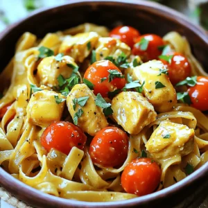 - 8 oz linguine pasta - 2 boneless, skinless chicken breasts, cut into bite-sized pieces - 4 tablespoons unsalted butter - 3 cloves garlic, minced - 1 teaspoon smoked paprika - ½ teaspoon cayenne pepper (adjust for spice preference) - 1 teaspoon dried oregano - 1 teaspoon dried thyme - ½ cup chicken broth - 1 cup cherry tomatoes, halved - Salt and pepper to taste - Fresh parsley, chopped, for garnish The main stars of this dish are the linguine pasta and the chicken. The butter adds rich flavor, while the spices bring warmth. Garlic, smoked paprika, and cayenne pepper create a vibrant sauce that dances on your taste buds. Fresh cherry tomatoes add sweetness and contrast. - Different protein options - Variety of vegetables You can swap chicken for shrimp or tofu. This helps to fit your taste. Add veggies like bell peppers, spinach, or zucchini. They add nutrition and color. Feel free to experiment and make it your own. - Fresh parsley - Grated Parmesan cheese Garnishes elevate the dish. Fresh parsley adds a burst of color and fresh taste. Grated Parmesan cheese brings a creamy finish. Both make your meal look and taste amazing. For the full recipe, check out the complete guide! To start, boil a large pot of salted water. Use enough water to let the pasta swim freely. Once the water bubbles, add 8 oz of linguine. Cook it according to the package instructions until it is al dente. This usually takes around 8-10 minutes. Stir occasionally to prevent sticking. When done, drain the pasta well and set it aside in a bowl. Now, grab a large skillet and heat it over medium heat. Add 2 tablespoons of unsalted butter and let it melt. Once it sizzles, add 2 boneless, skinless chicken breasts cut into bite-sized pieces. Season with salt and pepper. Cook the chicken for about 5-7 minutes, stirring often. You want the chicken to turn golden brown and be cooked through. To check for doneness, cut a piece in half. It should be white inside, with no pink. Remove the chicken from the skillet and set it aside. In the same skillet, add the remaining 2 tablespoons of butter. Let it melt, then stir in 3 cloves of minced garlic. Add 1 teaspoon of smoked paprika, ½ teaspoon of cayenne pepper, 1 teaspoon of dried oregano, and 1 teaspoon of dried thyme. Cook this mixture for about 1 minute until it smells amazing. Next, pour in ½ cup of chicken broth and toss in 1 cup of halved cherry tomatoes. Stir well and let the sauce simmer for 3-4 minutes. This helps the tomatoes soften and release their juices, creating a rich flavor. Now it’s time to bring it all together. Return the cooked chicken to the skillet and toss it in the buttery sauce. Then, add the drained linguine to the mix. Use tongs to gently toss everything together until the pasta is well coated with sauce. Taste and adjust the seasoning as needed with salt and pepper. If you want more flavor, don’t be shy! Just check the balance, and enjoy the deliciousness. For the full recipe, check out the details above. - Avoiding overcooking: Cook the linguine for just 8-10 minutes. Check it often. You want it al dente, firm but not hard. - Enhancing flavor with salt: Always add salt to boiling water. This helps the pasta taste better while cooking. - Ensuring even cooking: Cut chicken into even pieces. This helps them cook at the same rate. Use medium heat to avoid burning. - Flavor infusion tips: Season chicken with salt and pepper before cooking. This adds flavor right from the start. You can also marinate it for 30 minutes for even more depth. - Adjusting liquid levels: If the sauce is too thick, add a little chicken broth. Stir well to combine. You want a smooth, buttery sauce. - Thickening and thinning options: For thicker sauce, cook it longer to reduce it. If too thin, mix in a bit of cornstarch with water and stir it in slowly. For the full recipe, check out Easy Cowboy Butter Chicken Linguine. {{image_2}} You can make this dish vegetarian by using tofu or mushrooms instead of chicken. Tofu soaks up flavors well, making it a great choice. Choose firm tofu for best results. Press the tofu to remove extra water, then cut it into cubes. Sauté it in butter until golden. Alternatively, use mushrooms for a meaty texture. Slice them and cook in the same way as the chicken. This swap keeps the dish rich and flavorful. If you like heat, make a spicy version of this dish. You can add more cayenne pepper or even jalapeños. Start with one extra teaspoon of cayenne for a good kick. If you prefer fresh heat, slice jalapeños and add them when you sauté the garlic. This change adds depth and a fun twist. Adjust the spice to your taste for the perfect balance. For a creamy twist, you can add cream or cream cheese to the sauce. Stir in half a cup of heavy cream after the butter sauce is ready. This will give your dish a rich, velvety texture. If you want a tangy flavor, mix in cream cheese instead. Let it melt into the sauce for a smooth finish. This variation makes the dish even more indulgent and satisfying. You can enjoy a creamy cowboy butter chicken linguine that feels special. To keep your Easy Cowboy Butter Chicken Linguine fresh, start by letting it cool. Once cooled, place the pasta in an airtight container. Make sure to store it in the fridge. This will keep your meal tasty for up to three days. If you want to keep it longer, consider freezing. When you’re ready to eat, you can reheat the pasta easily. For the microwave, place the linguine in a bowl and cover it with a damp paper towel. Heat it for about one to two minutes, stirring halfway through. If you prefer stovetop, heat a skillet over low heat. Add a splash of chicken broth or water to prevent sticking. Stir it for a few minutes until hot. Freezing this dish works well. Just make sure to store it in a freezer-safe container. It will stay fresh for up to three months. When you want to eat it, take it out and let it thaw in the fridge overnight. Reheat it using the stovetop or microwave methods I shared earlier. This way, you can enjoy this delicious meal anytime! Cowboy butter is a rich, flavorful sauce. It blends butter with spices and herbs. The taste is smoky, spicy, and buttery all at once. You get hints of garlic, paprika, and herbs like oregano and thyme. This sauce makes each bite of your dish packed with flavor. It’s a perfect match for chicken and pasta. Yes, you can prep this dish ahead of time. Cook the linguine and chicken first. Store them in separate containers in the fridge. You can make the cowboy butter sauce too. Keep it in a jar. When you are ready, just heat everything up and combine. This makes busy nights easier and still delicious. You can pair this dish with many sides. A fresh green salad balances the meal well. Garlic bread is another tasty choice. Roasted vegetables add color and nutrients. You might also enjoy a simple coleslaw for crunch. These sides complement the flavors of the linguine nicely. Adjusting serving sizes is simple. If you want to serve more people, double the recipe. For fewer people, you can cut the ingredients in half. Just make sure to keep the same cooking times. This way, your meal stays tasty and fresh, no matter the size. Check the Full Recipe for exact measurements. In this blog post, we explored how to make Easy Cowboy Butter Chicken Linguine. I shared main and optional ingredients, plus tasty garnishes. The step-by-step instructions guide you through cooking linguine, sautéing chicken, and preparing the sauce. I included tips for perfect pasta and chicken, along with fun variations like a vegetarian option. Remember, proper storage and reheating keep leftovers fresh. With this recipe, you can impress anyone at the dinner table. Enjoy your cooking adventure and make it your own!
