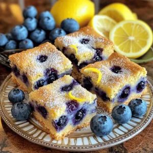 To make the best Blueberry Lemon Cookie Bars, gather these fresh and tasty ingredients: - 1 cup unsalted butter, softened - 1 cup granulated sugar - 1 cup brown sugar, packed - 2 large eggs - 2 teaspoons vanilla extract - 3 cups all-purpose flour - 1 teaspoon baking powder - 1/2 teaspoon baking soda - 1/2 teaspoon salt - Zest of 1 lemon - 1/4 cup fresh lemon juice - 2 cups fresh blueberries - Powdered sugar for dusting (optional) These ingredients come together to create a delightful treat. The butter adds richness, while the sugars bring sweetness. Eggs help bind everything. The flour gives structure, and the baking powder and baking soda help the bars rise. Lemon zest and juice add bright, fresh flavor. Blueberries bring natural sweetness and juicy bursts. If you like, dust with powdered sugar for a pretty finish. For the complete recipe, check out the Full Recipe section. Enjoy the process, and let the flavors shine! Start by preheating your oven to 350°F (175°C). This step gets the oven ready for baking. Next, grease or line a 9x13-inch baking pan. Lining with parchment paper helps the bars come out easily. In a large bowl, cream 1 cup of softened unsalted butter with 1 cup of granulated sugar and 1 cup of brown sugar. Beat them together until the mix is light and fluffy. This usually takes about 3-4 minutes. Then, add in 2 large eggs one at a time, mixing well after each. Stir in 2 teaspoons of vanilla extract and the zest of 1 lemon to add that fresh flavor. In another bowl, whisk together 3 cups of all-purpose flour, 1 teaspoon of baking powder, 1/2 teaspoon of baking soda, and 1/2 teaspoon of salt. This helps to evenly distribute the leavening agents. Gradually mix this dry mixture into the wet ingredients. Mix until everything is just combined; we want to avoid over-mixing. Pour in 1/4 cup of fresh lemon juice, then gently fold in 2 cups of fresh blueberries. Be careful not to break the blueberries; they add a lovely burst of flavor. Once everything is mixed, pour the batter into your prepared baking pan. Use a spatula to smooth it out evenly. Now, it's time to bake! Place the pan in the oven and bake for 30-35 minutes. The edges should turn lightly golden, and the center should be set. To check for doneness, insert a toothpick into the center. If it comes out clean, your cookie bars are ready. For the full recipe, you can refer to the earlier sections. Enjoy your baking! Using room temperature ingredients is key. When your butter and eggs are warm, they mix better. This helps create a light and airy texture in your cookie bars. Cold butter can lead to dense bars, which we want to avoid. Mix the batter just until combined. Over-mixing can make the bars tough. Gently fold in the dry ingredients, then add the blueberries. This keeps them intact and ensures a soft bite. Dusting with powdered sugar gives a nice touch. It adds sweetness and looks pretty. I like to use a fine sieve to sprinkle it evenly on top. For gatherings, serve the bars on a colorful platter. You can add fresh blueberries and lemon slices as decoration. This makes the dessert more inviting and fun. One common mistake is overbaking the cookie bars. Keep an eye on them in the oven. They should be lightly golden and spring back when touched. A toothpick should come out clean but not dry. Another mistake is not using fresh ingredients. Fresh blueberries burst with flavor. If they are old, your bars will taste bland. Always choose the best produce for the best results. For the full recipe, check the complete guide. {{image_2}} You can easily change the taste of these cookie bars. Adding nuts like walnuts or pecans gives a nice crunch. You can also sprinkle in shredded coconut for a tropical twist. If you want to switch up the berries, try raspberries or strawberries. For a refreshing zing, use lime instead of lemon. Each change gives a new flavor to enjoy. If you need gluten-free options, swap out regular flour for almond or oat flour. Both work great and keep the bars soft. For a vegan twist, replace the eggs with flaxseed meal or applesauce. Use vegan butter to keep the texture rich and delicious. These adjustments make the cookie bars friendly for all diets. You can serve these cookie bars in fun ways. Layer them with yogurt and fruit for a tasty dessert parfait. This adds a delightful texture and flavor mix. You can also serve them warm with a scoop of ice cream or a dollop of whipped cream. This makes the bars even more indulgent. For the complete recipe, check the Full Recipe section. To keep your blueberry lemon cookie bars fresh, store them at room temperature. Place them in an airtight container. This helps keep them soft and tasty. If you need to store them longer, refrigerate them. Just remember to wrap them tightly in plastic wrap or foil. You can also freeze them for up to three months. Use a freezer-safe container or bag for best results. When stored properly, your cookie bars will last about a week at room temperature. In the fridge, they stay fresh for about two weeks. If you freeze them, they will maintain good quality for three months. Check for signs of spoilage. Look for any mold or an off smell. If they feel hard or dry, they might not taste good. Always trust your senses when enjoying these delicious treats! For the full recipe, check above. You can easily make these cookie bars gluten-free by using gluten-free flour. Look for a blend that works in baking. You may also add a bit of xanthan gum. This helps bind the ingredients together. Start with 1 teaspoon per cup of gluten-free flour. It will give your bars a great texture. Yes, you can use frozen blueberries! Just make sure to rinse them first. This helps remove extra ice. You may want to add them straight from the freezer to the batter. This prevents them from becoming mushy. They will bake well and taste delicious in your cookie bars. If you want to make these bars vegan, there are great substitutes for eggs. You can use flaxseed meal and water. Mix 1 tablespoon of flaxseed meal with 2.5 tablespoons of water. Let it sit for five minutes until it thickens. Another option is unsweetened applesauce. Use 1/4 cup of applesauce for each egg. You can tell the cookie bars are done when the edges turn golden brown. Use a toothpick to check the center. If it comes out clean, they are ready. The texture should be soft but set. Let them cool before cutting for the best results. In this post, we explored making delicious lemon blueberry cookie bars. You learned the key ingredients and followed step-by-step instructions for perfect results. I shared tips for texture, common mistakes, and fun variations to try. Remember, using fresh ingredients makes a big difference. Store your cookie bars properly for lasting freshness. Enjoy these tasty treats at home or share them with friends. Your baking skills will shine!