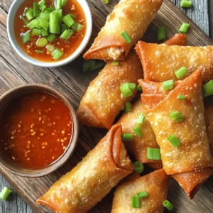 To make these easy crab rangoon egg rolls, gather the following items: - 1 cup cream cheese, softened - 1 cup lump crab meat, drained and flaked - 2 green onions, finely chopped - 1 teaspoon garlic powder - 1 teaspoon Worcestershire sauce - 1/2 teaspoon soy sauce - 20 egg roll wrappers - Oil for frying - Sweet and sour sauce for dipping I often use specific brands for the best taste. For cream cheese, I recommend Philadelphia. It has a creamy texture that blends well with crab. For crab meat, look for Bumble Bee or Ocean’s. They provide quality lump crab that enhances flavor. For egg roll wrappers, Nasoya makes a great option. Their wrappers are easy to work with and fry well. If you want to switch out the crab meat, you have options. Use cooked shrimp for a seafood twist. Chicken is another great substitute if you prefer meat. For a vegetarian version, try using sautéed mushrooms or tofu. Just make sure to keep the flavors balanced. Each substitute can bring a unique taste while still keeping it delicious! To start, gather all your ingredients. You need cream cheese, crab meat, green onions, garlic powder, Worcestershire sauce, and soy sauce. In a large mixing bowl, blend the cream cheese and crab meat. Add the chopped green onions, garlic powder, Worcestershire sauce, and soy sauce. Mix well until everything is smooth. This filling is rich and creamy, perfect for our egg rolls. Next, take an egg roll wrapper. Place it on a flat surface with one corner pointing toward you. Now, scoop about two tablespoons of your crab mixture and put it in the center of the wrapper. Folding is key. First, fold the bottom corner up over the filling. Then, fold in the sides, creating a pocket. Finally, roll it tightly away from you. Seal the edge with a bit of water. Repeat this process until you use all the filling. Rolling egg rolls can be tricky at first, but with practice, you'll get it right. Start with a clean workspace. Make sure your wrappers are not too dry. If they are, cover them with a damp cloth. This keeps them from cracking. When you roll, keep the filling snug but not too tight. This allows steam to escape during frying. Always seal the edges well. Use water or a bit of the egg wash to help them stick. A well-sealed egg roll will stay closed while frying. You can also shape them into different forms if you want to be creative. Just remember to keep the filling inside! Frying is the best part! Heat your oil to 350°F (175°C) in a deep skillet or pot. This temperature is critical for getting crispy egg rolls. If your oil is too cold, they will soak up oil and become greasy. If it's too hot, they will burn outside but stay raw inside. Carefully place a few egg rolls in the hot oil. Don't overcrowd the pan; this helps them cook evenly. Fry them for about 3-4 minutes or until they turn golden brown. Use a slotted spoon to remove them. Drain the cooked egg rolls on a paper towel-lined plate to get rid of excess oil. Serve them hot with sweet and sour sauce for dipping. Enjoy your crispy crab rangoon egg rolls! To keep your egg rolls crispy, use dry filling. If your crab meat is wet, drain it well. You can also pat it dry with paper towels. When you mix the filling, make sure it’s not too watery. If it is, add more cream cheese to help it hold together. Oil temperature is key for crispy egg rolls. Heat your oil to 350°F (175°C). If the oil is too hot, the rolls will burn. If it’s too cool, they will soak up oil and get soggy. Use a thermometer for best results. Fry only a few egg rolls at a time to keep the oil hot. Serve your crab rangoon egg rolls hot and fresh. I love them with sweet and sour sauce. You can also try them with soy sauce or a spicy dipping sauce. For a fun touch, garnish with extra green onions. You can pair them with a light salad or steamed veggies for a complete meal. For the full recipe, check out the Crab Rangoon Egg Rolls section. {{image_2}} You can change the filling for your crab rangoon egg rolls. Try using shrimp or chicken for a twist. You could also make a veggie version with cream cheese and spinach. For a spicy kick, add jalapeños or sriracha. Mix in some cheese for a rich taste. The options are endless and fun to explore. Fried egg rolls are crispy and golden. They have a classic taste that many love. Baking is a healthier option. Baked egg rolls can be just as tasty. To bake, brush them lightly with oil. Place them on a baking sheet and bake at 400°F (200°C) for about 20 minutes. Flip them halfway for even cooking. You can swap out some ingredients for healthier choices. Use low-fat cream cheese instead of regular. Try using plain Greek yogurt for a tangy flavor. You can also use whole wheat egg roll wrappers for added fiber. If you want less sodium, skip the soy sauce. These small changes keep the taste while adding nutrition. For the full recipe, check the Crab Rangoon Egg Rolls section. To keep your leftover crab rangoon egg rolls fresh, let them cool first. Place them in an airtight container. Store the container in the fridge for up to three days. This keeps them tasty and safe to eat. If you have a lot left, consider portioning them. This way, you can grab a quick snack when you want. When ready to eat your leftovers, I recommend reheating them in the oven. Preheat your oven to 350°F (175°C). Place the egg rolls on a baking sheet. Heat them for about 10-15 minutes. This method makes them crispy again, just like when you first cooked them. You can use an air fryer too! Set it to 350°F and heat for about 5-7 minutes. If you want to save your crab rangoon egg rolls for later, freezing is a great option. Wrap each egg roll tightly in plastic wrap. Then, place them in a freezer bag or container. They can last up to three months in the freezer. When you’re ready to eat one, just thaw it in the fridge overnight. Then, follow the reheating instructions to enjoy a delicious snack! For the full recipe, check the previous sections. If your egg rolls burst, don't worry. First, check the seal. Make sure you use enough water to seal the edges. If they still burst, it's okay! Just fry them carefully. You can still enjoy the crispy parts. Serve them with sweet and sour sauce to mask any flaws. Yes, you can make these egg rolls ahead of time. Prepare them up to the frying step. Then, cover them with a damp cloth to keep them moist. Store them in the fridge for one day. When you're ready, just fry them straight from the fridge. They will taste fresh and delicious. Store leftover crab rangoon egg rolls in an airtight container. They last in the fridge for up to three days. For longer storage, freeze them. Make sure to wrap them well. They can last for up to three months in the freezer. When ready, just reheat them in the oven for a crispy finish. Enjoy the flavors again! These crab rangoon egg rolls offer a great snack or meal. You learned about the best ingredients, brands, and ways to make tasty egg rolls. I shared tips to keep them crispy and alternative filling ideas, too. Storing and reheating leftovers helps reduce waste. With these steps, you can make your own delicious egg rolls easily. Now, get cooking and enjoy your new dish!