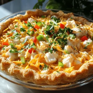To make a delicious Southern Crab Pie, you need a few key items: - 1 pre-made pie crust (9-inch) - 1 pound fresh crab meat, picked over for shells - 1 cup heavy cream - 3 large eggs These main ingredients form the base of your pie. The fresh crab meat offers a sweet taste, while heavy cream and eggs create a rich filling. Using a pre-made pie crust saves you time and effort. Next, we add some flavors to make the pie shine: - 1 cup shredded sharp cheddar cheese - 1/2 cup mayonnaise - 1/4 cup finely chopped green onions - 1/4 cup diced bell pepper (red or green) - 2 tablespoons Dijon mustard Sharp cheddar cheese adds a nice, tangy kick. Mayonnaise gives a creamy texture, while green onions and bell peppers bring freshness. Dijon mustard adds a hint of spice that elevates the dish. Lastly, don’t forget to season and garnish: - 1 teaspoon Old Bay seasoning - Salt and pepper to taste - Fresh parsley, chopped (for garnish) Old Bay seasoning is a classic choice for seafood. It enhances the crab's flavor. Salt and pepper balance everything. Fresh parsley adds a pop of color and freshness on top. For the full recipe, check out the instructions to create this delightful pie! To start, you need to prepare the pie crust. Take your pre-made pie crust and place it in a 9-inch pie dish. Crimp the edges to make it look nice. This small step helps keep the filling from spilling out while it bakes. Next, set your oven temperature to 350°F (175°C). This is very important. If the oven is too hot, the crust can burn. If it's too cool, the pie won't bake properly. So, always check the oven setting before you begin. Now, let’s mix the filling. In a large bowl, whisk together the heavy cream, eggs, and mayonnaise. Make sure it is smooth. This creates a creamy base for your pie. Then, add in the shredded cheddar cheese, green onions, and diced bell pepper. These ingredients give the pie great flavor and texture. Don't forget the Dijon mustard and Old Bay seasoning. They really bring out the crab’s taste. Once everything is in the bowl, gently fold in the fresh crab meat. Be careful not to break it apart too much. You want it to stay in nice pieces. After mixing, it's time to bake. Pour the crab mixture into your prepared pie crust. Use a spatula to spread it out evenly. Bake the pie in your preheated oven for about 40-45 minutes. Keep an eye on it. You know it’s done when the top is golden brown. You can also check by inserting a knife into the center. If it comes out clean, your pie is ready. Once baked, remove the pie from the oven and let it cool for about 10 minutes. This helps the filling set. Finally, garnish with freshly chopped parsley before serving. Enjoy your Southern Crab Pie! For the full recipe, refer to the detailed instructions above. For Southern Crab Pie, you want fresh crab meat. You can choose between lump, backfin, or special crab meat. Lump crab has large pieces and is great for texture. Backfin has smaller pieces and is still tasty. Special crab meat is less expensive but works well for flavor. You can find fresh crab at local fish markets or grocery stores. Look for crab labeled as "fresh" or "wild-caught." Always check for signs of freshness, like a clean smell and firm texture. To get a creamy filling, use heavy cream and eggs. Whisk them well before mixing in the cheese and vegetables. This helps create a rich taste. Make sure to fold the crab meat gently to keep it intact. To prevent a soggy crust, use a pre-made pie crust that is chilled. Bake it for a few minutes before adding the filling. This helps it stay crisp. You can also brush the crust with a little egg wash for extra protection. For more flavor, feel free to adjust your seasonings. Add extra Old Bay seasoning or a dash of hot sauce for a kick. You can also mix in fresh herbs like thyme or dill. If you want to swap out cheese or veggies, try cream cheese or goat cheese for a different taste. You can also use sautéed spinach or mushrooms as a substitute for bell pepper. These changes can make your Southern Crab Pie unique and still delicious. For the full recipe, check out the details above. {{image_2}} You can make Southern Crab Pie even more exciting by adding other seafood. Shrimp and scallops work great with the crab. They bring their own sweet flavor, which blends well with the creamy filling. When you add shrimp, chop them into small pieces. This way, they mix well with the other ingredients. Scallops can be sliced thin or diced. Their firm texture adds a nice bite to the pie. If you want a vegetarian Southern Crab Pie, you can swap out the crab. Use a mix of vegetables instead. Zucchini, corn, and artichokes are good choices. They add texture and flavor. You can also try using mushrooms for a hearty feel. For a complete vegetarian version, follow these ingredients: - 1 pre-made pie crust (9-inch) - 1 cup heavy cream - 3 large eggs - 1 cup shredded sharp cheddar cheese - 1/2 cup mayonnaise - 1/4 cup finely chopped green onions - 1/4 cup diced bell pepper (red or green) - 2 tablespoons Dijon mustard - 1 teaspoon Old Bay seasoning - Salt and pepper to taste - 1 cup mixed vegetables (like zucchini, corn, or mushrooms) - Fresh parsley, chopped (for garnish) This mix keeps the pie creamy and full of flavor. Southern cooking has many regional twists. You can add unique flavors from other cuisines. For example, consider using herbs like cilantro or lime zest for a Mexican touch. You can also try a dash of curry powder for an Indian flavor. Each variation gives the pie a new spin. Play with spices and herbs to find what you love best. This makes your Southern Crab Pie a global dish! To keep your Southern Crab Pie fresh, it's best to store leftovers in the fridge. Place the pie in an airtight container or cover it tightly with plastic wrap. This method helps prevent the filling from drying out. Your pie will stay good in the fridge for about 3 to 4 days. You can freeze Southern Crab Pie for later enjoyment. If you want to freeze it before baking, wrap it well in plastic wrap and foil. This way, you can pull it out and bake it when you're ready. If you freeze it after baking, let it cool completely first. Wrap it tightly and store it in the freezer for up to 3 months. When you are ready to eat it, thaw the pie in the fridge overnight. To reheat, bake it in a 350°F oven for about 30 minutes. This will warm it through and keep it tasty. Southern Crab Pie pairs well with a fresh salad. A simple green salad with a light vinaigrette works great. You can also serve it with coleslaw for a crunchy contrast. For drinks, try a crisp white wine or a light beer. Both complement the flavors in the pie nicely. For the full recipe, check out the details above. You can use several tasty alternatives to crab meat. Shrimp works well and adds a nice flavor. You can also try cooked lobster for a richer taste. For a plant-based option, use artichoke hearts or hearts of palm. Both have a good texture and absorb flavor well. Each choice gives a unique twist to the dish. Just remember, the cooking time may change, so check your pie as it bakes. Look for a few key signs to know your pie is ready. The top should turn a lovely golden brown. When you insert a knife in the center, it should come out clean. If the filling jiggles too much, it needs more time. You can also check that the edges of the crust are firm and not too soft. These signs will help you get a perfect Southern Crab Pie every time. Yes, you can prepare the pie ahead! Make the filling and store it in the fridge for up to a day. You can also assemble the pie, cover it, and keep it in the fridge. When you’re ready to bake, just pop it in the oven. If you bake it ahead, let it cool, then store it in the fridge. Reheat it in the oven before serving for the best taste. For the full recipe, check the earlier sections of this article. Southern crab pie is a delightful dish made with fresh ingredients and bold flavors. We covered its key components, from crab meat to a perfect pie crust. The steps to mix and bake ensure a creamy filling without a soggy base. You can also explore variations with seafood or vegetarian options. Always store leftovers properly to enjoy later. Embrace your cooking journey and have fun creating this flavorful pie. Enjoy it with friends and family for a great meal!
