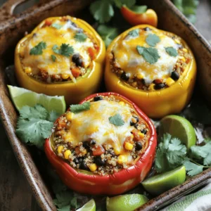 - 1 pound ground turkey - 4 medium bell peppers (mixed colors) - 1 cup cooked quinoa - 1 small onion, finely chopped - 2 cloves garlic, minced - 1 can (14 oz) black beans, rinsed and drained - 1 teaspoon chili powder - 1 teaspoon cumin - ½ teaspoon paprika - Salt and pepper to taste - 1 cup shredded cheese (cheddar or Mexican blend) - Fresh cilantro for garnish (optional) - Lime wedges for serving When you choose these ingredients, you get a mix of flavors and nutrition. Ground turkey is lean and full of protein. Bell peppers add color and crunch. Quinoa packs in whole grains, while black beans bring fiber and heartiness. The spices create a warm, inviting taste. Chili powder and cumin add depth, while paprika gives a nice color. Salt and pepper enhance all these flavors, making each bite delightful. For the toppings, cheese melts beautifully over the peppers. Fresh cilantro adds a burst of freshness. Lime wedges bring a zesty kick, lifting the dish to new heights. With this ingredient list, you are ready to make a delicious family meal. For the full recipe, check out the Turkey Fiesta Stuffed Peppers . Enjoy cooking! - Preheat the oven to 375°F (190°C). - Wash, slice, and seed the bell peppers. Arrange in a baking dish. Start by washing the bell peppers under cool water. This step ensures they are clean. Next, slice off the tops of the peppers. Remove the seeds and any white parts inside. These parts can taste bitter. Place the peppers upright in a baking dish. This setup helps keep them stable when you fill them. - Sauté onion and garlic until translucent. - Add ground turkey and cook until no longer pink. In a large skillet, heat a drizzle of olive oil. Add the finely chopped onion and minced garlic. Cook them over medium heat. Stir often until the onion turns translucent, about 3 to 4 minutes. This brings out their sweet flavor. Then add the ground turkey. Break it apart with a spoon and cook until it is no longer pink, about 5 to 7 minutes. This step ensures the meat is safe to eat. - Stir in quinoa, black beans, corn, and spices. - Mix well and heat through. Once the turkey is cooked, it’s time to add more flavor. Stir in the cooked quinoa, black beans, and corn. These ingredients add texture and nutrients. Then add the chili powder, cumin, and paprika. Season with salt and pepper to taste. Mix everything well and heat through for about 3 to 4 minutes. This step lets all the flavors blend nicely. - Fill each bell pepper generously with the turkey mixture. - Top with shredded cheese. Now, grab the prepared bell peppers. Spoon the turkey mixture into each pepper. Don’t be shy; fill them generously! Press down gently to pack in the filling. This ensures each bite is full of flavor. Once filled, top each pepper with shredded cheese. This will melt and create a delicious crust. - Cover with foil and bake for 25 minutes. - Remove foil and bake for an additional 10 minutes. Cover the baking dish with aluminum foil. This helps steam the peppers while baking. Bake them in the preheated oven for 25 minutes. After that, remove the foil to let the cheese brown. Bake for another 10 minutes. The cheese should be bubbly and golden brown. Let them cool for a few minutes before serving. Enjoy your delicious family meal! For the full recipe, check out the details provided. To make sure your ground turkey is safe to eat, use a meat thermometer. The turkey should reach 165°F (74°C). This keeps your meal healthy and tasty. Also, avoid overcooking the bell peppers. Cook them just until they are tender. This gives them a great texture and taste. You can make your meal even better by pairing it with a fresh side salad. Crusty bread also complements stuffed peppers well. For extra creaminess, serve with sour cream or avocado. These toppings add flavor and richness to each bite. Ground turkey is a great source of lean protein. It helps you feel full without many calories. Peppers are not just colorful; they are also packed with vitamins A and C. These vitamins support your immune system and keep your skin healthy. Enjoy this dish, knowing it is good for you! For more details, check out the Full Recipe. {{image_2}} You can easily swap ground turkey for other meats. Try ground chicken for a lighter taste. Ground beef also works well if you prefer a richer flavor. If you want a plant-based dish, use plant-based meat. It cooks similarly and tastes great. Add extra veggies to boost nutrition. Diced zucchini or fresh spinach blend nicely into the filling. They add color and texture. You can also top the stuffed peppers with sliced olives or jalapeños. These toppings add zest and a kick of spice. If you want a different cheese taste, try feta or goat cheese. They give a tangy flavor that pairs well with the filling. For a dairy-free option, vegan cheese works great too. It melts well and keeps the dish creamy. For the full recipe, check out Turkey Fiesta Stuffed Peppers. Store leftovers in an airtight container in the refrigerator. This keeps the dish fresh. Leftovers can be kept for up to 4 days. Enjoy them for a quick meal later! To freeze, wrap stuffed peppers individually in plastic wrap. This makes reheating easy. They’re best if consumed within 3 months when frozen. Label the bags for easy tracking. You can microwave for quick reheating. For a crispier texture, bake in the oven. Cover with foil to prevent drying out. This keeps your meal moist and tasty. Yes, you can prep them and store before baking. This makes dinner easy. Just fill the peppers, cover them, and refrigerate. Bake them when you’re ready. Use a meat thermometer; the internal temperature should reach 165°F (74°C). This ensures it is safe to eat. Always check the thickest part of the meat. Yes, they're a balanced meal with protein, veggies, and whole grains. Ground turkey is lean and full of nutrients. The peppers add vitamins and fiber. It’s best to use fresh peppers, but thawed frozen peppers can work too. Just make sure to drain them well. This helps maintain the filling's texture. Stuffed peppers offer a tasty and healthy meal option. We explored simple steps to prepare them with turkey, quinoa, and spices. You can swap ingredients for variety, ensuring you enjoy different flavors. Remember, they’re easy to store and reheat. Feel free to customize your stuffed peppers to fit your taste or diet needs. Enjoy making and sharing this dish! It’s a fun and wholesome way to nourish yourself and others. Plus, it’s a smart choice for a balanced meal.