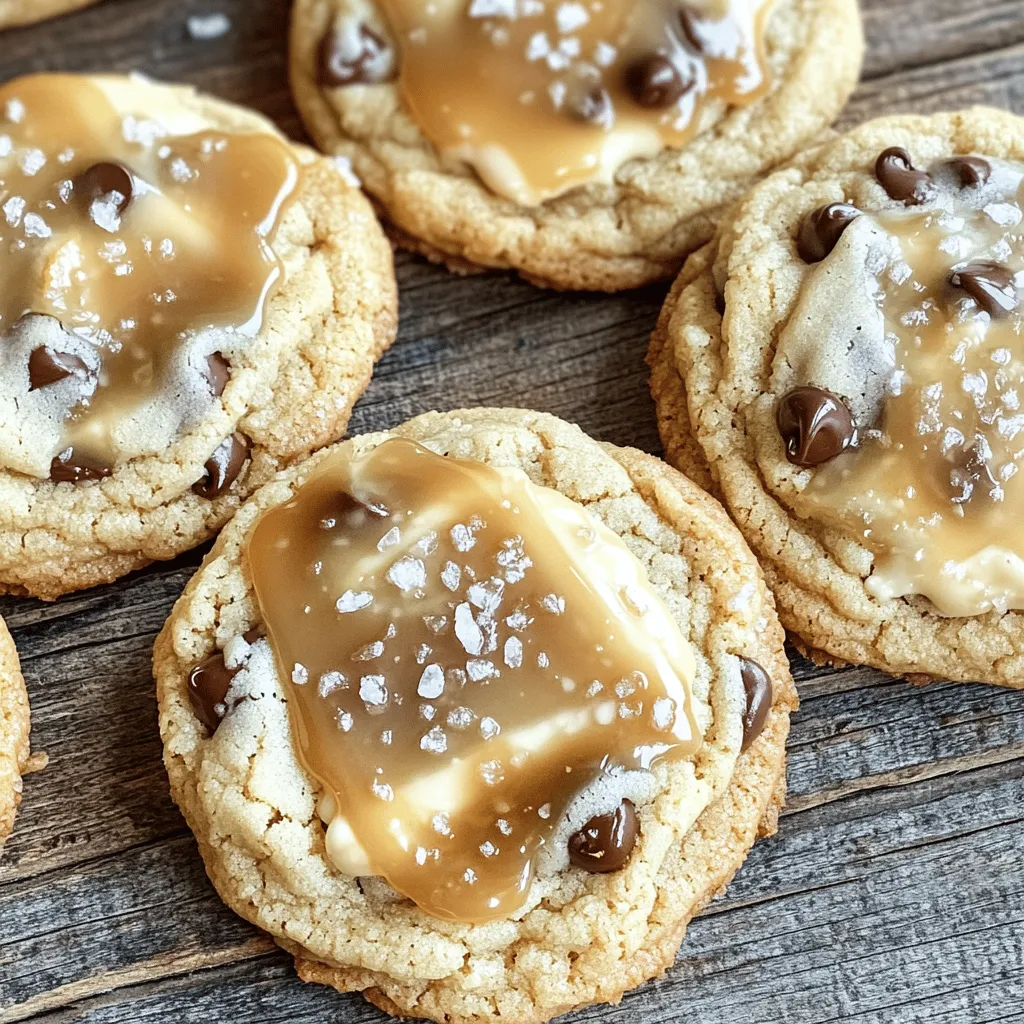 - 1 cup cream cheese, softened - 1/2 cup unsalted butter, softened - 3/4 cup brown sugar, packed - 1/2 cup granulated sugar - 1 large egg - 1 teaspoon vanilla extract - 2 cups all-purpose flour - 1 teaspoon baking powder - 1/2 teaspoon baking soda - 1/4 teaspoon salt - 1/2 cup caramel sauce (plus extra for drizzling) - 1/2 cup chocolate chips - Sea salt flakes for garnish - Prep Time: 15 minutes - Total Time: 30 minutes - Servings: 24 cookies I love using cream cheese in cookies. It makes them soft and rich. The butter adds flavor and keeps the cookies moist. Brown sugar gives a nice caramel taste. Granulated sugar helps the cookies spread just right. You need one egg for binding. Vanilla extract adds a warm flavor. The all-purpose flour helps form the dough. Baking powder and baking soda help the cookies rise. The salt balances the sweetness. The caramel sauce is the star! It gives that gooey texture we crave. I like to add chocolate chips for an extra sweet bite. Finally, a sprinkle of sea salt on top makes each cookie pop. These ingredients come together to create a cookie that is truly special. For the full recipe, check out the rest of this guide! - Preheat the oven to 350°F (175°C). - Line a baking sheet with parchment paper. - Beat cream cheese and unsalted butter until smooth. - Add brown sugar and granulated sugar; mix until fluffy. - Incorporate the egg and vanilla extract into the mixture. - Whisk together flour, baking powder, baking soda, and salt. - Gradually add dry mixture to wet mixture, mixing just until combined. - Fold in caramel sauce and chocolate chips. - Scoop out dough and place on the prepared baking sheet. - Bake for 10-12 minutes, then cool for 5 minutes before transferring to a wire rack. These steps guide you through making Salted Caramel Cheesecake Cookies. For the full recipe, check the details above. Enjoy the process and the treats! To get the right texture in your Salted Caramel Cheesecake Cookies, avoid overmixing the dough. Mix just until the dry and wet ingredients combine. If you mix too much, the cookies can become tough. To prevent the cookies from spreading too much, chill the dough for about 30 minutes before baking. This helps maintain their shape and keeps them thick and chewy. You can also use parchment paper on your baking sheet to help them hold their form. To boost the flavor, consider adding chopped nuts or a sprinkle of cinnamon. Pecans or walnuts pair nicely with caramel and cheese. They add a nice crunch too! Choose a rich caramel sauce for drizzling. A homemade sauce can elevate the taste even more. If you use store-bought, pick one that has a deep flavor and isn’t too sweet. Cooling time is key before you drizzle the caramel. If the cookies are too warm, the caramel will melt and seep in. Let them cool on a wire rack for about 10 minutes. To store your baked cookies, place them in an airtight container. This keeps them fresh and soft. If you add a slice of bread to the container, it helps keep moisture in. {{image_2}} You can switch up the flavors in your cookies for fun. Try using dark chocolate chips instead of milk chocolate. Dark chocolate adds a rich taste that pairs well with caramel. If you want a crunch, add chopped pecans or walnuts. They bring a nice texture and nutty flavor to the mix. Need a gluten-free option? You can use almond flour or a gluten-free flour blend. This keeps the cookies soft and tasty. For a dairy-free version, replace cream cheese and butter with vegan alternatives. Coconut cream works well for a creamy texture. These changes make the cookies friendly for different diets. Make your cookies stand out with fun ways to serve them. Arrange them on a colorful platter with fresh fruit. You can drizzle extra caramel on top for a lovely look. For special occasions, create themed cookie platters. Think about colors or shapes that match your party theme. These ideas can make your Salted Caramel Cheesecake Cookies a hit at any gathering! For the full recipe, check out the main article. To keep your salted caramel cheesecake cookies fresh for a few days, store them in an airtight container. This helps prevent them from drying out. You can use a simple plastic container or a glass jar with a tight lid. Place a piece of parchment paper between layers to avoid sticking. These cookies will stay soft and tasty for about 3 to 5 days at room temperature. If you want to save your cookies for later, freezing them is a great option. Start by letting the cookies cool completely. Then, place them in a single layer on a baking sheet. Freeze them for about an hour until firm. After that, transfer the cookies into zip-top freezer bags or airtight containers, removing as much air as you can. To thaw, just take them out and let them sit at room temperature for about 30 minutes. This helps keep their soft texture. When stored correctly, your cookies can last up to one week at room temperature. Check for signs they are stale. If they feel hard or crumbly, it’s time to toss them. Fresh cookies should be soft and chewy. Trust your taste buds! If they don’t taste good, don’t eat them. For more details on how to make these delicious cookies, you can find the Full Recipe above. To make these cookies, start by preheating your oven to 350°F (175°C). Line a baking sheet with parchment paper. In a mixing bowl, beat 1 cup of softened cream cheese and 1/2 cup of softened butter until smooth. Next, add 3/4 cup of brown sugar and 1/2 cup of granulated sugar. Mix until fluffy. Then, add 1 large egg and 1 teaspoon of vanilla extract. Stir until combined. In another bowl, whisk together 2 cups of all-purpose flour, 1 teaspoon of baking powder, 1/2 teaspoon of baking soda, and 1/4 teaspoon of salt. Gradually mix the dry ingredients into the wet ingredients until just combined. Gently fold in 1/2 cup of caramel sauce and 1/2 cup of chocolate chips. Scoop dough onto the baking sheet, leaving space between each scoop. Bake for 10-12 minutes. Let them cool for 5 minutes before moving them to a wire rack. Drizzle with more caramel and sprinkle with sea salt. For the full recipe, check out the complete guide. Yes, you can use store-bought caramel sauce to save time. However, choose a high-quality brand. This can enhance the flavor of your cookies. Look for sauces made with simple ingredients. They should not have artificial additives. If you want a richer taste, consider making your own caramel sauce. It can add a special touch to your cookies. If your dough is too soft, chill it in the fridge for about 30 minutes. This helps firm it up, making it easier to scoop. If it's still too soft, add a bit more flour, a tablespoon at a time, until the dough holds its shape. Avoid adding too much flour, as it can change the texture. Remember, a well-balanced dough is key to great cookies. To decorate your cookies, drizzle more caramel sauce over the top after they cool. Add a sprinkle of sea salt flakes for a nice touch. You can also use melted chocolate for drizzling or add chopped nuts for crunch. For a festive look, try using colored sprinkles or edible glitter. These small details can make your cookies stand out and look more appealing. We explored how to make delicious Salted Caramel Cheesecake Cookies from scratch. You learned the essential ingredients, precise measurements, and step-by-step instructions for baking success. We also shared tips for texture, flavor variations, and smart storage methods. With these insights, you can create cookies that impress everyone. Enjoy baking these tasty treats and share them with friends or family. Simple steps lead to great rewards in the kitchen!