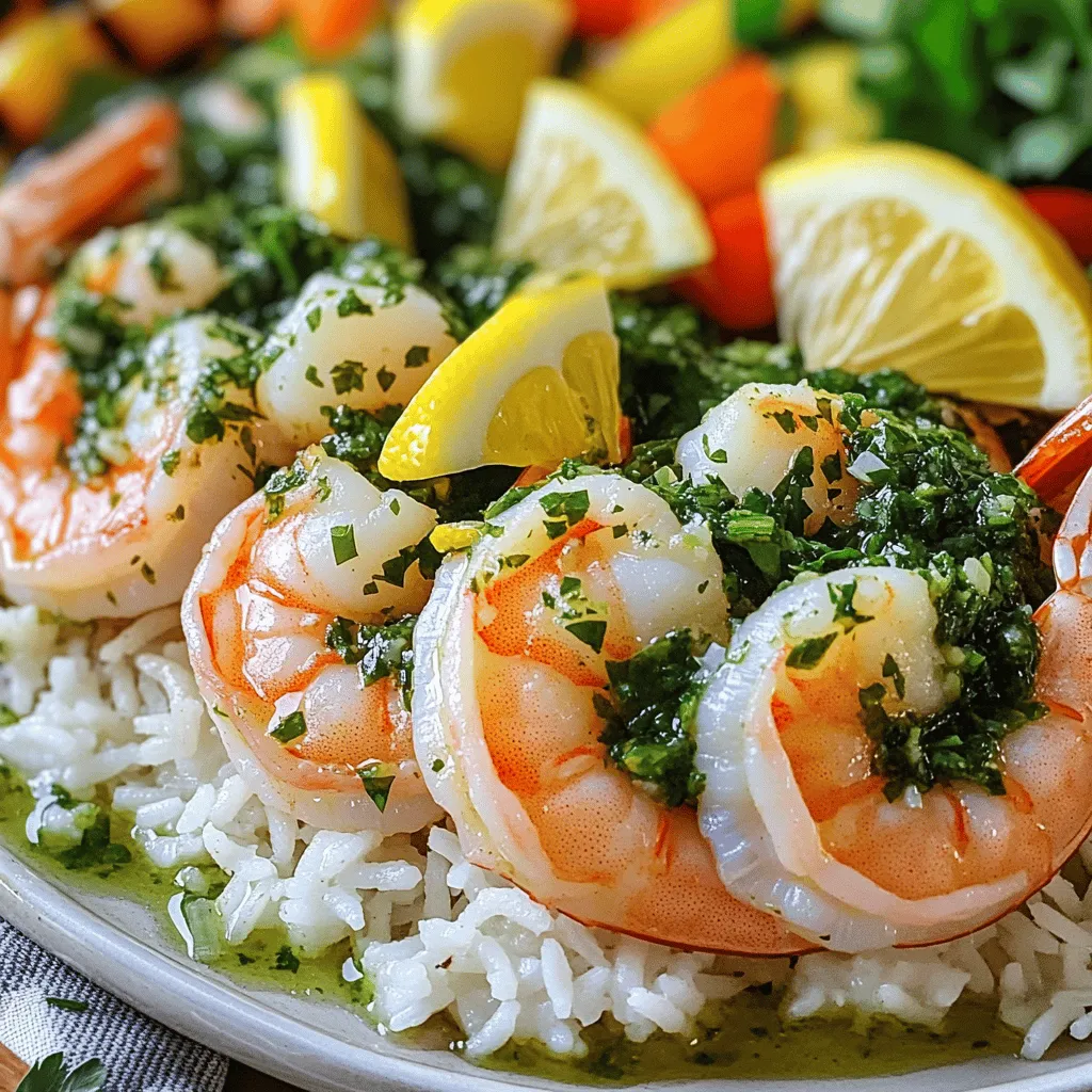 For pan-seared chimichurri shrimp, you need fresh and simple ingredients. These bring out great flavors. Here is what you'll use: - 1 pound large shrimp, peeled and deveined - 1 cup fresh parsley, finely chopped - 1/4 cup fresh cilantro, finely chopped - 2 cloves garlic, minced - 1 teaspoon red pepper flakes - 1/2 teaspoon cumin - Zest and juice of 1 lemon To make this dish pop, you also need some key seasonings and cooking basics. They help enhance the shrimp's taste. Here’s the list: - 1 tablespoon olive oil - Salt and pepper to taste - 1/4 cup red wine vinegar (or substitute with lemon juice) - 1/2 teaspoon oregano You can take your chimichurri shrimp to the next level with some garnishes. These add color and texture to your dish. Consider these options: - Fresh herbs for garnish - Lemon wedges for serving - Fluffy rice or grilled vegetables as sides These ingredients create a flavorful and simple meal you can enjoy at any time. If you want the full details on making this dish, check the full recipe. To make chimichurri sauce, start by gathering your fresh herbs. You need parsley and cilantro. Chop them finely. Next, mince the garlic. In a medium bowl, combine the herbs and garlic. Add red pepper flakes, cumin, red wine vinegar, lemon zest, and oregano. Mix everything well. Taste the sauce and add salt and pepper as needed. Set it aside. Letting the sauce sit helps the flavors blend. This sauce will bring a fresh kick to your shrimp. Now, let's prepare the shrimp. First, pat the shrimp dry using a paper towel. This helps them sear well. In a bowl, toss the shrimp with olive oil. Make sure they are coated evenly. Then, season the shrimp with salt and pepper. This simple step adds a lot of flavor. Make sure every shrimp is well-seasoned before cooking. Heat a large skillet over medium-high heat. You want it hot but not smoking. Once the skillet is ready, add the shrimp in a single layer. It’s crucial not to overcrowd the pan. Cook the shrimp for 2-3 minutes on each side. They should turn pink and opaque when done. This quick cooking keeps them juicy. If you have many shrimp, cook in batches. Once cooked, remove the shrimp from heat. Drizzle chimichurri sauce over the shrimp and toss gently. This makes every bite flavorful. For the full recipe, you can refer to the section above. To make great shrimp, start with fresh shrimp. You want them to be large and firm. Dry them well with a towel. This step helps them sear nicely. Heat your skillet until it's hot. Add the shrimp in a single layer. Cook them for 2-3 minutes on each side. They should turn pink and opaque. If your shrimp are crowded, they will steam, not sear. Cook in batches if needed for the best result. Chimichurri is all about fresh flavors. You can adjust the herbs to suit your taste. If you want more heat, add extra red pepper flakes. Prefer a milder sauce? Cut back on the garlic. The key is to taste as you mix. Lemon juice adds brightness, while red wine vinegar gives depth. Feel free to swap herbs like basil or mint for a twist. This flexibility lets you customize your dish. How you present your shrimp matters. Serve them over a bed of fluffy rice or with grilled veggies. This adds color and texture. For a pop, sprinkle fresh herbs on top. Add lemon wedges for a zesty touch. Drizzle any leftover chimichurri sauce over the dish. This not only enhances flavor but also makes it look appealing. A beautiful plate makes the meal more enjoyable. For the full recipe, check out the details above! {{image_2}} You can mix up the herbs in your chimichurri. Try using basil or mint for a fresh twist. Both herbs add unique flavors. If you want a bolder taste, mix in some fresh oregano. For a milder note, use chives. Each herb changes the taste, making it fun to try different combos. Pan-searing shrimp is quick and easy, but there are other methods too. You can grill the shrimp for a smoky flavor. Just skewer them for easy flipping. Baking is another option. Spread seasoned shrimp on a baking sheet and cook until done. Each method gives you a different texture and taste. Serve your chimichurri shrimp with a side of rice or quinoa. These grains soak up the tasty sauce. Vegetables are a great match too. Roasted or grilled veggies add color and crunch. For a light option, serve with a fresh salad. Top it all off with extra chimichurri for a burst of flavor. Check out the Full Recipe for more ideas! Store your leftover pan seared chimichurri shrimp in an airtight container. Make sure to cool the shrimp first. Place the container in the fridge. It will stay fresh for up to three days. If you want to keep it longer, consider freezing the shrimp. To reheat, use a skillet over medium heat. Add a splash of olive oil to prevent sticking. Heat the shrimp for about 2-3 minutes. Stir gently until warmed through. You can also microwave them. Place the shrimp in a microwave-safe dish. Cover it loosely and heat in short bursts. Check every 30 seconds. You can freeze both the shrimp and the chimichurri sauce. For shrimp, place them in a freezer bag. Remove as much air as possible. They will last for up to three months. For chimichurri, use a separate freezer-safe container. It can keep for up to six months. Thaw both in the fridge overnight before cooking. This way, you can enjoy this meal anytime! For the full recipe, check out the details above. The best shrimp for pan-searing is large shrimp. I prefer using shrimp that are peeled and deveined. They cook evenly and get nice and juicy. Look for shrimp labeled as "U15," which means there are under 15 shrimp per pound. This size gives you a nice bite and great flavor. Yes, you can make chimichurri in advance! In fact, making it a day ahead helps the flavors blend well. Store it in an airtight container in the fridge. Just remember to give it a good stir before using. The fresh herbs may lose some color, but the taste will still be amazing. Shrimp is fully cooked when it turns pink and opaque. The shape also changes to a C-shape. If the shrimp curls tightly into an O shape, it may be overcooked. Cooking time is usually 2-3 minutes on each side. Watch closely, as shrimp can go from perfect to rubbery quickly. To sum up, this blog post covers making chimichurri shrimp from start to finish. We explored the key ingredients, step-by-step instructions, and vital tips for perfect results. You learned about variations and how to store leftovers correctly. Enjoying this dish brings bold flavors to your table. Remember, practice makes perfect. Keep experimenting with seasonings and methods to make it your own. Happy cooking!