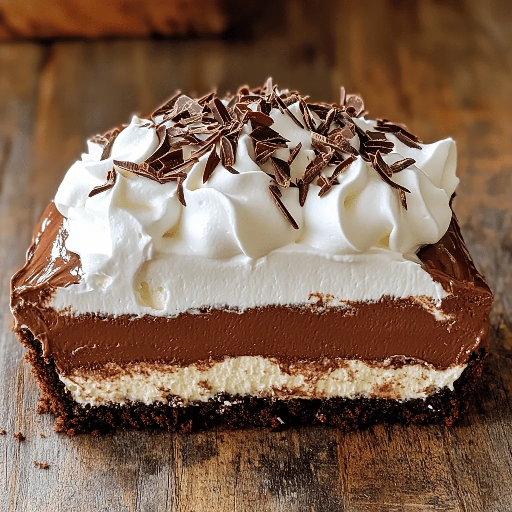 - 1 cup all-purpose flour - 1/2 cup unsweetened cocoa powder - 1/2 teaspoon baking powder - 1/4 teaspoon salt - 1/2 cup unsalted butter, softened - 1 cup granulated sugar - 2 large eggs - 1 teaspoon vanilla extract - 1 cup heavy cream - 1/4 cup powdered sugar - 1/2 cup semi-sweet chocolate chips - Whipped cream (for topping) - Chocolate shavings (for garnish) To create the perfect French Silk Pie Cake, you need a mix of simple ingredients. Each one plays an important role in the flavor and texture. The all-purpose flour gives structure to the cake. Unsweetened cocoa powder adds rich chocolate flavor. Baking powder helps the cake rise, while salt balances sweetness. Softened unsalted butter gives creaminess and flavor. Granulated sugar adds sweetness and moisture. Eggs are key for binding. They also help the cake rise. Vanilla extract adds a lovely aroma. Heavy cream is essential for the filling; it makes it fluffy and light. Powdered sugar sweetens the whipped cream and keeps it stable. Semi-sweet chocolate chips melt into a smooth filling. Finally, whipped cream and chocolate shavings are for topping, adding a beautiful finish. Gather these ingredients before you start. This will make the process smoother. You can find the complete recipe for French Silk Pie Cake at the end of the article. Happy baking! - Preheat the Oven: Start by preheating your oven to 350°F (175°C). This ensures an even bake. Grease and flour a 9-inch round cake pan to prevent sticking. - Prepare Dry Ingredients: In a medium bowl, sift together 1 cup of all-purpose flour, 1/2 cup of unsweetened cocoa powder, 1/2 teaspoon of baking powder, and 1/4 teaspoon of salt. Set this bowl aside. - Cream Butter and Sugar: In a large mixing bowl, cream together 1/2 cup of softened unsalted butter and 1 cup of granulated sugar. Mix until the mixture is light and fluffy. - Add Eggs: Beat in 2 large eggs, one at a time. Mix well after adding each egg. Stir in 1 teaspoon of vanilla extract to add flavor. - Combine with Dry Ingredients: Gradually add the flour mixture to the wet ingredients. Mix until just combined. Avoid overmixing to keep the cake light. - Bake the Cake: Pour the batter into the prepared cake pan. Spread it evenly. Bake for 25-30 minutes. Use a toothpick to check if it is done. Let the cake cool in the pan for 10 minutes. Then transfer it to a wire rack to cool completely. - Melt Chocolate Chips: In a small saucepan, melt 1/2 cup of semi-sweet chocolate chips over low heat. Stir until smooth, then remove it from heat and let it cool slightly. - Whip the Cream: In a separate bowl, whip 1 cup of heavy cream with 1/4 cup of powdered sugar. Keep whipping until soft peaks form. - Combine Ingredients for Filling: Fold the cooled melted chocolate into the whipped cream. This creates a fluffy chocolate filling that is rich and smooth. - Slice the Cake: Once the cake is cool, carefully slice it in half horizontally. This gives you two layers. - Spread Chocolate Filling: Place the bottom layer on a serving plate. Spread half of the chocolate filling on top. Place the top layer back on. Spread the remaining filling over the top of the cake. - Chill Before Serving: Refrigerate the cake for at least 1 hour. This helps the filling set and makes it easier to slice. For the full recipe, check the earlier section on ingredients and instructions. Enjoy every bite of this French Silk Pie Cake! - Ensuring a Moist Cake To keep your cake moist, do not overmix the batter. Mix just until combined. Check the cake a few minutes before the time is up. If a toothpick comes out clean, take it out. Overbaking can dry it out. - Optimal Cooling Techniques After baking, let the cake cool in the pan for about 10 minutes. Then, move it to a wire rack to cool completely. This helps keep the cake light and airy. Cooling it properly helps the filling set well later. - Achieving the Right Texture For a smooth filling, melt the chocolate chips over low heat. Stir until it is fully smooth. Cool it slightly before mixing with whipped cream. This keeps the filling fluffy and rich. - Alternatives to Heavy Cream If you want a lighter option, you can use coconut cream or whipped topping. These alternatives still create a nice texture. They may also give a unique flavor twist to your filling. - Decorating for Special Occasions For a special touch, add whipped cream on top. Use a piping bag for pretty swirls. Adding chocolate shavings gives a lovely finish. This is perfect for birthdays or celebrations. - Serving Suggestions Slice the cake into small pieces. Serve it with fresh berries or a scoop of ice cream. This adds a fresh burst of flavor and makes it even more delightful. Pair it with a cup of coffee for a great dessert experience. {{image_2}} You can enhance the French Silk Pie Cake with new flavors. Adding coffee or espresso gives it a rich depth. Just mix in a teaspoon of instant coffee or espresso powder into the batter. This will add a nice kick to the chocolate flavor. Using white chocolate is another fun twist. Melt white chocolate chips and fold them into the filling. This change creates a sweeter and creamier taste. You can even layer it with dark chocolate for a striking look and taste. If you need gluten-free options, swap the all-purpose flour for a gluten-free blend. Make sure it’s a cup-for-cup substitute. This way, you maintain the cake's texture and flavor. For vegan substitutes, use plant-based butter and flax eggs. Mix one tablespoon of ground flaxseed with three tablespoons of water to replace one egg. For the heavy cream, use coconut cream or a soy-based alternative. This keeps the cake rich without dairy. Creating cupcake versions of this cake can be fun. Pour the batter into cupcake liners and bake for about 20 minutes. Once cooled, top with the chocolate filling and a dollop of whipped cream. Layering with additional ingredients can also be exciting. Try adding crushed cookies or nuts between layers. This not only adds texture but also makes for a delightful surprise in every bite. To keep your French silk pie cake fresh, store it in the fridge. Use a cake dome or wrap it tightly with plastic wrap. This helps prevent the cake from drying out. You can also use an airtight container if you prefer. - Best Practices for Storing Leftovers: Always refrigerate leftovers within two hours of serving. Keeping the cake cold helps maintain its creamy filling. If you notice any leftovers, slice them for easier storage. Smaller portions chill better in the fridge. - How Long Does It Last?: Your cake will stay fresh for about 3 to 5 days in the fridge. After this time, the texture may change. The whipped cream may also start to lose its fluffiness. If you want to save the cake for later, freezing works well. This is a great option if you have extra slices. Just follow these simple steps to preserve its deliciousness. - Freezing the Cake: Wrap the cake tightly in plastic wrap, then in aluminum foil. This extra layer helps prevent freezer burn. You can also freeze individual slices. Just make sure each slice is well wrapped. - Thawing Instructions: To enjoy your frozen cake, move it to the fridge for several hours or overnight. This slow thaw helps keep its texture. Avoid thawing at room temperature, as it may make the cake soggy. When ready to serve, add fresh whipped cream and chocolate shavings for a lovely touch. Follow these tips to ensure your French silk pie cake stays delightful and tasty! For the complete recipe, check out the Full Recipe. What is a French Silk Pie Cake? A French Silk Pie Cake is a rich, layered dessert. It combines a soft chocolate cake with a creamy chocolate filling. This cake is inspired by the classic French Silk Pie. You get the best of both worlds with this treat. How to ensure the cake rises properly? To help your cake rise, use fresh baking powder. Make sure your butter is soft, but not melted. Cream the butter and sugar well. This adds air, which helps the cake rise. Also, avoid overmixing when adding dry ingredients. Can I make this cake ahead of time? Yes, you can make this cake a day ahead. Just store it in the fridge. Chilling helps the filling set well. It also enhances the flavors, making it even better. What can I use instead of heavy cream? You can use half-and-half or whole milk. They are lighter, but the cake will be less rich. For a vegan option, use coconut cream. It gives a nice texture, but will change the flavor slightly. Can I substitute dark chocolate for semi-sweet? Yes, you can use dark chocolate in place of semi-sweet. Just keep in mind that dark chocolate has a stronger taste. This may alter the sweetness of the filling. Adjust sugar if needed. Why is my cake too dry? A dry cake may come from overbaking. Make sure to check the cake early. Also, measure your flour correctly. Too much flour can make the cake dense and dry. What to do if the filling doesn't set? If the filling doesn’t set, you can try chilling it longer. If it's still too soft, add more whipped cream. Gently fold in more whipped cream until you reach the right texture. French Silk Pie Cake blends rich flavors and textures into one tasty treat. We covered key ingredients, step-by-step instructions, and helpful tips to make baking easy. You can also try various flavors and dietary options to suit your taste. Remember to store leftovers properly to enjoy later. With this guide, you can make a delicious cake that impresses every time. Enjoy baking and sharing this delightful dessert with others!