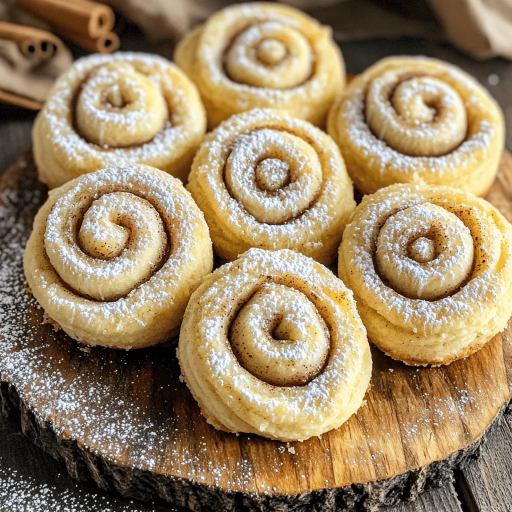 To make soft cinnamon roll cookies, you will need these key ingredients: - 2 ½ cups all-purpose flour - 1 cup unsalted butter, softened - 1 teaspoon ground cinnamon Each of these ingredients plays a crucial role in creating the perfect texture and flavor. - All-purpose flour gives structure to the cookies and balances the moisture. - Unsalted butter adds richness and a creamy texture. Using unsalted lets you control the salt level. - Ground cinnamon is the star spice. It provides that warm, cozy flavor we love in cinnamon rolls. You can customize your cookies with some fun add-ins: - Chocolate chips: They add a sweet touch and a gooey texture. - Nuts (e.g., pecans or walnuts): They bring crunch and a nutty flavor. Feel free to mix and match these options to create your dream cookie. The full recipe will guide you through the steps to make these delicious treats! First, you need to prepare your baking sheet. I like to line it with parchment paper. This helps the cookies not stick. Next, preheat your oven to 350°F (175°C). Now, let’s measure and mix the dry ingredients. Grab a medium bowl. In it, whisk together: - 2 ½ cups all-purpose flour - 1 teaspoon baking powder - ½ teaspoon baking soda - ½ teaspoon salt - 1 teaspoon ground cinnamon Set this bowl aside for later. In a large mixing bowl, cream together the softened butter and granulated sugar. Use an electric mixer on medium speed for about 2-3 minutes. You want it to be light and fluffy. Now, it’s time to add the egg and vanilla. Add in: - 1 large egg - 2 teaspoons vanilla extract Mix until everything is fully combined. Gradually, add the dry ingredients from the first bowl into the wet mixture. Mix just until combined. Be careful not to overmix; this helps keep the cookies soft. Now, let’s roll out the cookie dough. Dust your surface with a little flour. Roll the dough into a rectangle, about 1/4 inch thick. Next, make the filling. In a small bowl, mix together: - 1 cup brown sugar, packed - 2 tablespoons ground cinnamon Sprinkle this mixture evenly over the rolled-out dough. Starting from one end, carefully roll the dough tightly into a log. Slice this log into 1-inch thick pieces. Place the slices on your prepared baking sheet. Bake the cookies for 10-12 minutes. They should be lightly golden around the edges. After baking, let them cool on the sheet for 5 minutes. Then, transfer them to a wire rack to cool completely. Finally, make the glaze by mixing: - ½ cup powdered sugar - 2 tablespoons milk Drizzle the glaze over the cooled cookies. Enjoy your soft cinnamon roll cookies! For the full recipe, check out [Full Recipe]. To make soft and chewy cookies, use room temperature butter. This helps create a light and fluffy base. Cream the butter and sugar well, but stop when they look mixed. Adding the egg and vanilla helps keep the dough moist. Avoid overmixing the dough. When you combine the wet and dry ingredients, mix just until you see no flour. Overmixing can make the cookies tough. You want them to be soft and tender. For even baking, make sure your oven is preheated to 350°F (175°C). Using parchment paper on your baking sheet helps prevent sticking. Place the cookies a few inches apart to allow room for spreading. Understanding your oven's temperature is key. Use an oven thermometer to check if your oven runs hot or cold. Adjust your baking time based on your oven's true temperature. This can make a big difference in how your cookies turn out. For the full recipe, check the detailed instructions above. Enjoy your baking! {{image_2}} You can easily switch up the flavors of your soft cinnamon roll cookies. Here are two fun ideas: - Pumpkin spice cinnamon roll cookies: Add 1 cup of pure pumpkin puree to the dough. Replace some cinnamon with pumpkin spice. This gives your cookies a warm, fall flavor. - White chocolate raspberry version: Mix in 1 cup of white chocolate chips and 1 cup of fresh raspberries. This adds a sweet and tangy twist that pairs beautifully with the cinnamon. Pair your soft cinnamon roll cookies with the right drinks for a great treat. Here are some ideas: - Pairing cookies with beverages: Serve these cookies with coffee, tea, or warm milk. The flavors blend nicely. - Ideas for cookie platters or gifts: Arrange your cookies on a pretty platter. You can also package them in cute boxes for gifts. Adding a little note makes it personal and special. For the full recipe and more tips, check out the [Full Recipe]. To keep your soft cinnamon roll cookies fresh, you need the right storage method. Here’s how: - At Room Temperature: Place the cookies in an airtight container. This will help lock in moisture and keep them soft. Line the bottom with parchment paper to avoid sticking. You can stack them, but separate layers with more parchment paper to keep them from squishing. - In the Freezer: For long-term storage, freeze the cookies. Wrap each cookie in plastic wrap, then place them in a freezer bag. This way, they won’t get freezer burn. They can last up to three months. When you want to enjoy them, just let them thaw at room temperature. Understanding how long your cookies stay fresh is key to enjoying them at their best. - Freshness: When stored properly at room temperature, these cookies can last about one week. You might notice them getting a bit drier after a few days. - Signs of Staleness: If your cookies feel hard or crumbly, they have likely gone stale. Another sign is if they lose their aroma. Trust your senses! If they don’t smell good, it's best to toss them out. For the full recipe, check out the instructions above. Enjoy your cookies! Can I use whole wheat flour instead of all-purpose? Yes, you can use whole wheat flour. However, the cookies may be denser. If you want a lighter texture, mix half whole wheat and half all-purpose flour. This way, you keep some chewiness while adding fiber. How can I make these cookies vegan? To make them vegan, replace the egg with a flax egg. Mix one tablespoon of ground flaxseed with three tablespoons of water. Let it sit until it thickens. Use vegan butter instead of unsalted butter. This will keep the flavor rich and delicious. Why are my cookies not soft? If your cookies are not soft, it may be due to overbaking. Always check them a minute or two before the time is up. Another reason could be using cold butter. Make sure your butter is softened for the best texture. What to do if cookies spread too much while baking? If your cookies spread too much, try chilling the dough before baking. Place the rolled dough in the fridge for 30 minutes. This will help the cookies keep their shape better while baking. Also, ensure you measure your flour correctly. Too little flour can cause spreading. You can make soft cinnamon roll cookies that delight everyone. I covered the key ingredients, from flour to cinnamon. I shared easy instructions to help you bake them perfectly. Remember, mixing gently leads to soft cookies. Experiment with flavors, like pumpkin spice or white chocolate. Store cookies properly to keep them fresh. Lastly, check FAQs to solve common baking issues. Enjoy each bite and share these tasty treats!