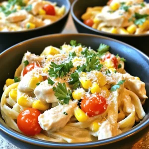 - 8 oz linguine pasta - 1 pound chicken breast, diced - 1 cup heavy cream The main ingredients create the heart of this dish. The linguine pasta provides a great base. Use fresh or dried pasta; both work well. The chicken breast adds protein and flavor. Dicing it helps it cook quickly and evenly. Heavy cream makes the sauce rich and smooth. - 1 teaspoon smoked paprika - 1 teaspoon cumin - ½ teaspoon chili powder Seasonings elevate the dish. Smoked paprika gives a warm, smoky taste. Cumin adds earthiness. Chili powder brings a mild heat. These spices create a balanced flavor profile. Adjust the spice levels to suit your taste. - 1 cup corn kernels - 1 cup cherry tomatoes, halved - ¼ cup grated Parmesan cheese (optional) Fresh additions enhance both taste and texture. Corn adds sweetness and crunch. Cherry tomatoes provide juiciness and a pop of color. If you love cheese, sprinkle in some Parmesan for extra creaminess. These optional ingredients let you customize your dish. For the full recipe, refer to the provided link. To cook the linguine, start with a large pot of salted boiling water. Add the pasta and cook it until it is al dente, which usually takes about 8-10 minutes. Stir the pasta occasionally to keep it from sticking. When it’s done, drain it well and set it aside. To prevent sticking, you can toss it with a little olive oil. This will help keep the strands separate. In a large skillet, melt 2 tablespoons of unsalted butter over medium heat. Add 1 pound of diced chicken breast to the skillet. Season the chicken with salt, black pepper, smoked paprika, cumin, and chili powder. Cook the chicken until it's browned and cooked through, which should take about 5-7 minutes. This step is key for that perfect flavor and texture. Once the chicken is cooked, it’s time to make the creamy sauce. Pour in 1 cup of chicken broth and 1 cup of heavy cream. Stir everything together and let the mixture simmer for about 5 minutes. This allows the flavors to meld wonderfully, creating a rich and creamy sauce for your pasta. Now, add 1 cup of corn kernels and 1 cup of halved cherry tomatoes to the sauce. Stir well and let it simmer for another 3-4 minutes. This will heat everything through and thicken the sauce a bit. Finally, toss the cooked linguine into the skillet, coating it with the sauce. Cook for another minute to ensure everything is heated evenly. If you want an extra touch of richness, stir in some grated Parmesan cheese before serving. Garnish with fresh parsley for a lovely finish. To get the best taste in your dish, adjust the spices. If you want more heat, add extra chili powder. For a smoky touch, add more smoked paprika. You can also play with garlic. Use more cloves for a bolder flavor. To enhance creaminess, stir in grated Parmesan cheese at the end. It adds a rich flavor and makes the sauce even thicker. You can also use cream cheese if you like. Just blend it in well before serving. Serving is key for a great meal. Use shallow bowls for your creamy linguine. This style shows off the dish's color and texture. Garnish with fresh parsley. It adds a nice green touch. A sprinkle of Parmesan cheese on top looks fancy too. You can also add halved cherry tomatoes on top. They add a pop of color and freshness. Arrange everything neatly, and your dish will shine. For the chicken, cook it over medium heat. This method gives a nice brown color. Make sure to cut the chicken into even pieces. This helps it cook through evenly. To avoid overcooking pasta, watch the timer. Cook it just until al dente. This means it should be firm when bitten. Drain it quickly and toss it in the sauce. This keeps it from getting mushy. For the full recipe, check the detailed steps and ingredients. {{image_2}} You can easily switch up the protein in this dish. Shrimp adds a nice twist. You can sauté shrimp just like chicken. Tofu also works well for a vegetarian option. Make sure to press the tofu first to remove extra moisture. When it comes to veggies, feel free to mix things up. Bell peppers add color and sweetness. Zucchini or broccoli can add crunch and nutrition. Using seasonal vegetables keeps your dish fresh and vibrant. Not a fan of spicy? You can lower the chili powder for a milder dish. You can also add more cream to soften the heat. If you want to add some zest, consider lemon juice or zest for a fresh kick. Herbs can change the whole flavor. Fresh basil or thyme can bring a new taste. Adding dried herbs can offer more depth. Experiment with what you have in your kitchen to find your favorite blend. If you need a gluten-free meal, swap the linguine for gluten-free pasta. Many options are available, so pick one that you enjoy. Just cook it according to package instructions. To make the dish dairy-free, choose a dairy-free cream. Almond or coconut cream are great choices. Nutritional yeast can add a cheesy flavor without dairy. This way, everyone can enjoy this creamy goodness. Feel free to check the Full Recipe for more ideas! To keep your creamy cowboy butter chicken linguine fresh, follow these steps: - Cool Down: Let the pasta cool before storing. This helps prevent moisture buildup. - Refrigeration: Place the leftovers in an airtight container. This keeps out air and moisture. - Duration: Store in the fridge for up to three days for best taste. When it's time to enjoy your leftovers, reheating is key. Here are my favorite methods: - Stovetop Method: Heat a skillet over medium-low heat. Add a splash of chicken broth or cream. Stir in the linguine until warm. This keeps it creamy. - Microwave Method: Place the pasta in a microwave-safe bowl. Add a bit of cream or broth. Cover loosely and heat in short bursts, stirring often. This helps maintain moisture. If you want to save some for later, freezing works well: - Freezing: Allow the dish to cool completely. Transfer to a freezer-safe container. Leave some space at the top for expansion. - Thawing: Move the container to the fridge the night before you plan to eat it. For faster thawing, use the microwave at a low setting. - Reheating: Once thawed, use the stovetop method to reheat, adding a little cream or broth to keep it creamy. For the full recipe, you’ll find the perfect balance of flavors and steps to create this delightful dish. If you want a lighter option, use half-and-half. You can also try whole milk mixed with a bit of butter. Coconut cream is a great dairy-free choice. Just remember, these substitutes may change the dish's creaminess and flavor. Yes, you can prepare the chicken and sauce in advance. Cook the pasta fresh to keep it from getting soggy. Store the chicken and sauce in the fridge for up to three days. When ready to serve, heat the sauce, then add the cooked pasta. Creamy Cowboy Butter Chicken Linguine goes well with a simple green salad. Roasted vegetables add a nice crunch and flavor. Garlic bread is also a fantastic choice to soak up the creamy sauce. Try these sides to make a complete meal. This blog post covered a delicious recipe for Creamy Cowboy Butter Chicken Linguine. You learned about the key ingredients and how to cook them just right. We explored helpful tips for flavor, presentation, and cooking techniques. You can also customize the dish to fit your taste or diet. Finally, I shared storage tips so you can enjoy leftovers later. This dish can be easy and fun to make. With these steps and ideas, you can impress your family at dinner. Enjoy your cooking journey!