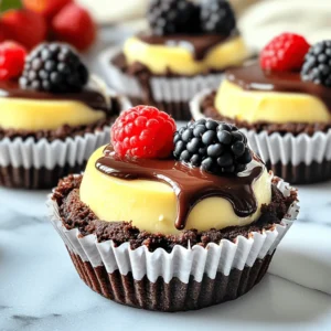 To make these mini cheesecakes, gather the following ingredients: - 1 cup brownie mix - 1/4 cup butter, melted - 1 egg - 8 oz cream cheese, softened - 1/2 cup granulated sugar - 1 teaspoon vanilla extract - 1 large egg - 1 tablespoon all-purpose flour - 1/4 cup sour cream These ingredients work together to create a rich and tasty treat. The brownie mix forms a sweet, fudgy base. The cream cheese gives a smooth, creamy topping. To make your mini cheesecakes even more special, consider these toppings: - Chocolate sauce - Fresh berries - Whipped cream Adding toppings not only enhances the flavor but also makes them look stunning. A drizzle of chocolate adds richness. Fresh berries bring a nice contrast with their tartness. You can make some swaps if you need to: - Use a gluten-free brownie mix for a gluten-free option. - Replace cream cheese with Greek yogurt for a lighter version. - Swap sour cream for plain yogurt if you prefer. These options keep the flavors but change the texture and health aspects. Feel free to experiment based on what you have at home. For the full recipe, check out the complete guide on making these delightful mini cheesecakes. To start, we need a rich brownie base. Grab a bowl and mix together: - 1 cup brownie mix - 1/4 cup butter, melted - 1 egg Stir until the mixture is thick and smooth. This step is key for a fudgy base. Next, take a muffin tin and line it with paper liners. Spoon about 1 tablespoon of the brownie mix into each liner. Make sure to smooth the top slightly with a spatula. Bake these for 10 minutes at 350°F (175°C). The smell will be amazing! Once baked, let them cool for a bit while you make the filling. Now, let’s whip up the cream cheese filling. In a large bowl, beat 8 oz of softened cream cheese until it’s creamy. Slowly add: - 1/2 cup granulated sugar - 1 teaspoon vanilla extract - 1 large egg - 1 tablespoon all-purpose flour - 1/4 cup sour cream Mix this until it’s smooth and free of lumps. The filling should be thick and velvety. This is where the magic happens! Pour the creamy filling over the cooled brownie bases, filling each liner about 3/4 full. It's time to bake again! Place the muffin tin back in the oven and bake for an additional 15-18 minutes. Keep an eye on them. The centers should be set but might jiggle a bit. Once done, turn off the oven and crack the door open. Let the cheesecakes cool for about 30 minutes inside the oven. This helps prevent cracks on top. After that, transfer them to the fridge for at least 2 hours. This cooling time is crucial for the perfect texture. You can now enjoy the full recipe anytime! To keep your cheesecakes smooth, avoid overmixing. While mixing, stop as soon as you see no lumps. Also, use room-temperature cream cheese. Cold cream cheese can cause lumps and cracks. Another tip is to lower the oven temperature slightly. Baking at a lower temp helps set the cheesecake without cracking. Bake your cheesecakes until the edges are firm but the center is slightly jiggly. This ensures a creamy texture. After baking, turn off the oven and leave the door cracked. This cools the cheesecakes slowly, reducing the chance of cracks. Finally, chill them in the refrigerator for at least two hours to set properly. Presentation makes your mini cheesecakes look even more tempting. Top each one with a drizzle of chocolate sauce or some fresh berries. A dollop of whipped cream adds a lovely touch too. Arrange them on a decorative plate for a stunning display. Don’t forget to share the Full Recipe with friends; they’ll love these treats! {{image_2}} You can easily change the flavors of your brownie bottom mini cheesecakes. Adding chocolate chips gives a rich texture. Try mixing in 1/2 cup of mini chocolate chips with the cream cheese filling. For a fruity twist, fold in fresh berries like raspberries or strawberries. You can also use pureed fruit for a smooth texture. If you love spices, consider adding a pinch of cinnamon or nutmeg to the filling. These flavors will create a delightful surprise in every bite. If you need a gluten-free option, don’t worry! You can use gluten-free brownie mix instead of regular mix. This swap keeps the taste and texture similar. For the cream cheese filling, just make sure your ingredients, like flour, are certified gluten-free. It’s an easy way to enjoy these treats without gluten. You can create mini cheesecakes inspired by your favorite desserts. For a s'mores flavor, mix in some graham cracker crumbs into the brownie base. Top the cheesecakes with mini marshmallows and a drizzle of chocolate sauce. If you love pumpkin pie, add pumpkin puree and spices to the cream cheese filling. This gives a nice fall flavor. Each of these variations adds a new twist, making every batch special. For the full recipe, check out the details above. To keep your brownie bottom mini cheesecakes fresh, store them in an airtight container. Place them in the refrigerator for up to five days. This keeps them cool and tasty. If you use toppings like berries or whipped cream, add them just before serving. That way, they stay fresh and look nice. You can freeze these mini cheesecakes for later enjoyment. To do this, let them cool completely first. Then, wrap each cheesecake in plastic wrap. After that, place them in a freezer-safe bag or container. They will keep well for about three months. When you want to eat them, just take them out and let them thaw in the fridge overnight. If you want to warm up your mini cheesecakes, the best way is to use a microwave. Place one cheesecake on a microwave-safe plate. Heat it for about 10 to 15 seconds. This warms them up without cooking them more. Enjoy them warm, or serve cold for a refreshing treat. For the full recipe, check the earlier sections and enjoy making these delicious bites! Yes, you can make the brownie bottom ahead of time. Just bake it and let it cool completely. After cooling, store it in an airtight container. You can keep it in the fridge for up to three days. This gives you more time to prepare the cream cheese filling later. If your cheesecakes are too runny, they likely need more time in the oven. Check if they are set by gently shaking the pan. If they jiggle too much, bake them a little longer. Another tip is to ensure your cream cheese is well softened and mixed. This helps create a thicker filling. Mini cheesecakes last about five days in the fridge. Store them in an airtight container to keep them fresh. If you want them to last longer, consider freezing them. Just wrap each cheesecake tightly in plastic wrap before freezing. In this guide, we explored making brownie bottom mini cheesecakes. We covered essential ingredients, tips for a smooth bake, tasty variations, and proper storage. Remember, you can swap ingredients for your personal touch. With care, you’ll create a cheesecake that wows. Enjoy sharing these treats with friends and family. Happy baking!