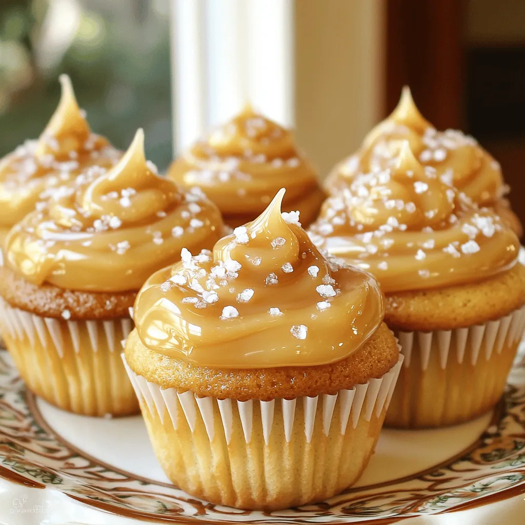 - 1 ½ cups all-purpose flour - 1 teaspoon baking powder - ½ teaspoon baking soda - ½ teaspoon salt - ½ cup unsalted butter, softened - 1 cup granulated sugar - 2 large eggs - 1 teaspoon vanilla extract - ½ cup buttermilk - ½ cup salted caramel sauce (store-bought or homemade) - Sea salt flakes for topping When I make gooey salted caramel cupcakes, I rely on these key ingredients. Each one plays a role in creating a rich, sweet flavor. The all-purpose flour gives the cupcakes structure. Baking powder and baking soda help them rise perfectly. The butter adds moisture, while sugar provides sweetness. Eggs bind everything together and add richness. Vanilla extract enhances the flavor. Buttermilk keeps the texture light and fluffy. The salted caramel sauce is the star of the show, giving each bite its signature gooeyness. Finally, sea salt flakes on top give that perfect contrast to the sweetness. - Gluten-free flour options: You can use a 1:1 gluten-free flour blend. This works well in most recipes. - Dairy-free butter alternatives: Coconut oil or vegan butter can replace regular butter. They provide the same creamy texture. - Homemade caramel sauce recipe: For a quick homemade caramel, melt sugar on low heat until golden. Stir in butter and cream for a smooth sauce. These substitutions make it easy to customize the recipe to fit your needs. Try them and see how they change the cupcakes! For the full recipe, check the section above. First, preheat your oven to 350°F (175°C). This ensures even baking. While it heats, line a muffin tin with cupcake liners. This helps prevent sticking. Next, in a medium bowl, mix the dry ingredients. Whisk together 1 ½ cups of flour, 1 teaspoon baking powder, ½ teaspoon baking soda, and ½ teaspoon salt. Set this bowl aside for later. Now, let’s make the batter. In a large mixing bowl, cream together ½ cup of softened butter and 1 cup of granulated sugar. Mix until the mixture is light and fluffy. This takes about 3-4 minutes. Then, add 2 large eggs one at a time, mixing well after each addition. Stir in 1 teaspoon of vanilla extract, which adds great flavor. Next, combine the wet and dry ingredients. Gradually add the dry mix to the butter mixture. Alternate with ½ cup of buttermilk. Start and end with the flour mix for the best texture. Mix until just combined. Finally, gently fold in ½ cup of salted caramel sauce. Swirl it in to create a marbled effect. Now it's time to fill the cupcake liners. Divide the batter evenly among the prepared liners, filling each about 2/3 full. Bake in your preheated oven for 18-20 minutes. A toothpick inserted in the center should come out clean. Once baked, allow the cupcakes to cool in the tin for 5 minutes. Then, transfer them to a wire rack to cool completely. After cooling, drizzle more salted caramel sauce on top and sprinkle with sea salt flakes. Enjoy! To get the best texture, use room temperature ingredients. When your butter and eggs are warm, they mix better. This helps create a smooth batter. Avoid overmixing the batter. When you mix too much, the cupcakes can turn out tough. Mix until just combined for a light, fluffy cupcake. You can boost flavor by adding extra vanilla or even chocolate chips. This makes each bite more exciting. For garnish, use sea salt instead of table salt. Sea salt adds a nice crunch and a burst of flavor. It enhances the sweetness of the caramel. If you want different frosting options, try cream cheese or whipped cream. These flavors go well with caramel. For a fun touch, drizzle caramel on top after frosting. Use a spoon or squeeze bottle for neat lines. This adds a beautiful finish to your cupcakes. For the complete recipe, check the Full Recipe section. {{image_2}} You can easily change up your gooey salted caramel cupcakes. Try making chocolate gooey salted caramel cupcakes. Just add cocoa powder to the batter. This gives a rich chocolate flavor that pairs well with caramel. You can also make a pumpkin spice version for fall. Add pumpkin puree and spices like cinnamon and nutmeg. This will bring warmth to your cupcakes and make them perfect for autumn. If you want vegan gooey salted caramel cupcakes, swap eggs for flax eggs. Use plant-based butter instead of regular butter. You can also find vegan caramel sauce at stores. For a low-sugar option, use a sugar substitute like stevia. This way, you can enjoy the same great flavor with less sugar. Pair your gooey salted caramel cupcakes with ice cream or whipped cream. The cold creaminess balances the warm, sweet cupcakes well. For parties, arrange the cupcakes on a pretty platter. You can add a small pitcher of extra salted caramel sauce on the side. This makes for a fun and interactive dessert experience. For the full recipe, you can refer to the section above. To keep your gooey salted caramel cupcakes fresh, store them in an airtight container. This method works best for short-term storage, up to three days. Place parchment paper between layers to avoid sticking. If you want to store them longer, you can freeze them. Wrap each cupcake tightly in plastic wrap, then place them in a freezer-safe bag. They will last up to three months in the freezer. To enjoy your cupcakes warm, reheat them gently. Use the microwave for about 10-15 seconds. Be cautious not to overheat, as this can dry them out. For the best gooey texture, try reheating in the oven. Preheat the oven to 350°F (175°C) and place the cupcakes on a baking sheet. Heat for about 5-7 minutes. This method keeps them moist and delicious when serving. The center is gooey thanks to the salted caramel filling. When you bake the cupcakes, the caramel melts into a luscious center. This creates that delightful, rich texture you crave in each bite. It’s like a surprise waiting for you inside the cupcake. Yes, you can use store-bought caramel sauce. It saves time and is convenient. However, homemade sauce often tastes fresher and richer. Pre-made sauces may lack depth. If you want a gourmet touch, I suggest making your own salted caramel sauce. It’s simple and worth the effort. To prevent sticking, try these tips: - Use high-quality cupcake liners. - Spray the liners lightly with cooking spray. - Let the cupcakes cool completely before removing them. These steps help ensure your cupcakes come out clean and keep their shape. You can definitely make these cupcakes ahead of time. Store them in an airtight container at room temperature for up to three days. If you want to keep them longer, freeze the cupcakes without frosting. Thaw them in the fridge before serving. They will still taste fresh and gooey. For the best flavor, drizzle the salted caramel right before serving. For the full recipe, check out the main article. These gooey salted caramel cupcakes mix simple ingredients for big flavor. We covered essential steps, helpful tips, and fun variations. Whether you want a classic or a vegan treat, the options are endless. Store them well for later enjoyment or impress guests with your tasty creations. With the right care, these cupcakes stay delicious and gooey. Enjoy baking and customizing your own batch!