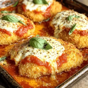 To make crispy chicken parmesan, you need a few key items. Here’s your list: - 2 large boneless, skinless chicken breasts - 1 cup all-purpose flour - 2 large eggs - 1 cup panko breadcrumbs - 1/2 cup grated Parmesan cheese - 1 teaspoon garlic powder - 1 teaspoon Italian seasoning - 1 teaspoon salt - 1/2 teaspoon black pepper - 2 cups marinara sauce - 1 cup shredded mozzarella cheese - 1/4 cup fresh basil leaves, for garnish - Olive oil, for frying These ingredients build the base for a tasty dish. Each one plays an important role. The chicken gives protein, while the cheese adds richness. The panko breadcrumbs create that crispy texture we all crave. You can boost the flavor with extra ingredients. Consider adding: - Red pepper flakes for heat - Fresh herbs like oregano or parsley - Lemon zest for a citrus kick - A splash of white wine in the marinara sauce These options add depth and excitement to your dish. Feel free to mix and match based on your taste! Understanding the nutrition of your meal is key. Here’s a simple breakdown for one serving: - Calories: Approximately 550 - Protein: 40g - Carbohydrates: 40g - Fat: 25g - Fiber: 3g This meal is hearty and filling. It provides protein and essential nutrients. Enjoy it as part of a balanced diet. You can find the full recipe to guide you through each step. Start by preheating your oven to 400°F (200°C). This heat will help finish your chicken perfectly. Take your two chicken breasts and place them between sheets of plastic wrap or parchment paper. Use a meat mallet to pound them flat to about 1/2 inch thick. This step helps cook the chicken evenly. Even thickness is key for crispy chicken. Next, set up a breading station. Grab three shallow dishes. In the first dish, put the flour. In the second dish, beat the eggs until smooth. In the third dish, mix the panko breadcrumbs with grated Parmesan cheese, garlic powder, Italian seasoning, salt, and black pepper. Each ingredient adds flavor and texture. Now, take the chicken breast and dredge it in the flour. Shake off any extra flour. Next, dip it into the egg mixture. Let any excess egg drip off. Finally, coat the chicken with the panko mixture. Press lightly to ensure the crumbs stick well. This creates a crunchy layer. Heat a good amount of olive oil in a large skillet over medium-high heat. You want it hot but not smoking. Carefully place the breaded chicken breasts in the skillet. Fry them for about 4-5 minutes on each side. You want them golden brown and crispy. When done, take the chicken out and place it on a plate lined with paper towels. This helps drain any extra oil. Once your chicken is ready, you can follow the Full Recipe for the next steps. Enjoy the process and the delicious results! To get that perfect crispy texture, start with dry chicken. Pat the chicken with paper towels to remove moisture. This helps the coating stick better. Use panko breadcrumbs for maximum crunch. They are lighter and crisp up nicely. When frying, heat the oil until it shimmers. This means it’s hot enough. Fry in small batches to avoid steaming. Overcrowding the pan can make the chicken soggy. One mistake is skipping the pounding step. Pounding the chicken ensures even cooking. If the pieces are uneven, the thinner parts cook too fast. Another common error is not seasoning the flour. Add salt and pepper to the flour for extra flavor. Also, do not rush the frying process. Frying too fast can burn the crumbs before the chicken cooks through. Lastly, avoid using too much oil. Too much can make the chicken greasy. Having the right tools makes a big difference. Here are some must-haves for this recipe: - Meat mallet: For pounding the chicken evenly. - Three shallow dishes: For the breading station. - Large skillet: To fry the chicken evenly. - Tongs: For flipping the chicken without losing the coating. - Baking dish: To hold the chicken and sauce for the oven. These tools help you create the best crispy chicken parmesan. For the full recipe, check out the detailed instructions above. {{image_2}} You can change the breading for a new twist. Try using crushed cornflakes instead of panko. They give a crunchier texture. Another option is to use gluten-free breadcrumbs for a lighter dish. You can even use finely ground nuts like almonds or walnuts. They add flavor and a unique crunch. While marinara is classic, you can switch it up. Try Alfredo sauce for a creamy twist. A pesto sauce adds a fresh, herbal flavor. You can also use a spicy arrabbiata sauce for some heat. Experiment with different sauces to find your favorite. Each sauce can change the taste of your chicken parmesan. If you have dietary needs, there are easy swaps. For a dairy-free version, use vegan cheese. You can also swap chicken for eggplant or zucchini for a veggie option. If you want a lower-carb meal, try using cauliflower instead of breaded chicken. These substitutions keep the dish tasty and satisfying. For full details and more ideas, check the Full Recipe. To keep your crispy chicken parmesan fresh, store it in an airtight container. Let the dish cool completely before sealing it. This helps prevent moisture buildup, which can make the chicken soggy. You can store it in the fridge for up to three days. If you have leftovers, do not let them sit out for more than two hours. When it's time to enjoy your leftovers, the oven works best. Preheat your oven to 350°F (175°C). Place the chicken on a baking sheet. Cover it loosely with foil to keep it from drying out. Bake for about 15-20 minutes until heated through. You can also reheat it in an air fryer for about 5-7 minutes. This keeps the chicken crispy. If you want to freeze your chicken parmesan, wrap each piece well in plastic wrap. Then, place them in a freezer bag. This helps avoid freezer burn. You can freeze it for up to three months. To reheat frozen chicken, first thaw it overnight in the fridge. Then use the oven to warm it up, just like before. Enjoy your delicious meal later! For the full recipe, refer to the earlier section. To keep chicken parmesan crispy, use fresh ingredients. Avoid soggy breading by frying the chicken just before serving. Let the chicken rest on a wire rack after frying. This helps air circulate, keeping it crispy. Also, serve the marinara sauce on the side. This way, you control how much sauce touches the chicken. Yes, you can prepare the chicken in advance. Bread the chicken and fry it, then let it cool. Store the chicken in the fridge for up to a day. When ready to serve, bake it with sauce and cheese as per the Full Recipe. This method keeps the flavors intact while ensuring a crispy texture. Crispy chicken parmesan goes well with several sides. Consider serving it with: - Spaghetti or fettuccine - Garlic bread - A fresh green salad - Roasted vegetables These sides complement the rich flavors of the dish and add variety to your meal. Enjoy your cooking adventure! Crispy Chicken Parmesan starts with the right ingredients and techniques. You learned about key ingredients, how to prepare chicken, and tips for the best texture. Remember to avoid common mistakes and use helpful tools. Variations let you customize flavors, making this dish exciting. Proper storage will keep leftovers tasty. Enjoy your cooking journey and impress your friends with your crispy chicken parmesan!