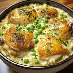 - 4 boneless, skinless chicken thighs - 1 cup long-grain white rice - 2 cups chicken broth The heart of this dish lies in its simple yet flavorful main ingredients. Chicken thighs bring rich taste and tenderness. They cook well, soaking up the sauce and flavors. Long-grain white rice serves as the perfect base. It absorbs the chicken broth, creating a creamy texture. Chicken broth is key for depth. It enriches the rice and chicken, making every bite flavorful. - 1 medium onion, diced - 3 cloves garlic, minced - 1 cup heavy cream - 1 teaspoon dried thyme - 1 teaspoon paprika - Salt and pepper to taste Now, let’s talk about flavor enhancers. Onion and garlic add a savory punch. They create a strong base when sautéed. Heavy cream brings a velvety richness. It turns the dish creamy and indulgent. Dried thyme and paprika add warmth and depth. They balance the richness of the cream. Don't forget the salt and pepper. These simple seasonings tie everything together, making the dish sing. - Fresh parsley, chopped (for garnish) - Additional seasonings For garnishes, fresh parsley brightens the dish. It adds a pop of color and freshness. You can also play with additional seasonings. Consider a sprinkle of paprika or chili flakes for heat. These simple touches can elevate your plate. They make your creamy smothered chicken and rice even more inviting. For the full recipe, check out the additional details! 1. Preparing the chicken: Start by taking your chicken thighs. Pat them dry with a paper towel. This helps them brown nicely. Season both sides with salt, pepper, paprika, and thyme. This mix adds great flavor. 2. Dicing onion and mincing garlic: Next, grab a medium onion. Dice it into small pieces. Then, take three cloves of garlic. Mince them finely. These will give your dish a wonderful aroma. 1. Browning the chicken: Heat olive oil in a large skillet over medium heat. Once hot, add the seasoned chicken thighs. Let them cook for about five minutes on each side. They should turn a lovely golden brown. Once done, remove them from the skillet and set aside. 2. Sautéing the onion and garlic: In the same skillet, add the diced onion. Sauté it for about three to four minutes until it turns translucent. Then, add the minced garlic. Cook for an additional minute. Your kitchen will smell amazing! 1. Simmering rice with chicken broth: Stir in the long-grain white rice. Mix it well with the onion and garlic. Then, pour in the chicken broth. Bring it to a gentle simmer. Nestle the browned chicken thighs back into the skillet. Cover it with a lid, reduce the heat, and let it cook for twenty minutes. 2. Adding cream and peas: After the rice has absorbed most of the liquid, stir in the heavy cream and frozen peas. Let everything simmer for another five minutes. Stir occasionally until heated through. Adjust the seasoning with more salt and pepper if needed. This creamy smothered chicken and rice dish is sure to impress! For the full recipe, check out the complete details. For great flavor, start with seasoning. Use salt and pepper on the chicken. Paprika and thyme add a nice touch too. Don’t be shy with the spices; they make the dish pop. When browning chicken, heat your skillet first. Add olive oil and let it shimmer. This helps the chicken get a nice golden crust. Sear each side for five minutes. This step adds flavor and texture to your meal. To plate the dish, use deep bowls. This keeps the rice and sauce contained. Place the chicken on top of the rice. Drizzle extra cream sauce over the chicken. It makes the dish look inviting. Garnish with fresh parsley for color. A sprinkle adds a fresh taste and a pop of green. You can also add lemon zest for a bright touch. It enhances the overall look and flavor. If your rice turns mushy, check your liquid ratio. Use the right amount of chicken broth. If you added too much, it can make the rice soggy. Cook with the lid on to trap steam but check often. To prevent the cream from curdling, add it slowly. Stir the cream into the dish gently. Keep the heat low after adding cream. High heat can make it separate and ruin the dish. {{image_2}} You can make this dish even better with swaps. Try using jasmine rice or basmati rice instead of plain white rice. These rice types add unique flavors. If you want to switch proteins, use chicken breasts or even turkey. For a plant-based option, chickpeas or tofu work well. Adding vegetables can enhance the dish. Consider bell peppers, carrots, or spinach. These veggies add color and nutrition. You can also spice things up! Try adding cumin, curry powder, or even some chili flakes for heat. These spices bring warmth and depth to the dish. Explore different cuisines with your creamy smothered chicken and rice. For a Cajun twist, add andouille sausage and Cajun seasoning. This adds a kick of flavor. For an Asian-inspired version, mix soy sauce and ginger into the cream. Top with green onions for a fresh touch. These twists keep the dish exciting and flavorful. To keep your creamy smothered chicken and rice fresh, store it in an airtight container. Place it in the fridge right after it cools. This helps keep flavors intact. You can enjoy it for up to three days. For longer storage, freeze the dish. Use a freezer-safe container or zip-top bag. Be sure to label it with the date. It can last for up to three months in the freezer. When you reheat, aim to keep the texture creamy. The stovetop is best. Just place it in a pan over low heat. Stir often and add a splash of chicken broth if it gets too thick. If you use a microwave, heat it in short bursts. Stir in between to avoid hot spots. This helps it warm evenly without losing its creamy goodness. In the fridge, creamy smothered chicken and rice stays good for about three days. Always check for signs of spoilage. If you see mold or smell something off, it’s best to throw it away. Fresh food is key to great meals. Trust your senses to keep your food safe and delicious. For more details, you can refer to the Full Recipe. How to make creamy smothered chicken and rice from scratch? To make creamy smothered chicken and rice from scratch, gather your ingredients. Start by browning the chicken in olive oil. Next, sauté diced onion and minced garlic. Add long-grain rice and chicken broth, then nestle the chicken back in. Cover and cook until the rice is tender. Finally, stir in heavy cream and frozen peas before serving. Check out the full recipe for more details! Can I use brown rice instead of white? Yes, you can use brown rice instead of white. Just remember that brown rice takes longer to cook. You should add an extra 10-15 minutes to the cooking time. Make sure to adjust the liquid amount too, as brown rice absorbs more. What can I serve with creamy smothered chicken and rice? Creamy smothered chicken and rice pairs well with a simple side salad or steamed veggies. You could also serve it with crusty bread to soak up the sauce. A refreshing cucumber salad adds a nice crunch too. How to reduce calories in the dish? To reduce calories, you can use skinless chicken breast instead of thighs. You can also swap heavy cream for a lighter milk or plant-based option. Reducing the amount of oil used for cooking can help too. Can I make this recipe dairy-free? Yes, you can make this recipe dairy-free. Use coconut milk or almond milk in place of heavy cream. Make sure to check the chicken broth for any dairy ingredients as well. What is the total cooking time for this recipe? The total cooking time for creamy smothered chicken and rice is about 35 minutes. This includes 10 minutes of prep time and 25 minutes of cooking time. How long to cook chicken for tender results? Cook the chicken thighs for about 10 minutes in total. Brown them for 5 minutes on each side. The low simmer with the rice will ensure the chicken stays tender. This blog post covered a delicious creamy chicken and rice dish. We explored main ingredients like chicken thighs, rice, and broth. Flavor enhancers include onion, garlic, and spices. I shared cooking tips for perfect browning and seasoning, along with presentation ideas. Variations let you swap ingredients or try new flavors. Lastly, storing tips ensure your leftovers stay fresh. With this guide, you can create a dish that's tasty and satisfying. Happy cooking!