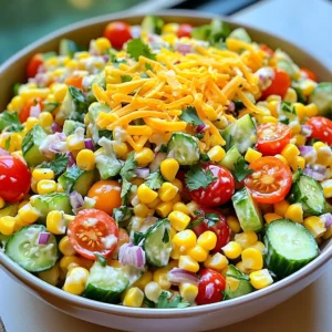 Fresh corn is the star of this dish. I use about 4 cups of corn kernels, which comes from 4 ears of corn. For the best taste, always pick corn that feels firm and has bright green husks. Boil the corn for 5-7 minutes to make it tender. Then, let it cool before cutting off the kernels. I love adding colorful veggies to this salad. You will need: - 1 1/2 cups cherry tomatoes, halved - 1 cup diced cucumbers - 1/2 cup red onion, finely chopped - 1/2 cup bell peppers (mix of colors), diced These veggies add crunch and flavor. Choose firm tomatoes and crisp cucumbers for the best results. To dress the salad, I mix these ingredients: - 1/2 cup mayonnaise - 1 tablespoon apple cider vinegar - 1 tablespoon honey - 1 teaspoon garlic powder - Salt and pepper to taste This dressing ties everything together. The mayonnaise adds creaminess, while vinegar brings a nice tang. Honey adds a hint of sweetness. You can adjust the salt and pepper to your liking. For those who want a colorful and tasty side dish, follow the full recipe. It is simple and delightful! First, you need fresh corn for this dish. If you have corn on the cob, boil it for about 5-7 minutes. This will make the corn tender and sweet. Once it's cooked, drain it and let it cool. After cooling, carefully cut the kernels off the cob. If you use canned corn, make sure to drain and rinse it well. This keeps the salad light and fresh. In a large mixing bowl, gather your corn kernels, cherry tomatoes, diced cucumbers, finely chopped red onion, and colorful bell peppers. These ingredients add crunch and flavor. Gently mix them together to ensure an even distribution. This step is crucial. You want every bite to be full of all the delicious flavors. Now, let’s make the dressing. In a separate bowl, whisk together the mayonnaise, apple cider vinegar, honey, garlic powder, salt, and pepper. Mix until the dressing is smooth and creamy. This dressing brings everything together in a tasty way. Once it's ready, pour it over your corn mixture. Stir gently to coat all the veggies and corn with that creamy dressing. Don't forget to add the shredded cheddar cheese. It adds a nice richness to the salad. Now, taste your salad. Adjust the seasoning if needed. If you like it spicy, try adding a pinch of cayenne pepper or some chopped jalapeños. These little tweaks can make a big difference. After mixing, let the salad chill in the fridge for at least 30 minutes. This helps all the flavors blend together nicely. Before you serve, consider garnishing with fresh cilantro for a pop of color and flavor. Enjoy your fresh and vibrant Crack Corn Salad! For the full recipe, refer to the sections above. To make your Crack Corn Salad shine, try adding spices. A pinch of cayenne gives heat. You can also add lime juice for zest. Fresh herbs bring brightness, too. Consider basil or parsley. If you want more crunch, add sliced radishes. They add a nice bite and color. Serve this salad cold for the best taste. It pairs well with grilled meats, burgers, or tacos. You can also use it as a filling for wraps. For a fun twist, try it on tortilla chips as a dip. This salad is perfect for picnics and barbecues, too. Presentation matters when serving food. Use a clear bowl to show off the bright colors. Garnish with cilantro for a fresh touch. You can also add lime wedges on the side. This adds a pop of color and invites guests to squeeze some juice on top. For the full recipe, check out Crack Corn Salad . {{image_2}} You can make Crack Corn Salad heartier by adding protein. Grilled chicken or shrimp works well. Simply chop them into bite-sized pieces and mix them with the salad. You can also use canned beans, like black beans or chickpeas, for a quick boost. They add great texture and flavor. For a veggie twist, try adding roasted or grilled vegetables. Zucchini, bell peppers, or asparagus add a nice touch. You can also use crumbled feta cheese for a salty flavor that pairs well. This keeps it fresh and light while still being filling. If you like heat, spice up your salad. Add diced jalapeños or a pinch of cayenne pepper to the mix. You can also use a spicy mayonnaise or add hot sauce to the dressing. This gives a nice kick, making the salad exciting and flavorful. Feel free to get creative! Check out the Full Recipe for more ideas on making this salad your own. After you make Crack Corn Salad, store it in the fridge. Use an airtight container to keep it fresh. The salad tastes best when chilled for about 30 minutes before you serve it. If you have leftovers, place them in the fridge right away. This salad can stay fresh for up to three days. Just remember to stir it before serving again to mix the flavors. I do not recommend freezing Crack Corn Salad. The fresh veggies and creamy dressing do not hold up well in the freezer. Freezing can make the veggies mushy and the dressing watery. If you want to prepare it in advance, stick to refrigeration instead. This way, you keep all the flavors and textures intact. Crack Corn Salad is best enjoyed fresh, but it can last in the fridge for about three days. After that, the flavors may fade. If you notice any changes in smell or texture, it’s best to toss it out. Always check for signs of spoilage before serving leftovers. Keeping an eye on freshness helps you enjoy this salad at its best! You can use Greek yogurt as a tasty swap. It adds creaminess without too many calories. You can also try sour cream for a tangy flavor. If you want a lighter option, use mashed avocado. Each choice changes the taste a bit, but they all work well. To make a vegan version, replace mayonnaise with vegan mayo. You can also use cashew cream for a rich texture. Blend soaked cashews with lemon juice and water until smooth. This gives a creamy base that tastes great. Check the cheese too; use a plant-based cheese for that cheesy flavor. Yes, frozen corn works perfectly in this salad. It is quick and easy to use. Just thaw the corn and drain any water before adding it. Frozen corn often has a sweet taste, making it a nice choice. However, fresh corn gives a crunch that some may prefer. This blog post covered all you need for a delicious crack corn salad. We explored fresh corn, vegetables, and dressing components. I shared step-by-step instructions on preparing the corn and combining ingredients. You learned tips to enhance flavor and creative serving ideas. We also discussed variations, storage tips, and common questions. In summary, making this salad fun and flexible is simple. Enjoy creating your own version!