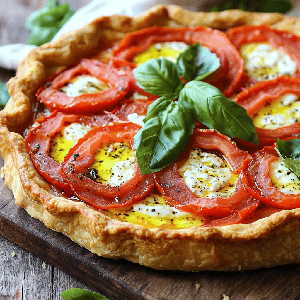 To make Dave’s Tomato Pie, you need fresh and simple ingredients. Each one plays a key role in crafting this tasty dish. Here’s what you’ll need: - 2 cups all-purpose flour - 1 teaspoon salt - 1/2 cup unsalted butter, chilled and cubed - 1/4 cup ice water - 4 large ripe tomatoes, sliced - 1 cup mozzarella cheese, shredded - 1 cup ricotta cheese - 1/2 cup fresh basil leaves, chopped - 1 teaspoon garlic powder - 1 teaspoon onion powder - Olive oil for drizzling - Salt and pepper to taste - Fresh basil leaves for garnish These ingredients blend together to create a pie bursting with flavor. The ripe tomatoes add sweetness, while the cheese gives a rich and creamy taste. Fresh basil leaves brighten the dish. Using high-quality ingredients makes a big difference. Always choose ripe tomatoes for the best flavor. Fresh basil is key too. It adds a lovely aroma and taste to the pie. You can find the full recipe in the article. This pie is perfect for gatherings or a cozy night in. Enjoy the process of making it! - Mixing flour and salt: Start by taking a large bowl. Add 2 cups of all-purpose flour and 1 teaspoon of salt. Stir them together well. This mix is the base of the crust. - Incorporating butter and water: Next, add 1/2 cup of chilled, cubed unsalted butter. Use your fingers to rub the butter into the flour. It should feel like coarse crumbs. Slowly add 1/4 cup of ice water, mixing until the dough forms. - Chilling the dough: Cover the dough with plastic wrap. Place it in the fridge for 30 minutes. Chilling helps the crust become flaky. - Slicing and salting tomatoes: While the dough chills, take 4 large ripe tomatoes. Slice them thinly and lay them on a paper towel. Sprinkle salt on them to draw out moisture. Let them sit for about 15 minutes. - Preheating the oven: Preheat your oven to 400°F (200°C). This is key for a perfect bake. - Rolling out the dough: Once the dough is chilled, place it on a floured surface. Roll it out to fit a 9-inch pie dish. Carefully transfer the dough to the dish, pushing it into the sides. Trim any excess hanging over. - Layering filling ingredients: Start with 1 cup of ricotta cheese. Spread it evenly over the crust. Layer half of the sliced tomatoes over this. Next, sprinkle half of 1 cup of shredded mozzarella cheese and half of 1/2 cup of chopped basil. Repeat these layers with the remaining ingredients. - Seasoning the top: In a small bowl, mix 1 teaspoon of garlic powder, 1 teaspoon of onion powder, salt, and pepper. Sprinkle this mix over the top layer. - Baking time and temperature: Drizzle a little olive oil on top of the pie. Bake in your preheated oven for 35-40 minutes. Look for a golden-brown crust and bubbly cheese. - Cooling and serving tips: Once baked, take the pie out of the oven. Let it cool for about 10 minutes. Garnish with fresh basil leaves before slicing. This will make it look lovely and fresh. You can find the full recipe for Dave’s Tomato Pie in the ingredients section. To make a great pie crust, you need the right texture. Start with chilled butter. The cold butter keeps the crust flaky. When you mix flour and salt, rub in the butter until it looks like coarse crumbs. This is key for a nice texture. For a flaky crust, handle the dough gently. Overworking it makes it tough. After mixing, wrap the dough and chill it. This helps it relax. Roll it out on a floured surface. Aim for a thickness of about 1/8 inch. Adding herbs and spices makes the pie pop. Fresh basil is a must, but you can add others too. Try oregano or thyme for more depth. When it comes to tomatoes, fresh is best. Use ripe, juicy tomatoes for rich flavor. If fresh tomatoes are hard to find, canned ones work too. Look for whole peeled tomatoes with no added flavors. To complement Dave's Tomato Pie, serve a simple salad. A fresh green salad with vinaigrette cuts through the richness. You can also pair it with roasted vegetables for a heartier side. For drinks, a light white wine works well. A crisp Sauvignon Blanc or a chilled Pinot Grigio pairs nicely. If you prefer non-alcoholic, try sparkling water with lemon. It refreshes the palate beautifully. Explore the Full Recipe for all the steps to create this delicious meal! {{image_2}} You can make Dave's Tomato Pie even more delightful with seasonal vegetables. Think about adding zucchini, bell peppers, or spinach. These veggies bring fresh flavors and colors. You can layer them between the cheese and tomatoes for a tasty twist. Different cheese combinations also enhance the pie. Try using goat cheese or feta for a tangy bite. Mixing cheeses can create depth and richness. Each cheese adds its own flavor, making every slice unique. If you enjoy meat, there are many ways to add protein. Incorporating cooked meats like sausage or ham can add a savory touch. Chop them into small pieces and layer them between the tomatoes and cheese. You can also use different proteins like chicken or bacon. Shredded chicken lends a mild flavor, while crispy bacon adds a satisfying crunch. Both options work well with the fresh tomatoes and cheese. For those who need gluten-free options, you can easily swap out the flour. Use gluten-free flour blends that are designed for baking. These blends usually provide a similar texture to traditional flour. Adjusting the crust consistency is key. You may need to add extra water or fat. This ensures the dough holds together well. Follow the same steps for mixing and chilling the dough from the Full Recipe to keep it simple. To keep your Dave’s Tomato Pie fresh, store it in the fridge. Use an airtight container or wrap it tightly in plastic wrap. This method helps prevent it from drying out. The pie stays good for up to three days. If you want to save it longer, freezing is a great option. Slice the pie into pieces. Wrap each slice in plastic wrap, then in aluminum foil. This double wrap protects it from freezer burn. You can freeze the pie for up to three months. To enjoy your pie again, proper reheating is key. The oven is the best method for maintaining texture. Preheat the oven to 350°F (175°C). Place the pie on a baking sheet and cover it with foil. Heat for about 20 minutes. This keeps the crust crispy. If you’re short on time, you can use the microwave. Place a slice of pie on a microwave-safe plate. Heat on medium power for about 1-2 minutes. The crust may get softer, but the pie will still taste good. Dave’s Tomato Pie lasts about three days in the fridge. After that, it may start to lose flavor and texture. Always check for signs of spoilage before eating. Look for mold or an off smell. If the pie looks or smells bad, it’s best to throw it away. Enjoy your delicious pie while it lasts! Dave's Tomato Pie is a savory dish that features fresh tomatoes, cheese, and a flaky crust. Its roots trace back to the Northeast of the U.S., particularly New Jersey. This pie uses simple ingredients, yet packs a punch with flavor. The fresh tomatoes shine through, making it a summer favorite when tomatoes are at their peak ripeness. Yes, you can prepare Dave's Tomato Pie in advance. To do this, make the crust and filling as usual. Assemble the pie but do not bake it right away. Cover it tightly and store it in the fridge for up to a day. When ready, just pop it in the oven for baking. This pie pairs well with a simple side salad. A light arugula salad with lemon dressing works great. You could also serve it with roasted vegetables or a bowl of soup. A glass of chilled white wine complements the dish nicely too. For a vegan version, substitute the cheese with dairy-free alternatives. Use cashew cheese or a plant-based ricotta for a creamy texture. You can also swap out the butter in the crust for coconut oil or a vegan butter. This way, you can enjoy the dish without dairy. You can find Dave's Tomato Pie in many local pizzerias, especially in New Jersey. Some restaurants even ship their pies directly to you. You can also check online for recipes and make it at home using the Full Recipe. To keep your pie crust crispy, always salt and drain the tomatoes first. This helps remove excess moisture. Also, bake the pie at a high temperature to create a crisp crust. If you worry about sogginess, you can pre-bake the crust for a few minutes before adding the filling. In this blog post, we explored how to make Dave’s Tomato Pie. We discussed the key ingredients, how to prepare the crust and filling, and the best baking methods. I shared tips to perfect your pie, suggested tasty variations, and included storage advice. Making this dish can be fun and rewarding. Enjoy each slice you create, and don't hesitate to experiment with new flavors. Your kitchen adventures can lead to delicious meals!