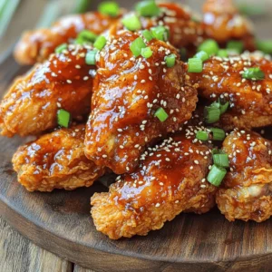 To make Korean fried chicken, you need these main ingredients: - 1 kg chicken wings or drumsticks - 1 cup all-purpose flour - 1/2 cup cornstarch - 1 teaspoon baking powder - 1 teaspoon salt - 1 teaspoon black pepper - 1 teaspoon garlic powder - 1 teaspoon ginger powder - 1 cup cold water - Vegetable oil (for frying) These ingredients make the chicken crispy and tasty. The flour and cornstarch mix gives it a nice crunch. The chicken absorbs flavors well, making each bite a delight. The magic of Korean fried chicken lies in the seasonings. You will need: - 1/4 cup gochujang (Korean red pepper paste) - 1/4 cup honey - 2 tablespoons soy sauce - 1 tablespoon sesame oil These seasonings create a flavorful and sticky sauce. The gochujang adds heat, while honey brings sweetness. Together, they make the chicken irresistible. Garnishes add freshness and color. Consider using: - 1 teaspoon toasted sesame seeds - 2 green onions, finely chopped These toppings make the dish look great. They also enhance the taste. The green onions add a fresh crunch, while sesame seeds give a nutty flavor. Once you try these garnishes, you won't skip them again. For the full recipe, check out the complete guide. Start by rinsing the chicken wings or drumsticks under cold water. This step helps remove any residue. After rinsing, pat them dry with paper towels. Drying the chicken is key to making it crispy. If the chicken is wet, the batter won’t stick well. In a large bowl, combine these dry ingredients: - 1 cup all-purpose flour - 1/2 cup cornstarch - 1 teaspoon baking powder - 1 teaspoon salt - 1 teaspoon black pepper - 1 teaspoon garlic powder - 1 teaspoon ginger powder Whisk these together until you see no lumps. Next, gradually add 1 cup of cold water to the dry mix. Stir it until you get a smooth batter. The batter should be thick but still pourable. Now, heat about 2 inches of vegetable oil in a deep frying pan. Aim for a temperature of 180°C (350°F). While the oil heats, dip each piece of chicken into the batter. Make sure it’s fully coated and let the excess batter drip off. Carefully place the chicken in the hot oil, making sure not to overcrowd the pan. Fry in batches for 8-10 minutes. Look for that golden brown color. To check if they are done, use a thermometer. The inside should be 75°C (165°F). Once cooked, remove the chicken and place them on a wire rack or a paper towel-lined plate. This helps drain excess oil. Let them rest while you prepare the sauce. You can find the full recipe to guide you through the final steps. To make your chicken crispy, start with dry pieces. Pat them well with paper towels. Use a mix of flour and cornstarch. The cornstarch helps add extra crunch. When you coat the chicken, let the batter drip off. This keeps the coating light. Fry in small batches. Overcrowding can make the chicken soggy. Fry at the right temperature of 180°C (350°F). If the oil is too cool, the chicken absorbs more oil. Always be careful when frying. Use a deep pot or pan to prevent splatters. Keep a lid nearby in case of flare-ups. Use a thermometer to check oil temperature. Never leave hot oil unattended. Keep children and pets away from the cooking area. Have a fire extinguisher handy, just in case. One mistake is not drying the chicken well enough. Moisture leads to soggy skin. Another mistake is using old oil. Fresh oil cooks better and gives cleaner flavors. Avoid using too much batter on the chicken. A thicker layer can cause uneven frying. Lastly, don’t skip the resting time after frying. Letting the chicken rest keeps it crispy. For the full recipe, check the earlier section. {{image_2}} If you love heat, try adding more gochujang to your batter. You can also mix in some chili powder. For a smoky kick, add smoked paprika. A spicy marinated sauce gives a nice twist too. You can let the chicken sit in a spicy marinade for a few hours. This adds flavor right to the bone. The sauce really makes the chicken shine! Try a sweet and spicy mix. Combine honey and gochujang with a dash of soy sauce. You can also make a soy garlic sauce. Just mix soy sauce, garlic, and sesame oil. If you want something tangy, use a vinegar-based sauce. Feel free to get creative and mix flavors. You can even try a lemony glaze for a fresh twist. Don’t worry if you don’t have a deep fryer! You can use an air fryer for crispy results. Just coat the chicken and place it in the air fryer basket. Cook at 200°C (400°F) for around 25 minutes. Flip halfway through for even cooking. For oven-baking, preheat your oven to 220°C (425°F). Place the coated chicken on a baking sheet lined with parchment paper. Bake for about 30-35 minutes, flipping once. You’ll still get a crispy crust without all the oil. These methods make cooking easier while keeping your chicken tasty. For the full recipe, check out the recipe section above. Enjoy the crunch! To keep your Korean fried chicken fresh, store it in an airtight container. Make sure to cool the chicken first. Place a paper towel under the chicken to absorb moisture. This helps maintain crispiness. You can store it in the fridge for up to three days. If you want to keep it longer, freezing is a great option. When reheating, avoid using the microwave. Instead, use an oven or air fryer. Preheat the oven to 180°C (350°F). Spread the chicken on a baking sheet. Heat for about 10-15 minutes. This method keeps the skin crispy. If using an air fryer, set it to 160°C (320°F) and cook for about 5-8 minutes. To freeze Korean fried chicken, let it cool completely. Wrap each piece in plastic wrap. Then place the wrapped chicken in a freezer bag. Remove as much air as possible before sealing. You can freeze it for up to three months. When ready to eat, thaw it overnight in the fridge before reheating. Enjoy your crispy delight anytime with this simple storage method! For the full recipe, check out the earlier section. The secret is in the coating. I mix flour and cornstarch for the crunch. Adding baking powder helps create bubbles. For the best results, let the chicken rest after coating it. This helps the batter stick better. Frying at the right temperature is key. Aim for 180°C (350°F). Keep the chicken pieces from touching each other in the oil. This way, they cook evenly and stay crispy. Yes, you can use any cut of chicken. Drumsticks and wings work great. You can also try thighs or breasts if you prefer. Just remember, different cuts have different cooking times. Thicker pieces may need more time in the oil. Always check that the internal temperature hits 75°C (165°F) to ensure safety. You can mix and match flavors for your sauce. For a spicier kick, add more gochujang or some chili flakes. If you like it sweet, increase the honey. For a tangy twist, try adding rice vinegar or lime juice. You can also use different soy sauces for a unique flavor. Experiment until you find your perfect sauce mix. Don't forget to toss the chicken well in the sauce for even coverage. Check out the Full Recipe for more details. Korean fried chicken is a delightful dish with crispy textures and bold flavors. We covered its key ingredients, step-by-step frying methods, and tips for achieving that perfect crunch. You learned about variations, storage, and how to customize sauces to your taste. Remember to avoid common mistakes for the best results. Now, gather your ingredients and try this recipe. Enjoy your delicious Korean fried chicken, and let your friends in on the secret!