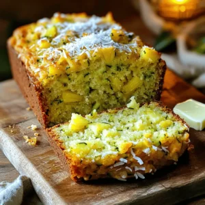 - Grated zucchini: 1 medium - Crushed pineapple: 1 cup (drained) - Vegetable oil: 1/3 cup - Large egg: 1 - Vanilla extract: 1 teaspoon - All-purpose flour: 1 ½ cups - Baking powder: 1 teaspoon - Baking soda: 1 teaspoon - Salt: 1/2 teaspoon - Ground cinnamon: 1 teaspoon - Nutmeg: 1/2 teaspoon - Granulated sugar: 3/4 cup - Chopped walnuts (optional): 1/2 cup - Shredded coconut (optional): 1/4 cup Gathering the right ingredients is key for great Pineapple Zucchini Bread. You start with one medium-sized zucchini. Grate it to bring out its fresh taste and moisture. Next, use one cup of crushed pineapple. Make sure to drain it well. This helps keep your bread from getting too soggy. You will also need 1/3 cup of vegetable oil. This adds needed moisture and helps the bread rise. One large egg acts as a binder, making the mix hold together. A teaspoon of vanilla extract adds a sweet depth. For the dry mix, you need 1 ½ cups of all-purpose flour. This is the base of your bread. You will add 1 teaspoon each of baking powder and baking soda. These help the bread rise and become fluffy. Don’t forget 1/2 teaspoon of salt to enhance the flavors. For spice, use 1 teaspoon of ground cinnamon and 1/2 teaspoon of nutmeg. These warm spices make your bread smell amazing. Finally, you need 3/4 cup of granulated sugar for sweetness. If you like, you can add 1/2 cup of chopped walnuts and 1/4 cup of shredded coconut for extra texture and flavor. You can find the full recipe [here]. - Preheat the oven: 350°F (175°C). - Prepare the loaf pan: Grease and flour a 9x5 inch pan. - Combine wet ingredients: Mix zucchini, pineapple, oil, egg, and vanilla in a bowl. Start with the wet ingredients. Grate the zucchini well. Drain the crushed pineapple. This helps keep the bread from getting too wet. Add the oil, egg, and vanilla extract. Stir until everything blends nicely. - Whisk together: Flour, baking powder, baking soda, salt, cinnamon, and nutmeg. - Gradually mix: Add dry ingredients to wet ingredients until combined. In another bowl, whisk the dry ingredients. This includes flour, baking powder, baking soda, salt, cinnamon, and nutmeg. Whisking helps mix these ingredients evenly. Then, slowly add the dry mix to the wet mix. Stir gently until just combined. Avoid overmixing; this keeps the bread light and fluffy. - Fold in sugar and nuts: Incorporate granulated sugar, walnuts, and coconut. - Pour batter into pan: Smooth the top. - Bake: 55-60 minutes or until toothpick comes out clean. Next, fold in the granulated sugar, walnuts, and coconut if you want. This adds sweetness and texture. Pour the batter into the prepared pan and smooth the top with a spatula. Bake for 55-60 minutes. Check if it’s done by inserting a toothpick in the center. If it comes out clean, your bread is ready! - Do not overmix: Overmixing can lead to a dense loaf. Mix just enough to blend the ingredients. A few lumps are okay! - Use fresh zucchini: Fresh zucchini gives the best moisture. Choose firm, green ones without soft spots for optimal results. - Adding flavors: You can boost flavor by adding spices. Try ginger, cloves, or cardamom for a unique twist. - Optional toppings: Consider garnishing with a sprinkle of shredded coconut or chopped nuts. A drizzle of honey can also add sweetness. - Presentation tips: Slice the bread and serve it warm with a pat of butter. It tastes great fresh from the oven. - Pairing ideas: This bread pairs well with coffee, tea, or a light fruit salad. A scoop of yogurt on the side enhances the meal. Feel free to check the Full Recipe to get started on this delightful treat! {{image_2}} You can add many fruits to your pineapple zucchini bread. Bananas or mangoes work well. They bring a sweet, fruity flavor. Try blending them with the base recipe. This gives a fun twist to the bread. You can also use seasonal fruits. Cranberries or apples add a nice touch, especially in fall. Their tartness balances the sweetness of the pineapple. Feel free to experiment and find your favorite mix! If you need a gluten-free bread, you can make easy swaps. Use a gluten-free flour blend instead of regular flour. This change keeps the bread soft and tasty. For those who prefer vegan options, you can replace the egg. Use a flaxseed mix or applesauce instead. These substitutes work well and keep the bread moist. Making these adjustments can help everyone enjoy this lovely treat! To keep your pineapple zucchini bread fresh, store it at room temperature. You can keep it for up to three days. Make sure to wrap the bread in plastic wrap or foil. This helps prevent it from drying out. Using an airtight container is your best bet for freshness. Place the bread inside the container. This keeps out air and moisture. If you want, you can slice the bread before storing. This makes it easier to grab a piece when you want a snack. If you want to keep the bread longer, freezing is a great option. First, let the bread cool completely. Then, wrap it tightly in plastic wrap. After that, wrap it in aluminum foil. This double layer helps avoid freezer burn. You can freeze the bread for up to three months. To thaw the bread, just take it out of the freezer. Leave it at room temperature for a few hours. For best results, reheat the bread in the oven. Preheat the oven to 350°F (175°C) and warm it for about 10 minutes. This helps maintain the soft texture and warm flavor. For more delicious ideas, check out the Full Recipe! To keep leftover pineapple zucchini bread fresh, store it in an airtight container. It lasts for up to three days at room temperature. For longer storage, wrap the bread tightly in plastic wrap and place it in the freezer. It can last for about three months frozen. When you want to enjoy it, just thaw it overnight in the fridge. Yes, you can use fresh pineapple! Fresh pineapple adds a bright flavor. Just make sure to chop it into small pieces. If you use fresh, you may need to drain off some juice to avoid a soggy bread. Canned pineapple is convenient, but fresh gives a unique taste. Pineapple zucchini bread can be a healthy treat. Zucchini adds moisture and fiber. Pineapple brings vitamins and natural sweetness. You can adjust sugar levels to make it healthier. The nuts and coconut add healthy fats and protein. Overall, this bread can fit well into a balanced diet. To make pineapple zucchini bread nut-free, simply leave out the walnuts. You can replace them with seeds like sunflower or pumpkin seeds for crunch. If you want a different texture, add more coconut or even dried fruit. This way, the bread stays delicious without nuts. In this article, we explored how to make Pineapple Zucchini Bread. We looked at the key ingredients and followed step-by-step instructions. I shared tips to improve texture and flavor. We also discussed variations, better storage methods, and answered common questions. Pineapple Zucchini Bread is a fun recipe. It’s easy to adjust based on what you like. Don’t be afraid to play with flavors. Enjoy your baking and savor each bite!