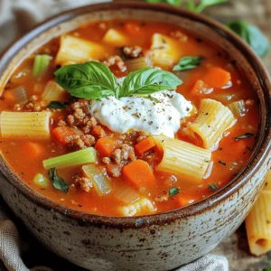 - 1 pound lean ground turkey or chicken - 1 cup ricotta cheese - 1 cup shredded mozzarella cheese Lean ground turkey or chicken offers a great protein boost for this soup. These meats are easy to cook and mix well with flavors. Using ricotta and mozzarella cheese adds creaminess and richness. They also contribute to the protein content, making this dish satisfying. - 1 medium onion, finely chopped - 3 cloves garlic, minced - 1 carrot, diced - 2 celery stalks, diced Onions and garlic give this soup depth and aroma. They form the base for your flavors. Carrots and celery add sweetness and crunch. These veggies make the soup colorful and healthy. - 1 can (28 oz) crushed tomatoes - 4 cups low-sodium chicken or vegetable broth - 2 teaspoons dried Italian herbs (oregano, basil, thyme) - 1 teaspoon red pepper flakes (optional) - Salt and black pepper to taste Crushed tomatoes provide a rich and tangy base. They mix well with the broth, making it hearty. Italian herbs add a burst of flavor, while red pepper flakes can spice things up. Salt and pepper bring the whole dish together. For the full recipe, check out the details above. 1. Sautéing vegetables: Start by heating a splash of olive oil in a large pot over medium heat. Add the finely chopped onion. Sauté it for about 3-5 minutes until it turns translucent. Next, stir in the minced garlic, diced carrot, and diced celery. Cook these for another 5 minutes until the vegetables soften. 2. Browning the meat: Add the pound of lean ground turkey or chicken to the pot. Use a spoon to break it into smaller pieces. Cook it for about 6-8 minutes, stirring often, until the meat is nicely browned. This step builds the rich flavor base for your soup. 3. Adding tomatoes and broth: Pour in the can of crushed tomatoes and the 4 cups of low-sodium broth. This combination creates the heart of the soup. Stir in 2 teaspoons of dried Italian herbs and red pepper flakes if you want some heat. Bring the mixture to a gentle simmer. 4. Incorporating pasta: Once the soup simmers, add in the cup of whole wheat or gluten-free pasta. If you're using lasagna noodles, break them into smaller pieces beforehand. Cook the pasta for about 8-10 minutes until it's al dente. This gives your soup a hearty texture. 5. Mixing ricotta with seasonings: In a separate bowl, mix 1 cup of ricotta cheese with a pinch of salt and black pepper. This creamy mixture adds richness to your soup. 6. Adding cheese and herbs as toppings: Serve your soup in bowls. Top each bowl with a generous spoonful of the ricotta mixture and a sprinkle of shredded mozzarella. This allows the heat from the soup to melt the cheese beautifully. Finally, garnish with fresh basil or parsley for a pop of color and flavor. For the complete recipe, check out the [Full Recipe]. Enjoy every comforting spoonful of this high-protein lasagna soup! For a high-protein lasagna soup, start with lean ground turkey or chicken. These meats are great sources of protein and keep the dish light. You can also use plant-based proteins like lentils or chickpeas for a veggie twist. For dairy, ricotta and mozzarella cheese add creaminess and protein. Opt for low-fat versions if you want to cut calories but still pack in the protein. To make your soup burst with flavor, adjust the seasoning. Start with salt and pepper. Add dried Italian herbs like oregano and basil. If you like a kick, toss in red pepper flakes. Taste as you go, and don't be afraid to add more spices if needed. Fresh herbs at the end can really elevate the taste. Cooking the pasta to al dente is key. This keeps the pasta firm and prevents it from getting mushy in the soup. Follow the package instructions, checking a minute early. For creaminess, mix ricotta cheese with a pinch of salt and pepper before adding it to the soup. This adds richness and makes each bowl feel like a warm hug. For the full recipe, check out the High Protein Lasagna Soup. Enjoy your cooking adventure! {{image_2}} You can change the protein in your lasagna soup to fit your taste. For a plant-based option, try using lentils or chickpeas. They add protein and fiber, making the soup hearty. If you prefer, swap lean ground turkey or chicken for ground beef or sausage. Each protein brings its unique flavor and texture. Just cook it until it's browned, and you're good to go. If you're gluten-free, you can still enjoy this dish! Use gluten-free pasta shapes like rice noodles or quinoa pasta. They work well in the soup and keep the flavors intact. You can also experiment with different shapes. Try shells, rotini, or even broken lasagna sheets. Each shape gives a fun twist to the classic dish. To boost nutrition, add leafy greens like spinach or kale. They cook down nicely and blend with the soup. You can also toss in other veggies. Zucchini, bell peppers, or mushrooms add more color and nutrients. Just chop them up and throw them in while the soup simmers. This way, you create a delicious and healthy meal. For the full recipe, check out the High Protein Lasagna Soup section. Store your High Protein Lasagna Soup in airtight containers. Let the soup cool down before sealing. It keeps well in the fridge for up to three days. This way, you can enjoy it later without losing flavor. Keep the toppings, like ricotta and mozzarella, separate to maintain their texture. To reheat, use a pot over low heat. Stir often to avoid sticking. You can also use a microwave. Place the soup in a microwave-safe bowl. Heat it in short bursts, stirring in between. This ensures that the soup warms evenly without losing its creamy texture. Freezing is a great option for meal prep. Ladle the soup into freezer-safe bags or containers. Leave some space at the top, as soup expands when frozen. It can last in the freezer for up to three months. When you're ready to eat, thaw it overnight in the fridge before reheating. To make High Protein Lasagna Soup, gather your key ingredients first. You will need: - 1 pound lean ground turkey or chicken - 1 medium onion, finely chopped - 3 cloves garlic, minced - 1 carrot, diced - 2 celery stalks, diced - 1 can (28 oz) crushed tomatoes - 4 cups low-sodium chicken or vegetable broth - 2 teaspoons dried Italian herbs (oregano, basil, thyme) - 1 teaspoon red pepper flakes (optional) - 1 cup whole wheat or gluten-free pasta (like lasagna noodles broken into pieces) - 1 cup ricotta cheese - 1 cup shredded mozzarella cheese - Salt and black pepper to taste - Fresh basil or parsley for garnish Start by heating olive oil in a large pot. Add the chopped onion and sauté until it is soft. Then, stir in garlic, carrot, and celery. Cook for about five minutes. Next, add the ground turkey or chicken. Break it up with a spoon and cook until it is browned. After that, pour in crushed tomatoes and broth. Add the dried herbs and red pepper flakes if you like some heat. Bring it to a gentle simmer. Once it's simmering, add the broken pasta. Cook until the pasta is tender, about eight to ten minutes. In a bowl, mix ricotta cheese with salt and pepper. Serve the soup topped with a big spoon of ricotta and a sprinkle of mozzarella. This will melt nicely into the soup. Don’t forget to add fresh basil or parsley on top for a pretty finish. Yes, you can make this soup vegetarian! To do this, simply swap out the meat for plant-based protein. You can use lentils, mushrooms, or even a meat alternative like tempeh or tofu. Use vegetable broth instead of chicken broth for the liquid. Make sure to keep all the other ingredients the same. The rich flavors from the tomatoes and herbs will still shine through. You can enjoy a hearty and tasty vegetarian version of this lasagna soup! There are many ways to boost the protein in your High Protein Lasagna Soup. Here are some ideas: - Add extra beans, like cannellini or chickpeas. - Include more ricotta cheese or use cottage cheese. - Stir in protein powder if you want a smooth texture. - Use a high-protein pasta made from chickpeas or lentils. These additions will help you reach your protein goals while keeping the soup delicious. Enjoy experimenting with these options to find what you love best! This blog post shared a simple way to make high protein lasagna soup. You learned about key ingredients, like lean meats, rich cheeses, and fresh vegetables. I explained how to build the base, perfect the flavor, and serve it. Remember to try different proteins and pasta for variety. Proper storage and reheating keep your soup tasty for days. Enjoy this hearty meal that’s full of protein and flavor. Make it your own!