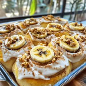 - 2 ripe bananas, mashed - 2 cups all-purpose flour - 3/4 cup granulated sugar - 1/2 cup brown sugar, packed - 1/4 cup unsalted butter, softened - 1/2 cup milk - 2 large eggs - 1 teaspoon vanilla extract - 1 tablespoon baking powder - 1 teaspoon baking soda - 1/2 teaspoon salt - 1 tablespoon ground cinnamon - 1/2 cup pecans or walnuts, chopped (optional) To make these rolls, you need ripe bananas. They give the dough moisture and sweetness. The all-purpose flour forms the base. Sugar adds sweetness and a nice caramel crust when baked. Butter gives richness. Milk and eggs help bind everything together. Baking powder and baking soda make the rolls rise. Salt brings out the flavors, while cinnamon adds warmth. - 8 oz cream cheese, softened - 1/4 cup unsalted butter, softened - 2 cups powdered sugar - 1 teaspoon vanilla extract - 1-2 tablespoons milk (for consistency) The cream cheese frosting adds a sweet and tangy kick. Softened cream cheese and butter create a smooth base. Powdered sugar sweetens the mix and gives it a fluffy texture. Vanilla extract enhances the flavor. The milk helps you reach your desired creaminess. - 1/2 cup pecans or walnuts, chopped - Ground cinnamon for garnish Chopped nuts add crunch and flavor. You can use pecans or walnuts based on your taste. Ground cinnamon as a garnish makes the rolls look pretty and adds extra aroma. For the full recipe, you can refer to the [Full Recipe]. 1. Preheat your oven to 350°F (175°C). Grease a 9x13 inch baking dish. 2. In a large mixing bowl, combine the mashed bananas, softened butter, and granulated sugar. Stir until creamy. 3. Mix in the eggs, milk, and vanilla extract until fully combined. 1. In another bowl, whisk together the flour, baking powder, baking soda, salt, and half of the ground cinnamon. 2. Gradually add the dry mix to the wet ingredients. Stir gently until just combined. Avoid overmixing. 1. Turn the dough out onto a floured surface. Roll it into a rectangle about 1/4 inch thick. 2. Spread softened butter over the dough. Sprinkle the cinnamon sugar mixture evenly on top. 1. Starting from the longer edge, carefully roll the dough into a tight log. 2. Slice the log into 12 equal rolls. Place the rolls in the greased baking dish. 3. Let the rolls rise for about 20 minutes while the oven finishes preheating. 4. Bake the rolls for 25-30 minutes. Keep an eye on them until they turn golden brown. To make the best banana bread cinnamon rolls, start with the dough. You want to mix it just enough. Overmixing makes the rolls tough. Stir until the flour is just incorporated. This keeps the rolls light and fluffy. Also, bananas can vary in moisture. If your bananas are very ripe, you may need less flour. Watch the dough's texture; it should be soft and slightly sticky. Adjust the flour as needed to get it right. Next, let’s talk about the cream cheese frosting. A smooth frosting is key to tasty rolls. Start with softened cream cheese and butter. Beat them together first. Then, slowly add powdered sugar. Mix until it is creamy. If the frosting is too thick, add a tablespoon of milk. This helps you reach the right consistency. You want it to spread easily over warm rolls. Presentation can make your rolls look even more tempting. Once you frost your rolls, think about a little extra touch. Drizzle more frosting on top. A sprinkle of cinnamon adds a nice look and taste. For a fun twist, garnish with banana slices or nuts. If you serve these rolls at a party, consider stacking them on a cake stand. This way, they look fancy and inviting. You can find the full recipe linked here for all the details you need. {{image_2}} You can make these rolls even more fun by adding some extra flavors. Try mixing in chocolate chips or dried fruits like raisins or cranberries. These sweet bites will surprise you with a burst of flavor. You can also switch up the nuts. Use pecans, walnuts, or even sunflower seeds. Each nut brings its own crunch and taste to the rolls. If you want a healthier twist, consider using whole wheat flour instead of all-purpose flour. This change adds more fiber and nutrients. You can also cut back on sugar. Use honey or maple syrup for natural sweetness. This swap helps reduce refined sugar while still keeping the taste great. Make your rolls special for the season! In autumn, add pumpkin spice to the dough for a cozy flavor. You can mix in ground ginger, nutmeg, or cloves for a warm touch. For a fresh taste in spring or summer, add citrus zest. Lemon or orange zest will brighten up the rolls and make them light and airy. Feel free to check out the Full Recipe for more ideas on how to customize your Banana Bread Cinnamon Rolls with Cream Cheese Frosting! To keep your banana bread cinnamon rolls fresh, store them in an airtight container. Place parchment paper between layers to prevent sticking. You can refrigerate them for up to four days. If you plan to eat them later, try to avoid leaving them out. They taste best when kept cool. If you want to freeze the rolls, do it before baking. Wrap each roll tightly in plastic wrap. Then place them in a freezer-safe bag. They can stay frozen for up to three months. When you're ready to enjoy them, thaw in the fridge overnight. Reheat them in the oven at 350°F (175°C) for about 10-15 minutes. This makes them warm and soft again. These rolls are best served warm or at room temperature. Warm rolls enhance the cream cheese frosting's flavor. If you have leftover rolls, you can reheat them in the microwave for about 15 seconds. This will make them soft and delicious. Enjoy them fresh for the best taste! For the full recipe, check the main section. Yes, you can use frozen bananas. They are great for baking. Frozen bananas are often softer and sweeter. They also mix well into the dough. Just thaw and mash them before use. This saves you from wasting overripe bananas. Plus, they add moisture to your rolls. To check if the rolls are done, look for a golden brown color. You can also use a toothpick. Insert it into the center of a roll. If it comes out clean, the rolls are ready. The edges should pull away slightly from the pan. This shows they are baked correctly. Trust your eyes and the toothpick method for perfect rolls. Yes! You can make this recipe dairy-free easily. Use coconut oil or a dairy-free butter substitute for the butter. For the cream cheese, try a dairy-free cream cheese option. You can also use almond or oat milk instead of regular milk. Your rolls will still taste great without dairy. This recipe transforms simple ingredients into delicious banana rolls. You can mix ripe bananas, flour, and sugars to create the dough. Making the cream cheese frosting adds a sweet touch. Remember to avoid overmixing for the best texture and try adding variations like chocolate chips or nuts. Store extras in the fridge for later enjoyment. With these easy steps, you can bake delightful rolls sure to please everyone. Enjoy creating your own tasty treats!