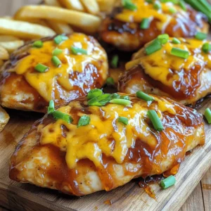 To make this dish, you need the following items: - 4 boneless, skinless chicken breasts - 1/2 cup honey - 1/2 cup barbecue sauce (your favorite type) - 1 tablespoon soy sauce - 1 teaspoon garlic powder - 1 teaspoon onion powder - 1/2 teaspoon smoked paprika - Salt and pepper to taste - 1/2 cup cheddar cheese, shredded - 1/4 cup green onions, chopped (for garnish) - Cooking spray These ingredients blend perfectly. The honey adds sweetness, while the barbecue sauce gives a rich flavor. The spices enhance the taste, making the chicken juicy and delicious. You can use some extra ingredients to boost the flavor: - 1 tablespoon Dijon mustard - 1 teaspoon chili powder - 1 teaspoon cayenne pepper (for heat) - Fresh herbs like thyme or parsley These add-ons can help you create your unique twist. Feel free to mix and match based on your taste. To prepare the Air Fryer Honey BBQ Explosion Chicken, gather these tools: - Air fryer - Medium mixing bowl - Shallow dish or zip-top bag for marinating - Cooking spray - Meat thermometer Having the right tools makes cooking easier. It helps ensure your chicken cooks evenly and reaches the perfect temperature. For the full recipe, check out the link. Start by mixing honey, barbecue sauce, soy sauce, garlic powder, onion powder, smoked paprika, salt, and pepper in a medium bowl. This mix creates a tasty marinade. Once it’s ready, reserve about 1/4 cup of this sauce for later. Next, place your chicken breasts in a shallow dish or a zip-top bag. Pour the marinade over the chicken, making sure every piece is well-coated. Cover the dish or seal the bag. Let it marinate in the fridge for at least 30 minutes. For the best flavor, let it sit for up to 2 hours. While the chicken marinates, preheat your air fryer. Set it to 380°F (193°C) and let it warm up for about 5 minutes. This step is key. Preheating helps the chicken cook evenly and develop a nice texture. After preheating, lightly spray the air fryer basket with cooking spray. Take the marinated chicken breasts and place them in the basket. Make sure not to overcrowd the basket. Cook the chicken for 10-12 minutes. Flip the chicken halfway through. Check that it reaches an internal temperature of 165°F (75°C). This ensures it's safe to eat and perfectly cooked. Once the chicken finishes cooking, carefully remove the basket. Drizzle the reserved marinade over the chicken. Then sprinkle the shredded cheddar cheese on top of each piece. Place the basket back in the air fryer and cook for an additional 2-3 minutes. This step melts the cheese and adds a delicious finish. When it's ready, take the chicken out and plate it. Drizzle with any remaining BBQ sauce and garnish with chopped green onions. Enjoy your Air Fryer Honey BBQ Explosion Chicken Delight! Don't forget to check the Full Recipe for more details. Marinating chicken is key for great flavor. Use a mix of honey, BBQ sauce, soy sauce, garlic powder, onion powder, and smoked paprika. Make sure to coat each piece well. I suggest marinating for at least 30 minutes. For deeper flavor, marinate for up to 2 hours. Always keep it in the fridge while marinating to keep it safe. The air fryer makes cooking quick and easy. Preheat it to 380°F (193°C) for five minutes. Cook the marinated chicken for 10 to 12 minutes. Flip halfway for even cooking. Check that the chicken reaches 165°F (75°C) inside. This ensures it is safe to eat and juicy. Air fryers can be tricky if you're new. First, do not overcrowd the basket. Give each piece space. This helps the hot air circulate. Second, always preheat your air fryer. This ensures even cooking. Lastly, remember to use cooking spray. This keeps the chicken from sticking and helps it crisp up nicely. Follow these steps, and you’ll have a tasty meal! {{image_2}} You can make this dish spicy by adding hot sauce. Mix in one tablespoon of your favorite hot sauce with the marinade. If you want more heat, use two tablespoons. This gives the chicken a nice kick! You can easily swap chicken for cauliflower. Use one large head of cauliflower. Cut it into bite-sized pieces. Marinate the cauliflower just like the chicken. Air fry it for about 15 minutes, flipping halfway. This gives a great BBQ flavor without meat! Feel free to switch up the ingredients. Instead of honey, you can use maple syrup for a different sweetness. If you don’t have barbecue sauce, try teriyaki sauce. You can also use different cheeses, like pepper jack for a spicy twist. Make it your own! For the full recipe, check out the detailed instructions above. To store leftovers, let the chicken cool first. Place it in an airtight container. Make sure the container is sealed well to keep moisture out. You can keep it in the fridge for up to three days. This helps maintain the flavor. If you have extra sauce, store it separately. For the best taste, reheat the chicken in the air fryer. Set it to 350°F (175°C) for about 5-7 minutes. This keeps the chicken crispy. You can also use a microwave, but it may not stay as crispy. If using a microwave, heat in short bursts to not dry it out. If you want to keep the chicken longer, freezing works well. Wrap each piece in plastic wrap. Then, place them in a freezer bag. You can freeze for up to three months. When ready to eat, thaw in the fridge overnight. Reheat it as mentioned for the best taste. I recommend marinating the chicken for at least 30 minutes. This gives the flavors time to soak in. For the best taste, aim for 2 hours. The longer it sits, the better it gets! Yes, you can use frozen chicken! Just make sure to thaw it first. You can do this in the fridge overnight or use the defrost setting on your microwave. If cooked from frozen, increase the cooking time by a few minutes. Honey BBQ chicken goes well with many sides. Here are some tasty options: - Crispy fries - Macaroni and cheese - Coleslaw - Grilled corn on the cob - Fresh garden salad These sides will make your meal even more delicious! To check if your chicken is fully cooked, use a meat thermometer. The internal temperature should reach 165°F (75°C). If you don't have one, cut into the thickest part. The meat should be white, not pink. Yes, you can prepare this recipe ahead! Marinate the chicken and keep it in the fridge for up to 2 hours. You can also cook it and store leftovers in the fridge for 3-4 days. Just reheat before serving. For the full recipe, check the earlier section. We covered how to make Air Fryer Honey BBQ Explosion Chicken, step by step. You learned about the key ingredients, tools, and the perfect cooking process. I shared tips for marinating, cooking times, and avoiding common errors. You also saw how to personalize the dish and store leftovers properly. With easy steps and tasty twists, this recipe can be a hit at your table. Enjoy your cooking adventure!