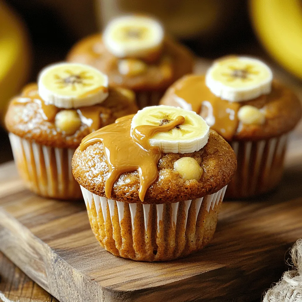 To make these gluten free peanut butter banana muffins, gather these items: - 2 ripe bananas, mashed - 1/2 cup creamy peanut butter - 1/3 cup honey or maple syrup - 2 large eggs - 1 teaspoon vanilla extract - 1 cup gluten-free all-purpose flour - 1 teaspoon baking powder - 1/2 teaspoon baking soda - 1/4 teaspoon salt - 1/2 teaspoon cinnamon (optional) - 1/4 cup chocolate chips or chopped nuts (optional) You can easily swap some ingredients for your needs: - Use almond butter or sunflower seed butter for peanut butter. - Maple syrup works well if you want a vegan option. - For eggs, try flax eggs (1 tablespoon flaxseed meal + 2.5 tablespoons water). - Replace gluten-free flour with almond flour or oat flour if preferred. - You can omit chocolate chips for a lower-sugar option. These muffins are not only tasty but also healthy! Here’s a quick look at their nutrition: - Each muffin has about 150 calories. - They provide healthy fats from peanut butter. - Bananas add potassium and natural sweetness. - Gluten-free flour keeps them light and fluffy. For the full recipe and more details, check out the [Full Recipe]. 1. Start by preheating your oven to 350°F (175°C). This gets the oven hot and ready. 2. Line a muffin tin with paper liners or grease it with non-stick spray. This makes for easy muffin removal. 3. In a large bowl, mash the ripe bananas with a fork. Aim for a smooth texture. 4. Add the creamy peanut butter to the mashed bananas. Mix well until smooth and combined. 5. Pour in the honey or maple syrup. Then, crack in the two large eggs. Don't forget the vanilla extract! Mix everything thoroughly. 6. In another bowl, whisk together the gluten-free all-purpose flour, baking powder, baking soda, salt, and optional cinnamon. This helps to evenly distribute the dry ingredients. 7. Slowly add the dry mix to the wet mix. Stir gently and stop as soon as it's combined. Overmixing can make the muffins tough. 8. If you want extra flavor, fold in chocolate chips or chopped nuts at this stage. This adds a delightful crunch. 9. Divide the batter evenly among the muffin cups, filling each about halfway. This allows room for rising. 10. Bake in the preheated oven for 18-20 minutes. Keep an eye on them! They should rise and turn golden brown. 11. To check if they're done, insert a toothpick into the center of a muffin. If it comes out clean, they’re ready! 12. Let the muffins cool in the tin for 5 minutes. This helps them firm up before you transfer them. 13. Move the muffins to a wire rack to cool completely. This keeps them from getting soggy. For the full recipe, check the ingredients and instructions above! Enjoy making these easy gluten-free peanut butter banana muffins! To make the best gluten free peanut butter banana muffins, start with very ripe bananas. The riper the bananas, the sweeter and moister your muffins will be. Use creamy peanut butter for a smooth batter. Mixing the wet and dry ingredients gently keeps the muffins light and fluffy. Overmixing makes them dense. Also, do not skip the baking powder and baking soda; they help the muffins rise well. One common mistake is using cold ingredients. Always let your eggs and peanut butter reach room temperature. This helps them mix better. Another mistake is not measuring the gluten-free flour correctly. Use a spoon to fill your measuring cup and level it off. Don’t pack the flour down. Lastly, resist the urge to open the oven too soon. This can cause your muffins to sink. These muffins taste great warm, right out of the oven. For a fun twist, serve them with a drizzle of honey or maple syrup. You can also add a sprinkle of cinnamon on top for extra flavor. Pair them with a glass of milk or a cup of tea to balance the sweetness. For a healthy snack, enjoy them with a side of fresh fruit. For the full recipe, check out the details above! {{image_2}} You can change the flavor of your muffins easily. Try adding spices like nutmeg or ginger for warmth. You can also mix in fruits like blueberries or diced apples. These fruits add sweetness and moisture. If you want a twist, add a splash of coconut extract for a tropical vibe. Each flavor change makes the muffins unique. If you need a vegan option, swap the eggs. Use 1/4 cup of unsweetened applesauce for each egg. This keeps the muffins moist and fluffy. Instead of honey, use maple syrup or agave nectar. Both options work well and keep the muffins sweet. You can enjoy these muffins without eggs or honey. Want to add some crunch? Toss in 1/4 cup of chopped nuts like walnuts or pecans. Seeds like sunflower or pumpkin seeds also add great texture. For a chocolatey touch, mix in 1/4 cup of chocolate chips. You can combine any of these extras to create your perfect muffin. Each addition gives you a new taste experience. For the full recipe, check out the Gluten Free Peanut Butter Banana Muffins recipe! You can keep your gluten-free peanut butter banana muffins at room temperature. Place them in an airtight container. They will stay fresh for about 2 to 3 days. Make sure to keep them in a cool, dry place. This way, you can enjoy a quick snack or breakfast any time! If you want to save your muffins for later, freezing is a great option. First, let the muffins cool completely. Then, wrap each muffin in plastic wrap. After that, put them in a freezer-safe bag or container. When stored this way, they last for up to 3 months. When you're ready to eat them, simply thaw at room temperature. To reheat your muffins, take them out of the container. You can warm them in the microwave for about 15-20 seconds. For a crispy outside, try putting them in the toaster oven for a few minutes. Enjoy the warm, fresh taste like it just came out of the oven! For the full recipe, check out the Gluten Free Peanut Butter Banana Muffins section. Yes, these muffins are perfect for a gluten-free diet. I use gluten-free all-purpose flour in the recipe. This flour mix helps create a light and fluffy texture without any gluten. You can enjoy these muffins without worrying about gluten. Yes, you can replace peanut butter with another nut butter. Almond butter or cashew butter works well. Just keep in mind that the flavor may change a bit. If you have nut allergies, sunflower seed butter is a great choice too. These muffins can last about 3 days at room temperature. Store them in an airtight container to keep them fresh. If you want to keep them longer, you can freeze them. They will stay good in the freezer for up to 3 months. When ready to eat, just thaw and enjoy! You can find the full recipe above. We covered key ingredients, substitutions, and nutritional facts for your muffins. I shared step-by-step instructions to help you bake perfectly. Use my tips to achieve the best texture and avoid common mistakes. Explore fun flavor variations and dietary modifications. Lastly, learn how to store them for freshness and reheat for taste. Muffins are easy to make and fun to share. Enjoy your baking journey!