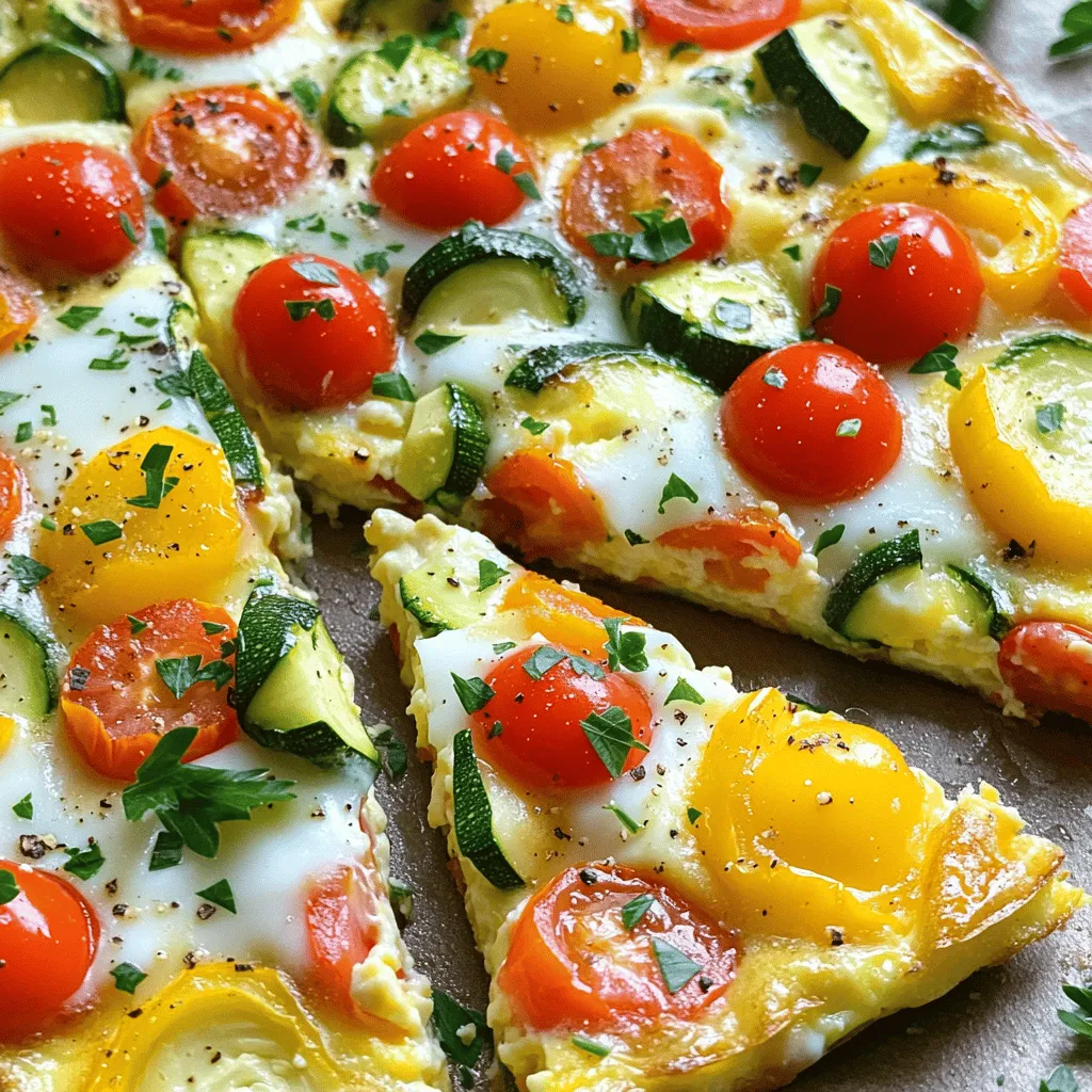 To make a delicious Easy Vegetable Frittata, gather the following items: - 6 large eggs - 1/2 cup milk (or plant-based alternative) - 1 cup spinach, chopped - 1/2 cup bell peppers, diced (use a mix of colors for vibrancy) - 1/2 cup cherry tomatoes, halved - 1/4 cup red onion, finely chopped - 1 cup zucchini, diced - 1 teaspoon garlic powder - 1/2 teaspoon salt - 1/4 teaspoon black pepper - 1 teaspoon olive oil - 1/2 cup shredded cheese (cheddar or feta works beautifully) - Fresh herbs like parsley or basil for garnish You can easily swap some ingredients based on your needs. For a dairy-free frittata, use a plant-based milk. If you want it vegan, try using tofu or chickpea flour instead of eggs. You can also mix in other veggies, like mushrooms or kale, for added flavor. The choice is yours! To prepare your Easy Vegetable Frittata, start with the eggs and milk. In a large bowl, crack in 6 large eggs. Pour in 1/2 cup of milk or a plant-based alternative. Whisk them until they blend well and get slightly frothy. This step helps make your frittata light and fluffy. Next, let’s sauté the vegetables for optimal flavor. Heat 1 teaspoon of olive oil in an oven-safe skillet over medium heat. Add 1/4 cup of finely chopped red onion. Sauté it for about 2-3 minutes until it turns translucent. Then, add 1 cup of diced zucchini and 1/2 cup of diced bell peppers. Cook them for 4-5 minutes, stirring occasionally. This helps draw out their natural sweetness. Lastly, stir in 1 cup of chopped spinach and 1/2 cup of halved cherry tomatoes. Cook this mixture for another minute until the spinach wilts. Now, we will bake for perfect texture. Pour the egg mixture over the sautéed vegetables. Make sure it spreads evenly. Sprinkle 1/2 cup of shredded cheese on top. Cook on the stovetop for about 2 minutes, just until the edges set. Then, transfer the skillet to your preheated oven at 375°F (190°C). Bake for 15-20 minutes. The frittata is done when it is fully set and slightly puffy in the middle. Let’s break down the cooking times for your frittata. The total cooking time is about 30 minutes. The prep time is only 10 minutes, so you can enjoy a tasty meal in no time. It is important to monitor the cooking stages. Keep an eye on the frittata as it bakes. You want it to rise slightly and turn golden. Signs that your frittata is ready include a firm center and a light puffing up around the edges. That’s it! You now have a delicious Easy Vegetable Frittata ready to serve. Enjoy! To make a fluffy frittata, whip your eggs well. This adds air and gives it lift. Another tip is to use a cast iron skillet. This pan heats evenly and gives a nice crust. When cooking, layer your ingredients. Start with the veggies, then pour the egg mix evenly over them. This helps every bite taste great. For the best flavor, choose a mix of veggies. Spinach, bell peppers, and zucchini work well. You can also add mushrooms or asparagus for more taste. When it comes to cheese, cheddar or feta are great choices. They melt nicely and add creaminess. To enhance flavors, use fresh herbs. Parsley, basil, or chives brighten the dish. For the full recipe, check the Easy Vegetable Frittata section. {{image_2}} You can easily adapt the Easy Vegetable Frittata for different diets. For vegetarians, this recipe is already perfect! Just skip any meat. If you want a vegan option, substitute eggs with a mix of silken tofu and chickpea flour. This blend mimics the texture of eggs well. Use a plant-based milk for the creaminess. For those needing gluten-free options, this frittata is naturally gluten-free. Just ensure that any cheese you use is labeled gluten-free. You can enjoy this dish without worry! To change up the flavor, you can add proteins like bacon or sausage. Cook these meats first in the skillet before adding the veggies. This adds a savory taste that many love. You can also mix in cooked chicken or turkey for extra protein. Experiment with herbs! Adding fresh basil, thyme, or oregano can change the whole feel of the dish. You can even try spicy herbs like chili flakes for a kick. Each herb brings its own unique flavor, so feel free to get creative! For more ideas, check out the Full Recipe to explore all the ways you can make this dish your own! After you make your Easy Vegetable Frittata, you may have leftovers. To keep them fresh, store your frittata in an airtight container. This helps prevent drying out and keeps it tasty. - Refrigeration: Place the frittata in the fridge right after it cools down. It can last for about 3 to 4 days. - Freezing: If you want to store it longer, freeze slices of the frittata. Wrap each slice tightly in plastic wrap. Then, place them in a freezer bag. This way, you can enjoy them later. The frittata can last up to 2 months in the freezer. When you want to enjoy your frittata again, reheating it properly is key. - Oven Method: Preheat your oven to 350°F (175°C). Place the frittata slices on a baking sheet. Cover them with foil to keep moisture in. Heat for about 10 to 15 minutes. This keeps the frittata’s texture nice and fluffy. - Microwave Method: If you’re short on time, the microwave is quick. Place a slice on a microwave-safe plate. Cover it with a damp paper towel. Heat for 30 seconds to 1 minute, checking often. This method is faster, but the texture might not be as good. By following these storage and reheating tips, you can enjoy your Easy Vegetable Frittata at its best! For the full recipe, check back to the earlier sections. If you want an egg-free frittata, use silken tofu. Blend it until smooth. You can also try chickpea flour mixed with water. This mixture gives a nice texture. You can store the frittata in the fridge for up to four days. Place it in an airtight container. This keeps it fresh and safe to eat. Yes, you can make the frittata ahead of time. Just cook it and let it cool completely. Store it in the fridge until you’re ready to eat. A frittata is thicker than an omelette and cooks slowly in the oven. It has more veggies and cheese mixed in. An omelette cooks quickly and is usually folded over. This Easy Vegetable Frittata is simple and rewarding. You learned the key ingredients and cooking steps. Use the tips for the fluffiest results. Explore variations to match your diet or taste. Proper storage ensures your frittata stays fresh longer. If you have questions, check the FAQ section for answers. Enjoy making this dish and share your own twists! Happy cooking!