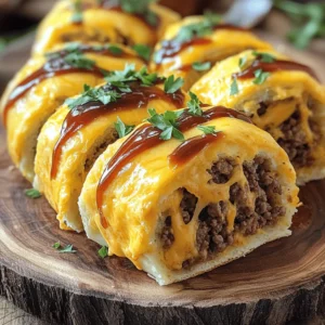 - 1 lb (450g) ground beef - 1 cup shredded cheddar cheese - 1 cup mozzarella cheese - 1/2 cup cream cheese, softened - 1/2 cup breadcrumbs - 1/4 cup chopped fresh parsley - 1 teaspoon garlic powder - 1 teaspoon onion powder - Salt and pepper to taste - 1 egg, beaten - 1/4 cup barbecue sauce for topping To make the ultimate cheesy ground beef roll, start with the main components. Ground beef is the star of this dish. I love using a mix of cheddar and mozzarella cheese. They melt beautifully and give a lovely flavor. Next, add cream cheese for a rich and creamy texture. Breadcrumbs help bind the roll and keep it from falling apart. Fresh parsley adds flavor and a pop of color. For seasonings, garlic and onion powder bring depth to the flavor. Salt and pepper are essential for taste. The beaten egg acts as a binder, helping the roll hold its shape. Finally, a drizzle of barbecue sauce on top adds a sweet and tangy finish. With these ingredients ready, you're all set to create a delicious dinner that your family will love. Don't forget to check the Full Recipe for all the steps! - Preheat your oven to 375°F (190°C) and prepare a baking sheet with parchment paper. - In a large bowl, combine the ground beef, shredded cheddar cheese, mozzarella cheese, and cream cheese. I love this step because it sets the stage for a rich flavor. Ground beef is a hearty base, while the mix of cheeses adds creaminess. The cream cheese makes it extra cheesy and delicious. - Add chopped parsley, garlic powder, onion powder, salt, and pepper to the mixture. - Mix everything well until it blends nicely. Then, incorporate the beaten egg to bind the mixture together. - On a clean surface, place a large piece of plastic wrap. Transfer the beef mixture onto it and shape it into a rectangle about 1/2 inch thick. I find that mixing well is key to a tasty roll. Each bite should have a blend of flavors. The egg helps hold it all together, making sure it doesn’t fall apart during baking. - Carefully roll the beef mixture tightly using the plastic wrap, starting from one end. Pinch the ends to seal the filling inside. - Place the meat roll seam side down onto the lined baking sheet. Spread barbecue sauce evenly over the top for extra flavor. - Bake in the preheated oven for 35-40 minutes until it’s fully cooked. Watching the roll bake is so satisfying. The smell fills your kitchen and makes your mouth water. You’ll know it’s done when it reaches 160°F (71°C). If you want a crunchy top, broil it for a minute or two at the end! Mix your ingredients well. This ensures an even texture in your roll. When everything blends together, each bite tastes great. I always use a large bowl to make mixing easier. Parchment paper is your best friend. Lay it on your baking sheet for easy cleanup. It keeps the roll from sticking and saves you time. After baking, the paper makes it easy to lift the roll out. Garnish your beef roll with fresh parsley. It adds a nice pop of color and flavor. Serving on a wooden platter makes it look rustic and inviting. Pair the roll with a side salad or roasted veggies. Fresh greens balance the rich flavors of the beef and cheese. Roasted vegetables add a nice crunch and depth to your meal. Feel free to try different cheeses or spices. Cheddar and mozzarella are a classic mix, but pepper jack can add a spicy kick. You can also swap in cream cheese for a creamier texture. Cooking times can vary based on your oven. Keep an eye on the roll, and use a meat thermometer. It should reach 160°F (71°C) to be done. Adjust your cooking time as needed to get it just right. {{image_2}} You can change the meat in this dish. Ground turkey or chicken works well instead of beef. This swap can make the roll lighter. You can also mix up the cheese. Try using pepper jack for a spicy kick or feta for a tangy twist. Each cheese brings a unique taste that can make this dish your own. Adding more veggies to your roll can boost its flavor and nutrition. Diced bell peppers or onions blend well into the meat mixture. These veggies add crunch and color. For those who love heat, consider spices like paprika or cayenne. A pinch can elevate the taste and add a fun zing. If you need this dish to be gluten-free, simply switch to gluten-free breadcrumbs. This keeps the roll tasty without gluten. For a vegetarian version, use meat substitutes like lentils or plant-based grounds. Both options keep the dish hearty while meeting dietary needs. To keep your cheesy ground beef roll fresh, let it cool completely before putting it in the fridge. This helps prevent moisture buildup. Store it in an airtight container. It will stay good for up to 3 days. If you have leftovers, you can freeze them. Wrap the roll tightly in plastic wrap or aluminum foil. It can last for up to 3 months in the freezer. When you're ready to eat it, reheat it in the oven for the best taste and texture. For a crispy outside, use the oven to reheat your roll. Preheat the oven to 350°F (175°C) and bake for about 15-20 minutes. If you're short on time, the microwave works too. Just heat it for a few minutes until warm, but you might lose some crunch. You can check the meat roll with a meat thermometer. The safe internal temperature is 160°F (71°C). Insert the thermometer into the center of the roll. If it reads 160°F, your roll is ready to eat. This ensures the meat is cooked fully and safe to enjoy. Yes, you can make this roll ahead of time. Simply assemble the roll and wrap it tightly. Place it in the fridge until you are ready to bake. This method helps the flavors meld together. It also saves you time on busy days. This roll pairs well with many sides. A fresh side salad adds crunch and color. Roasted vegetables bring out rich flavors. You can also serve it with creamy mashed potatoes for a comforting meal. Each option complements the cheesy beef roll nicely. Yes, you can make this recipe keto-friendly. Simply swap the breadcrumbs for almond flour or crushed pork rinds. These substitutes keep the texture while lowering carbs. This way, everyone can enjoy this tasty meal. For the complete preparation, including detailed steps, refer to the Full Recipe provided above. This will guide you through every step to make the Ultimate Cheesy Ground Beef Roll. This blog post covered making a cheesy ground beef roll. You learned about the main ingredients, seasonings, and steps to prepare it. Tips for perfecting the recipe and variations to try were also included. In conclusion, this dish is easy and fun to make. It has lots of options for personal taste. I encourage you to try it out and enjoy the delicious results. Your family and friends will love it!