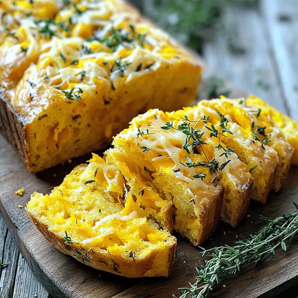 - 1 cup cooked and pureed butternut squash - 1 ½ cups all-purpose flour - 1 teaspoon baking powder - ½ teaspoon baking soda - 1 teaspoon salt - ½ teaspoon black pepper - Fresh herbs: thyme and rosemary - 1 cup shredded sharp cheddar cheese - 2 large eggs - ¼ cup olive oil - ¾ cup milk - Optional: 1 tablespoon honey This recipe shines due to its simple yet flavorful ingredients. The star is butternut squash, which adds moisture and a hint of sweetness. You want to cook and puree it before adding it to the mix. This step ensures a smooth texture. All-purpose flour provides the base for the bread. Baking powder and baking soda help it rise, while salt and black pepper add flavor. Fresh thyme and rosemary bring a beautiful, herbal note. I find that these herbs pair perfectly with the rich cheddar cheese. Shredded sharp cheddar cheese is key for that savory taste. It melts well and gives a delightful cheesy pull in every bite. The eggs help bind everything together, while olive oil keeps the bread tender. Milk adds richness, making it moist and delicious. You can also add honey. It’s optional but gives a nice touch of sweetness. This loaf is perfect for breakfast, a snack, or served alongside soup. Check out the Full Recipe for complete steps and tips. Happy baking! - Preheat oven to 350°F (180°C). - Grease or line a loaf pan with parchment paper. - Combine pureed butternut squash, eggs, olive oil, milk, and honey in a bowl. - Whisk until smooth and even. - Whisk together flour, baking powder, baking soda, salt, black pepper, and fresh herbs in a different bowl. - Gradually incorporate the dry mixture into the wet mixture. - Avoid overmixing to keep the bread light. - Gently fold in shredded cheddar cheese. - Pour batter into the prepared pan. - Bake for 45-50 minutes. - Check doneness with a toothpick; it should come out clean. Make sure to follow these steps closely for the best results with this delightful Herb and Cheddar Squash Bread. For the full recipe, refer to the previous sections. Enjoy the process and the wonderful aroma that fills your kitchen! - Ensure the squash is well-pureed. This helps the bread stay moist. - Be cautious with the mixing process. Mix just until combined to avoid tough bread. - Use aged cheddar for a sharper taste. It adds depth and richness. - Experiment with additional herbs or spices. Consider basil, oregano, or even a pinch of chili flakes for a twist. - Serve warm with a spread of butter. This makes each bite extra tasty. - Garnish with fresh herbs. A sprinkle of thyme or rosemary adds a lovely touch. For the complete baking experience, check the Full Recipe for all details. Enjoy making this savory loaf! {{image_2}} If you need a gluten-free option, this bread can still be yours! Simply swap the all-purpose flour for a gluten-free blend. Many brands offer great mixes that work well in baking. Look for blends that include a mix of rice flour, almond flour, and starch. This way, you can still enjoy the savory taste of herb and cheddar squash bread without gluten. Cheese is a key part of this bread. If you're feeling adventurous, you can try different types of cheese. Gruyère adds a nutty touch, while feta brings a salty zing. Mozzarella gives you a gooey, melty texture. Each cheese offers a unique taste that can make this bread your own. Feel free to mix and match! Herbs can change the flavor of your bread. While thyme and rosemary are great choices, you can use other herbs too. Sage gives a warm, earthy flavor, while parsley adds a fresh note. You can even try basil for a fragrant twist. Experiment with herbs you love to create a bread that suits your taste. To keep your Herb and Cheddar Squash Bread fresh, let it cool completely before storing. This step is key. If you store it while warm, moisture builds up. This can make the bread soggy. Use an airtight container to keep it safe from air. If you don't have one, wrap it tightly in plastic wrap. Both methods work well to maintain the bread's flavor and texture. This bread can sit in the fridge for up to one week. Just remember to keep it sealed. If you want to store it longer, freezing is a great option. Wrap individual slices or the whole loaf in plastic wrap. Then, place it in a freezer bag. When you're ready to enjoy it, let it thaw in the fridge overnight. You can also warm it in the oven for a few minutes before serving. For the full recipe, check back to the main article. Yes, just ensure it's well-drained and thoroughly thawed. Frozen squash works well in this recipe. It saves time and still gives a great taste. Just remember to squeeze out any excess water before mixing it in. Use a toothpick; it should come out clean or with a few crumbs. When you see that, your bread is ready. If there is wet batter on the toothpick, let it bake a bit longer. Yes, the bread can be prepared and stored for later enjoyment. You can bake it in advance and keep it in your fridge. Just warm it up before serving for the best taste. Delicious as a side with soups, salads, or enjoyed on its own. This bread adds a lovely flavor to any meal. It pairs well with warm dishes or fresh greens. This blog post shared all you need for making Herb and Cheddar Squash Bread. We covered the key ingredients, from butternut squash to sharp cheddar cheese. I walked you through each step, from mixing wet and dry ingredients to baking. For perfect bread, remember to puree the squash well and mix gently. You can even try different cheeses or herbs for fun twists. Store it well, and it can last up to a week. Enjoy this delicious bread with a meal or on its own!