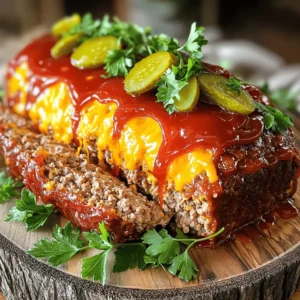 - 1 ½ pounds ground beef - 1 cup shredded cheddar cheese - ½ cup breadcrumbs - ½ cup finely chopped onion - ½ cup ketchup (plus 2 tablespoons for topping) - 2 large eggs - 1 tablespoon Worcestershire sauce - 1 teaspoon garlic powder - 1 teaspoon onion powder - ½ teaspoon smoked paprika - Salt and pepper to taste - ½ cup pickles, chopped (optional for garnish) - Fresh parsley, chopped (for garnish) To create a delicious cheeseburger meatloaf, you need quality ingredients. I recommend using fresh ground beef. This beef gives the meatloaf its hearty flavor. Shredded cheddar cheese adds a creamy and rich taste. Breadcrumbs help bind the meat and add texture. Onions bring sweetness and depth. Ketchup provides moisture and a tangy finish. The eggs act as a binder. Worcestershire sauce enhances the umami flavor. Garlic powder and onion powder add aromatic depth. Smoked paprika gives a subtle smokey flavor. Don’t forget salt and pepper to season. For garnish, consider adding chopped pickles and fresh parsley. These add color and a fresh taste. Once you have these ingredients, you are ready to make your meal. If you want more details, check the Full Recipe for step-by-step guidance. - Preheat the oven to 350°F (175°C). - In a large mixing bowl, combine the ground beef, shredded cheddar cheese, breadcrumbs, chopped onion, and ketchup. Mixing these ingredients well creates a tasty base. I like to dig in with my hands to ensure everything blends nicely. The cheese adds creaminess, while the onion gives flavor. - Shape the mixture in the loaf pan. - Spread ketchup on top for glaze. - Bake and check internal temperature. After shaping the meatloaf, the ketchup glaze gives it a rich, sweet touch. Bake it for about 1 hour. You will want to check the internal temperature. For safety, it should reach 160°F (70°C). - Importance of resting time before slicing. - Tips for slicing effectively. Let the meatloaf rest for 10 minutes before slicing. This helps keep all the juices inside, making each slice moist. Use a sharp knife for clean cuts. This way, you keep the shape and get beautiful slices. Enjoy your Cheeseburger Meatloaf! For the full recipe, check the recipe section above. To make your cheeseburger meatloaf shine, add some fun spices. Try a dash of onion powder or a sprinkle of smoked paprika. These spices give the meatloaf a rich taste. You can also add a bit of ketchup for extra sweetness. Mixing well is key. This ensures the flavors spread throughout the meatloaf. Don’t skip this step! Moisture is vital for a tasty meatloaf. To keep it juicy, use a good meat-to-filler ratio. I recommend using 1 ½ pounds of ground beef with ½ cup of breadcrumbs. This balance keeps the meatloaf from being too dry. Adding eggs helps too. They act as a binder and hold moisture. Serve your meatloaf with classic sides. Mashed potatoes pair well and soak up the flavors. Steamed vegetables add color and nutrition to your plate. For a nice touch, drizzle leftover ketchup over the slices. Garnish with chopped pickles and parsley for a fresh look. The presentation makes the meal even more inviting. For the full details, check the Full Recipe. {{image_2}} You can use many types of cheese in this meatloaf. Cheddar shines, but mozzarella adds a mild touch. For a sharp flavor, try Swiss or pepper jack. For a twist, mix cheeses for depth. If you prefer a plant-based option, vegan cheeses work well too. Just ensure they melt nicely. Ground turkey is a lean option for this dish. You can substitute it directly for beef. If you choose plant-based meat, adjust cooking time. Plant-based options often cook faster, so keep an eye on the internal temperature. Aim for 165°F to ensure safety. Adding vegetables can boost nutrition and flavor. Chopped bell peppers or mushrooms blend well. You can also toss in spinach for extra greens. For seasonings, consider adding Italian herbs or a dash of hot sauce. This adds layers of flavor without much effort. To store leftover meatloaf, let it cool first. Wrap it tightly in plastic wrap. You can also use an airtight container. This keeps the meatloaf fresh. Make sure to eat it within three to four days. To freeze portions, slice the meatloaf first. Wrap each slice in plastic wrap. Then, place the slices in a freezer bag. Make sure to remove as much air as possible. When ready to eat, thaw it in the fridge overnight. Reheat in the oven or microwave until hot. In the fridge, the meatloaf stays fresh for about three to four days. Look for changes in color or smell. If it feels slimy, it's time to discard it. Enjoy your Cheeseburger Meatloaf knowing you can save some for later! For the full recipe, check the earlier section. Yes, you can make Cheeseburger Meatloaf ahead of time. To prep, mix all your ingredients as per the Full Recipe. Shape the meatloaf and place it in the loaf pan. Cover it with plastic wrap and store it in the fridge. It can sit for up to 24 hours. When you're ready, just pop it in the oven. This saves time and gets dinner on the table faster. Cheeseburger Meatloaf goes well with many sides. Here are some great options: - Mashed potatoes - Steamed broccoli - Roasted carrots - Green salad - Macaroni and cheese These pairings enhance the meal and add color to your plate. To check if your meatloaf is done, use a meat thermometer. Insert it into the center of the loaf. The internal temperature must reach 160°F (70°C) for safety. If you don’t have a thermometer, check that the juices run clear when you cut into it. Yes, you can use ground chicken. It will change the flavor and texture a bit. To keep it moist, add a little more ketchup or some extra breadcrumbs. The cooking time may be similar, but always check the meat’s internal temperature. Aim for 165°F (74°C) for chicken. You learned how to make a tasty Cheeseburger Meatloaf with simple steps. We covered ingredients, equipment, and baking tips. Explore flavor variations and storage methods to customize your dish. Meatloaf is versatile, making it great for any meal. Enjoy trying different sides and add-ins. With these tips, you'll create a dish that pleases everyone. Now, it’s time to gather your ingredients and start cooking!
