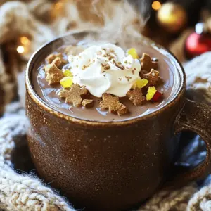 - 2 cups whole milk - 1 cup heavy cream - 4 oz semi-sweet chocolate, chopped - 2 tablespoons cocoa powder - 3 tablespoons brown sugar - 1 teaspoon ground ginger - 1 teaspoon ground cinnamon - 1/2 teaspoon ground nutmeg - 1/2 teaspoon vanilla extract - Whipped cream, for topping - Crushed gingerbread cookies, for garnish - Candied ginger, for garnish Each ingredient plays a key role in creating the rich, cozy taste of gingerbread hot chocolate. The whole milk and heavy cream create a creamy base. Semi-sweet chocolate brings the deep chocolate flavor that we all love. Cocoa powder adds an extra layer of chocolate. Brown sugar gives a warm sweetness, while spices like ginger, cinnamon, and nutmeg bring the gingerbread vibe. Vanilla extract enhances the overall flavor. Topping with whipped cream and garnishing with cookies and candied ginger adds fun and texture. If you want to change things up, here are some alternatives. For milk and cream, you can use almond milk or oat milk. These options still give a nice creamy texture. For sweetness, try maple syrup or honey instead of brown sugar for a different taste. You can also add flavors like peppermint or a dash of chili powder for a fun twist. 1. In a medium saucepan, heat 2 cups of whole milk and 1 cup of heavy cream over medium heat. Watch carefully until it steams but does not boil. 2. Once hot, add 4 oz of chopped semi-sweet chocolate and 2 tablespoons of cocoa powder. Stir it continuously. This helps the chocolate melt and mix well. 3. Next, stir in 3 tablespoons of brown sugar, 1 teaspoon of ground ginger, 1 teaspoon of ground cinnamon, and 1/2 teaspoon of ground nutmeg. Heat for another minute, mixing until everything combines. 4. Remove the saucepan from heat and whisk in 1/2 teaspoon of vanilla extract. This adds a lovely aroma and flavor. 5. Pour the gingerbread hot chocolate into mugs. Top with a generous dollop of whipped cream. 6. For the final touch, garnish with crushed gingerbread cookies and candied ginger. This adds crunch and extra flavor. Visual Tips: - Use a whisk to mix the ingredients well. It helps create a smooth drink. - Keep the heat on medium to avoid burning the chocolate. - To achieve a creamy texture, use whole milk and heavy cream. They add richness. - Avoid boiling the mixture. High heat can lead to a grainy texture. - If it looks too thick, add a splash of milk until you reach your desired consistency. - Stir continuously when adding chocolate to ensure a smooth mix. These steps ensure your gingerbread hot chocolate will be rich, creamy, and full of flavor. For the full recipe, check out the cozy up with gingerbread hot chocolate section. To make your gingerbread hot chocolate even better, add spices like allspice or cloves. A pinch of cayenne can bring a warm kick. Try using flavored syrups, too. Vanilla or caramel syrups can add a sweet twist. Just mix in a tablespoon or two when you make your hot chocolate. Pair your gingerbread hot chocolate with soft ginger cookies or buttery shortbread. A slice of spiced pumpkin bread also works well. For mugs, choose thick ceramic ones. They hold heat well and look cozy, too. Choose a fun holiday design to brighten your drink. For the full recipe, check the Cozy Up with Gingerbread Hot Chocolate details. {{image_2}} To make a vegan version of gingerbread hot chocolate, swap dairy for plant-based milk. Good choices are almond milk, coconut milk, or oat milk. These milks add unique flavors and keep the drink creamy. Use full-fat coconut milk for a rich taste. For the cream, you can use coconut cream. It adds a nice texture and flavor. You also want to make sure your chocolate is dairy-free. Look for brands that use almond or coconut milk in their chocolate. Here are some suggested plant-based ingredients: - Almond milk - Coconut milk - Oat milk - Coconut cream - Dairy-free chocolate For adults, you can add a splash of your favorite liquor. Rum, whiskey, or peppermint schnapps work well with gingerbread flavors. Just be careful with the amount; a little goes a long way. Try these flavor combinations: - Rum and vanilla - Whiskey with a hint of cinnamon - Peppermint schnapps with crushed candy canes These spiked versions bring warmth and cheer to your cozy drink. Enjoy experimenting with flavors! For the full recipe, check the complete guide. To store leftovers, first let the gingerbread hot chocolate cool. Pour it into a clean jar or an airtight container. Make sure to seal it tightly. Place it in the fridge. This way, it stays fresh for later. When you want to reheat, pour the drink back into a saucepan. Heat it slowly over medium-low heat. Stir often to prevent burning. You can also use the microwave. Heat in short bursts, stirring in between. This helps keep the hot chocolate creamy. You can keep gingerbread hot chocolate in the fridge for about 3 to 5 days. After that, the taste may change. Always check for signs of spoilage. If it smells sour or looks strange, it’s best to throw it out. If you see separation or curdling, these are signs it has gone bad. Don't drink it if you notice any of these signs. Enjoy it fresh for the best flavor! I love using semi-sweet chocolate for this drink. It gives a rich taste without being too sweet. You can also use dark chocolate for a bolder flavor. If you prefer milk chocolate, that works too. Just adjust the sugar to balance the sweetness. Yes, you can! A slow cooker is great for this hot chocolate. Just combine all the ingredients in the cooker. Set it to low and let it warm for about 2 hours. Stir occasionally to mix everything well. This way, you can serve a crowd easily! You can use sugar substitutes like stevia or erythritol. These sweeteners work well without adding calories. Make sure to taste as you go, since each sweetener has a different level of sweetness. You can also focus on the spices to add flavor without the sugar. This blog post covered all you need to make great gingerbread hot chocolate. We talked about key ingredients and how each one adds flavor. You learned useful substitutes and tips for mixing. I shared ways to enhance the drink and ideas for serving. Plus, we explored fun variations and proper storage methods. Enjoy creating your perfect cup! With practice, you'll master this cozy drink in no time.