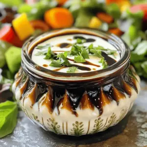 - 1/2 cup Greek yogurt - 1/4 cup balsamic vinegar - 2 tablespoons Dijon mustard - 1 tablespoon honey - 1 garlic clove, minced - 1/4 cup extra-virgin olive oil - Salt and pepper to taste - Fresh herbs (such as basil or parsley), finely chopped (optional) To make creamy balsamic vinaigrette, I always start with Greek yogurt. It gives a great texture. Next, I add balsamic vinegar for a tangy kick. Dijon mustard adds depth and richness. Honey sweetens the mix and balances the acidity. Garlic brings a warm, savory note, while olive oil adds richness. I use extra-virgin for the best flavor. Finally, I season with salt and pepper to enhance all the tastes. If you want, you can add fresh herbs for extra flavor. I love using basil or parsley, as they brighten everything up. This simple list of ingredients works magic together. You can find the full recipe at the end. It’s perfect for salads or as a dip. This vinaigrette is not just tasty, but also very easy to make! 1. Mixing the base ingredients Start by gathering your ingredients. In a mixing bowl, add 1/2 cup of Greek yogurt, 1/4 cup balsamic vinegar, 2 tablespoons Dijon mustard, 1 tablespoon honey, and 1 minced garlic clove. These ingredients create a rich and tangy base. Whisk them together until the mix is smooth and creamy. 2. Emulsifying with olive oil Now, slowly add 1/4 cup of extra-virgin olive oil. As you pour, keep whisking. This step is key! It helps blend the oil with the other ingredients. You want a nice, creamy texture. If it feels too thick, add a bit more oil. 3. Adjusting flavor and seasoning Next, it’s time to taste! Add salt and pepper to your liking. If you want more sweetness, drizzle in extra honey. For more tang, add a splash of balsamic vinegar. You can also fold in finely chopped fresh herbs if you like. This adds a fresh punch. 4. Storing the vinaigrette Once you are happy with the flavor, transfer your creamy vinaigrette into a jar or container with a lid. This keeps it fresh. You can store it in the fridge. It’s great on salads or as a dip! This vinaigrette is quick to make and adds flavor to many dishes. For the complete recipe, check out the Full Recipe section. Enjoy your delicious creation! To achieve the ideal creaminess in your vinaigrette, use Greek yogurt. It adds a rich texture without extra fat. Start with half a cup of Greek yogurt as your base. Whisk it with balsamic vinegar and Dijon mustard for a smooth mix. Balancing sweetness and tanginess is key. Honey adds sweetness, while balsamic vinegar gives a tangy kick. Adjust these to your taste. If you prefer a sweeter vinaigrette, add more honey. For extra tang, increase the vinegar amount. Consider serving suggestions for salads. This creamy vinaigrette pairs well with fresh greens. Drizzle it over mixed salads with tomatoes and cucumbers. You can also use it as a dip for veggies. For a fun twist, serve it on grilled chicken or fish. This creamy balsamic vinaigrette is versatile and easy to make. For the full recipe, check the details above. {{image_2}} You can easily change up your creamy balsamic vinaigrette! Here are some fun ideas: - Using different vinegars: Try red wine vinegar or apple cider vinegar instead of balsamic. Each type adds a unique taste. Red wine vinegar gives a sharper flavor. Apple cider vinegar adds a hint of sweetness. - Adding sweetness with maple syrup: If you want a sweeter dressing, swap honey for maple syrup. It brings a rich flavor. Plus, it’s great for those who prefer a vegan option. - Incorporating additional flavor elements: You can add mustard for a zesty kick. Spices like black pepper or smoked paprika can also enhance the taste. These small changes can make a big difference. Experimenting with these variations keeps things fresh. Each version can suit your salad or dish perfectly. Enjoy making your creamy balsamic vinaigrette your own! For the full recipe, check out the section above. To keep your creamy balsamic vinaigrette fresh, choose the right container. A glass jar with a tight lid works best. This keeps air out and prevents spills. You can also use a plastic container, but make sure it seals well. In the refrigerator, your vinaigrette lasts about one week. If you notice any change in color or smell, it’s best to toss it. Use a label to mark the date you made it. This helps you track freshness. You can freeze this vinaigrette if you want to store it longer. Use an ice cube tray to freeze small portions. Once frozen, transfer the cubes to a freezer bag. This way, you can thaw just what you need later. When ready to use, simply thaw in the fridge overnight. Avoid refreezing after thawing to keep the best taste. For the full recipe, check out the section above. Enjoy your dressing on salads or as a dip! Can I make it dairy-free? Yes, you can! Use a dairy-free yogurt or silken tofu. Both work well. This keeps the creamy texture without dairy. How long does homemade vinaigrette last? Homemade vinaigrette lasts about one week in the fridge. Store it in a sealed jar for best results. Can I use a blender instead of whisking by hand? Absolutely! A blender can make it even smoother. Just blend all ingredients until creamy and well combined. What salads pair well with creamy balsamic vinaigrette? This vinaigrette is great on mixed greens, spinach, or kale salads. It also pairs well with roasted veggies and grain bowls. Is it possible to make a larger batch, and how can I adjust the recipe? Yes, you can easily double or triple the recipe. Just keep the same ratios to maintain flavor. For a larger batch, mix in a big bowl. Check the taste and adjust sweetness or tanginess if needed. For the full recipe, refer to the earlier section. In this article, we explored how to make a creamy balsamic vinaigrette. We covered essential ingredients, from Greek yogurt to garlic, and shared easy step-by-step instructions. I provided tips for achieving the perfect flavor and suggested fun variations to try. Finally, I gave advice on storage and answered common questions. This dressing is simple to make and adds great taste to your salads. Enjoy making it your own!