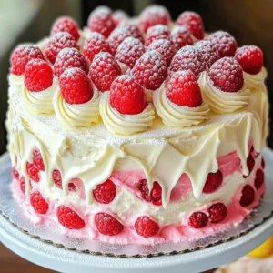 To make the White Chocolate Raspberry Cake, you need the following ingredients: - 1 ½ cups all-purpose flour - 1 ½ teaspoons baking powder - ½ teaspoon baking soda - ¼ teaspoon salt - ½ cup unsalted butter, softened - 1 cup granulated sugar - 3 large eggs - 1 teaspoon vanilla extract - ½ cup sour cream - ½ cup milk - 1 cup white chocolate chips - 1 cup fresh raspberries (plus extra for garnish) - Powdered sugar (for dusting) Each ingredient plays a key role in creating the perfect balance of flavors. The flour gives structure, while the baking powder and baking soda help the cake rise. Salt balances the sweetness for a more rounded taste. Butter provides richness, and sugar adds sweetness. Eggs act as a binder, giving the cake its moist texture. Vanilla extract brings a warm flavor, while sour cream and milk keep the cake tender. White chocolate chips melt beautifully, adding creaminess. Fresh raspberries give a tart burst that pairs wonderfully with the sweetness. Finally, a dusting of powdered sugar adds a lovely finish. For the complete recipe, check the Full Recipe section above. 1. Preheat your oven to 350°F (175°C). Grease and flour two 9-inch round cake pans. 2. In a medium bowl, mix together the flour, baking powder, baking soda, and salt. Set this aside. 3. In a large bowl, cream the softened butter and sugar together. Beat until the mixture is light and fluffy. 1. Add the eggs to the butter mixture. Mix well after each egg. Then, mix in the vanilla extract. 2. Gradually add the dry mixture. Alternate between this and the sour cream and milk. Start and finish with the dry mix. Mix until just combined. 3. Gently fold in the white chocolate chips and fresh raspberries. Be careful not to crush the berries. 1. Divide the batter evenly between the prepared cake pans. Smooth the tops with a spatula. 2. Bake for 25-30 minutes. Check with a toothpick; it should come out clean. 3. Let the cakes cool in the pans for 10 minutes. Then, transfer them to a wire rack to cool completely. For more details, refer to the Full Recipe. To ensure a moist cake, use fresh ingredients. Fresh eggs and butter make a big difference. Also, do not overbake. Check your cake at 25 minutes. A toothpick should come out clean, but not dry. Sour cream is key for great texture. It adds moisture and a slight tang. Mix it in when combining wet and dry ingredients. This will help make your cake rich and soft. For frosting, a simple whipped cream works well. You can also try cream cheese frosting for a tangy taste. When you add fresh raspberries, they bring color and flavor. For presentation, use a nice cake stand. Drizzle melted white chocolate around the base for a fun touch. A dusting of powdered sugar adds a sweet finish. One common mistake is underbaking or overmixing the batter. Underbaking can lead to a soggy center. Overmixing can make the cake tough. Mix just until combined for the best results. Another mistake is choosing the wrong type of chocolate. Use high-quality white chocolate chips for the best flavor. Avoid chocolate with added wax or fillers. Quality matters in your cake's taste. {{image_2}} You can make this cake even better. Adding citrus zest brightens the flavors. A bit of lemon or orange zest can add a fresh twist. This small change can make your cake pop! You can also swap out the raspberries. Try using strawberries or blueberries instead. Each berry brings its own taste. This lets you create new cake flavors while keeping it simple. You can make this cake gluten-free easily. Just use a gluten-free flour mix. It works well in most recipes, including this one. If you need a dairy-free cake, substitute the butter with coconut oil. Use almond or oat milk in place of regular milk. These small changes keep the cake tasty and friendly for many diets. Frosting can change the whole cake experience. Cream cheese frosting offers a tangy contrast to the sweet cake. It adds a rich flavor that pairs well with the berries. Another great option is chocolate ganache. This smooth, rich chocolate topping can take your cake to the next level. Pour it over the top for a beautiful finish. Feel free to experiment with these variations. Each change offers a chance to discover a new favorite! For the complete process, check the Full Recipe. To keep your white chocolate raspberry cake fresh, store it properly. You can keep it at room temperature for up to two days. Make sure to place it in a cool, dry area. If your kitchen is warm, consider refrigerating it. Wrap the cake in plastic wrap to prevent it from drying out. An airtight container works well too. This keeps moisture in and flavors fresh. Avoid using foil, as it can stick to the frosting. Want to save some cake for later? You can freeze it! First, let the cake cool completely. Then, wrap each layer in plastic wrap. This step stops freezer burn. Place the wrapped layers in a freezer bag or container. To thaw, move the cake to the fridge overnight. This method helps maintain the cake's texture. If you’re in a rush, leave it on the counter for a few hours. Just remember to remove the wrap before thawing. Enjoy your delicious cake anytime! To make the cake from scratch, follow these steps. First, gather all your ingredients from the Full Recipe. Preheat your oven to 350°F (175°C). Grease and flour two 9-inch round cake pans. In a medium bowl, mix the flour, baking powder, baking soda, and salt. In a large bowl, cream softened butter and sugar until fluffy. Add eggs one at a time, mixing well. Then, mix in vanilla extract. Next, add the dry mix to the wet mix. Alternate with sour cream and milk. Start and end with dry ingredients. Mix gently until just combined. Carefully fold in white chocolate chips and fresh raspberries. Pour the batter into the pans. Bake for 25-30 minutes, or until a toothpick comes out clean. Let it cool before serving. Yes, you can use frozen raspberries. They may change the cake's texture slightly. Here are some tips. First, do not thaw the raspberries before adding them to the batter. This helps keep the batter from turning pink. You can also toss them in a little flour. This keeps them from sinking to the bottom of the cake. Frozen raspberries add great flavor and work well. To check if the cake is done, look for a few signs. The cake should rise and look golden brown. Press the top gently; it should spring back. Insert a toothpick in the center. If it comes out clean, the cake is ready. If it has wet batter on it, bake a few more minutes. Always let the cake cool in the pans before moving. This helps keep the layers intact. This blog post covered how to make a delicious cake with fresh raspberries and white chocolate. You learned about the key ingredients, step-by-step instructions, and tips to avoid common mistakes. We also explored fun variations and storage practices. Remember, baking is an art that takes practice. With these details, you can create a tasty treat that impresses everyone. Enjoy your baking journey, and don’t forget to share your creations!