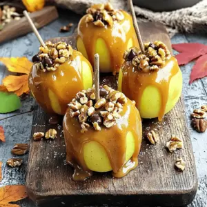 To make the best caramel apples, you need a few key items. Here’s what you’ll need: - 4 medium-sized apples (Honeycrisp or Granny Smith work well) - 1 cup granulated sugar - 1/2 cup unsalted butter - 1/2 cup heavy cream - 1 teaspoon vanilla extract - 1 teaspoon ground cinnamon - 1/2 teaspoon nutmeg - 1/4 teaspoon salt - 1 cup chopped nuts (walnuts or pecans) - 1/2 cup mini chocolate chips (optional) - 4 wooden craft sticks Choosing the right apple is key to your caramel apple success. I recommend using Honeycrisp or Granny Smith apples. Honeycrisp apples offer a sweet and juicy bite. Granny Smith apples are tart and crisp, which balances the sweet caramel. You can mix and match these apples for fun flavors. Adding toppings can make your caramel apples even more exciting. Here are some ideas: - Chopped nuts like walnuts or pecans for crunch. - Mini chocolate chips for a sweet touch. - Sprinkles for a festive look. - Sea salt to enhance the caramel flavor. - Crushed candy bars for a sweet twist. Feel free to get creative with your toppings! You can mix and match to find your favorite combo. For the full recipe, check the section above. Start by rinsing and drying your apples. This helps the caramel stick better. Choose medium-sized apples like Honeycrisp or Granny Smith for a nice tartness. Next, insert a wooden craft stick into the top of each apple. Push it in halfway, so it holds well. Set the apples aside on a clean surface. To make the caramel, grab a medium saucepan and place it over medium heat. Add 1 cup of granulated sugar and 1/2 cup of unsalted butter. Stir constantly until the mixture melts and bubbles. This step is crucial for a smooth caramel. Next, slowly pour in 1/2 cup of heavy cream while stirring. Be careful; the mixture may bubble up! Then, add 1 teaspoon of vanilla extract, 1 teaspoon of ground cinnamon, 1/2 teaspoon of nutmeg, and 1/4 teaspoon of salt. Stir the caramel well and cook for about 5 minutes until it thickens slightly. Remove the caramel from heat once it reaches the right thickness. Now, dip each apple into the warm caramel. Swirl the apple around to coat it completely. Let the excess caramel drip back into the pot. For some fun toppings, roll the bottom half of the apple in chopped nuts or sprinkle mini chocolate chips while the caramel is still warm. After decorating, place the apples on a baking sheet lined with parchment paper. Allow them to cool for about 30 minutes until the caramel hardens. Enjoy your delicious treats! For the full recipe, check out Autumn Spice Caramel Apples. To get smooth caramel, cook the sugar and butter slowly. Stir often to avoid burning. When you add cream, pour it in gently. This keeps the caramel silky. If it gets too thick, add a splash of cream. This will help bring it back to the right texture. One mistake is not drying the apples well. Water can make the caramel slide off. Another mistake is rushing the heating process. If you cook too fast, the caramel can burn. Always use a medium heat and give it time. Lastly, avoid dipping cold apples into hot caramel. This can cause the caramel to harden too quickly. Caramel apples are great for fall parties! You can place them on a nice platter. Add some colorful sprinkles or chopped nuts to make them pop. They also look lovely wrapped in clear bags with ribbons for gifts. If you want a fun twist, cut them into slices for sharing. This makes them easy to eat at gatherings. For a special touch, pair them with warm cider or hot chocolate. Enjoy the season! {{image_2}} You can try many fun flavors for caramel apples. One tasty option is the autumn spice blend. Add ground cinnamon and nutmeg to your caramel. This gives your apples a cozy fall taste. For a twist, mix in a bit of pumpkin spice. It adds warmth and flavor. You could also dip apples in chocolate caramel. This sweet combo is hard to resist. If you love tart flavors, use Granny Smith apples. Their sharp taste pairs great with sweet caramel. Decorating your caramel apples can be a blast! Use crushed candy corn for a fun Halloween look. Just roll the bottom half of the apple in the candy. You can also melt white chocolate and drizzle it on top. Add sprinkles in fall colors to make them pop! If you prefer a rustic vibe, use chopped nuts like pecans or walnuts. They add a nice crunch. For a golden touch, sprinkle edible gold dust on your apples. You don’t always have to use the stovetop for caramel. You can make microwave caramel in just a few minutes. Combine sugar, butter, and cream in a microwave-safe bowl. Heat it in short bursts, stirring in between until smooth. You can also try caramel sauce from a jar. It saves time and tastes great! If you're feeling adventurous, try using hard candy to coat your apples. Crush your favorite hard candy and melt it in the oven. Then dip your apples for a unique twist. For more detailed steps, check out the Full Recipe. To store leftover caramel apples, wrap them in plastic wrap. This keeps them fresh and prevents sticking. If you have a lot, place them in an airtight container. Keep them in the fridge. This helps the caramel stay firm and the apples crisp. To keep your apples fresh, choose firm apples. Look for ones with shiny skin. Store them in a cool, dry place. If you cut the apples, add lemon juice to slow browning. You can also keep them in the fridge to extend their shelf life. Caramel apples can last about a week in the fridge. If stored well, they stay tasty and fresh. Make sure to check for any signs of spoilage before you eat them. Enjoy your caramel apples while they are still delicious! You can find the full recipe for these tasty treats in the article. Yes, you can use different sweeteners. Honey, maple syrup, or coconut sugar work well. Each sweetener gives a unique flavor. If you use honey, reduce the amount slightly. Maple syrup adds a rich taste. Coconut sugar creates a lovely caramel hue. These options make your caramel apples special. The best apples are crunchy and tart. Honeycrisp and Granny Smith are fantastic choices. Their firm texture holds up well to caramel. You can also try Fuji or Braeburn apples for sweetness. Always select fresh apples for the best flavor. A good apple makes a big difference in taste. To make vegan caramel apples, use plant-based butter and non-dairy cream. Coconut cream or almond milk works great. Replace sugar with maple syrup or coconut sugar. This way, you can enjoy a delicious treat that fits your diet. Vegan caramel apples taste just as good as traditional ones. For a tasty recipe, check out the Full Recipe for Autumn Spice Caramel Apples. Making caramel apples is both fun and tasty. We covered essential ingredients and how to choose the best apples. I shared clear steps for preparation and made perfect caramel. I also shared tips to avoid mistakes and ensure great results. Don’t forget to try unique flavors and ways to decorate. Caramel apples are perfect for any celebration. With these tips and tricks, you can impress everyone. Enjoy making these sweet treats at home!