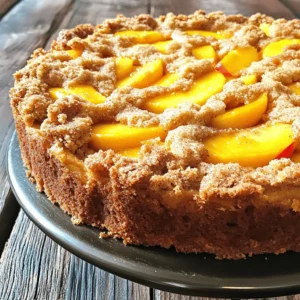 - Fresh peaches and their preparation - 3 ripe peaches, pitted and sliced - Choose peaches that are soft and fragrant for the best flavor. - Essential baking ingredients - 1 ½ cups all-purpose flour - 1 cup granulated sugar, divided - ½ cup unsalted butter, softened - 2 large eggs - 1 teaspoon vanilla extract - 1 teaspoon baking powder - ½ teaspoon baking soda - ¼ teaspoon salt - 1 teaspoon ground cinnamon - Optional toppings or substitutions - ½ cup brown sugar - ½ cup rolled oats - You can add nuts for a crunch or use other fruits if you prefer. Making this Easy Italian Peach Crumb Cake is simple when you have the right ingredients. Each item plays a key role in creating a moist and tasty cake. Fresh peaches add sweetness, while the crumb topping gives it a nice texture. You can mix and match toppings to fit your taste. This cake is great for any occasion! For the full recipe, check the details above. First, preheat your oven to 350°F (175°C). This step warms up the oven for even baking. Next, prepare your cake pan. You can grease a 9-inch round pan or use parchment paper. This makes it easy to take the cake out later. In a large bowl, beat ½ cup of softened butter with ¾ cup of granulated sugar. Mix until it looks light and fluffy. Then, add two large eggs one at a time. Make sure to mix well after each egg. Stir in 1 teaspoon of vanilla extract for flavor. Now, grab another bowl. In it, whisk together 1 ½ cups of all-purpose flour, 1 teaspoon of baking powder, ½ teaspoon of baking soda, ¼ teaspoon of salt, and 1 teaspoon of ground cinnamon. This dry mix helps the cake rise and adds taste. Gradually add this dry mix to the wet mix, alternating with the last ¼ cup of granulated sugar. Mix until just combined. Gently fold in 3 sliced peaches. Take care not to break them apart as you mix. These peaches add sweetness and moisture to the cake. Now, let’s make the crumb topping. In another bowl, mix together ½ cup of brown sugar, ½ cup of rolled oats, and another teaspoon of cinnamon. Cut in the rest of the butter until it looks like coarse crumbs. This mixture will create a nice crunchy topping. Pour the batter into your prepared cake pan. Spread it out evenly with a spatula. Then, sprinkle the crumb topping over the peach batter. Make sure it covers the top nicely. Bake in your preheated oven for 35-40 minutes. Keep an eye on it. You know it’s done when a toothpick comes out clean from the center. Let the cake cool in the pan for about 10 minutes. Then, transfer it to a wire rack to cool completely. For the complete recipe, check the Full Recipe section. - Ensuring the right peach ripeness: Use ripe peaches for the best flavor. They should feel slightly soft when you press them. If they are too hard, they won’t sweeten the cake enough. Overripe peaches can make the cake too mushy. - Alternative sweetener options: If you want to cut sugar, try using honey or maple syrup. Use less liquid for these. You can also use coconut sugar for a different taste. - Handling the crumb topping: Mix the crumb topping until it looks like coarse sand. This keeps the topping crunchy. Don’t overmix, or it will clump together. - Recommended mixing bowls and pans: I suggest using a large mixing bowl for the batter. A 9-inch round cake pan works perfectly for this recipe. Use a non-stick pan or line it with parchment paper for easy removal. - Useful kitchen gadgets for efficiency: A good whisk is key for mixing dry ingredients. A rubber spatula helps fold in the peaches without breaking them. A food processor can speed up making the crumb topping. {{image_2}} You can change the flavor of your Easy Italian Peach Crumb Cake in fun ways. Adding spices or extracts can really boost taste. A dash of nutmeg works well with peaches. You can also try almond or orange extracts for a unique twist. These flavors mix beautifully with the sweet peaches. Incorporating nuts or chocolate chips adds texture and richness. Chopped walnuts or pecans add a nice crunch. If you love chocolate, sprinkle in some chocolate chips. Both options create a heartier cake that delights everyone. You can swap out peaches for other fruits that work well in this crumb cake. Think about using ripe plums or juicy nectarines. Both fruits offer a similar sweetness and texture. Apples or pears are also great choices, especially in fall. Seasonal fruit substitutions keep your cake fresh all year. In the summer, try berries like blueberries or raspberries. In the winter, citrus fruits like oranges or tangerines add a bright flavor. These alternatives allow you to enjoy this cake in any season! For the full recipe, click here. To keep your Easy Italian Peach Crumb Cake fresh, follow these tips: - Let the cake cool completely before storing. - Wrap it tightly in plastic wrap or foil. - Place it in an airtight container to avoid moisture loss. I recommend storing your cake at room temperature for up to three days. If your home is warm, refrigerate it to extend freshness. Use a glass or plastic container with a tight lid for the best results. This keeps the cake moist and delicious. Freezing your cake is simple and preserves its flavor. Here’s how to do it: 1. First, let the cake cool completely. 2. Cut it into slices if you prefer individual servings. 3. Wrap each slice in plastic wrap, making sure it is tight. 4. Place the wrapped slices in a freezer-safe bag or container. Your cake can last up to three months in the freezer. When you're ready to enjoy it, simply thaw it in the fridge overnight. For a quick option, you can microwave a slice for about 20-30 seconds. Enjoy your cake warm and tasty! Can I use canned peaches instead of fresh? Yes, you can use canned peaches. Make sure they are in juice, not syrup. Drain them well and cut them into slices. This method works well when fresh peaches are out of season. How do I know when the cake is fully baked? Check the cake with a toothpick. Insert it into the center of the cake. If it comes out clean, the cake is ready. The top should also look golden and spring back when touched lightly. What is the difference between crumb cake and coffee cake? Crumb cake has a thicker crumb topping, while coffee cake is softer and often includes a swirl of cinnamon. Both pair well with coffee, but crumb cake is more about the topping. Can I make this recipe gluten-free? Yes, you can use a gluten-free flour blend. Make sure it has a good mix of starch and protein. Follow the rest of the recipe as is, and you will have a tasty treat. What to do if the cake is too dense? If the cake is dense, it may need more air. Make sure to beat the butter and sugar well until light. Also, avoid overmixing the batter after adding the flour. Why did the crumb topping not form? If the crumb topping is flat, it may need more fat. Ensure you cut in the butter properly until it looks like coarse crumbs. Also, check that you used enough brown sugar and oats. How can I fix an overbaked cake? To fix an overbaked cake, you can add a simple syrup. Mix equal parts water and sugar, heat until dissolved, and brush it over the cake. This adds moisture back into the cake. You now have all you need to create a delicious Easy Italian Peach Crumb Cake. From selecting ripe peaches to mixing the perfect batter, every step matters. Remember, you can customize this cake with different fruits and spices. Proper storage keeps your cake fresh. Use the tips and tricks shared to perfect your baking skills. Whether you're a pro or a beginner, enjoy each bite of your creation. Happy baking!