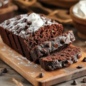 To make my rich and moist Double Chocolate Zucchini Bread, you'll need these main ingredients: - 1 cup grated zucchini (about 1 medium zucchini) - 1 cup all-purpose flour - 1/2 cup unsweetened cocoa powder - 1 cup granulated sugar - 1/2 cup brown sugar, packed - 1/2 cup vegetable oil - 2 large eggs - 1 teaspoon vanilla extract - 1 teaspoon baking soda - 1/2 teaspoon baking powder - 1/2 teaspoon salt - 1 cup chocolate chips (semi-sweet or dark) These ingredients work together to create a moist and flavorful bread. The zucchini adds moisture while cocoa powder and chocolate chips give it a deep, rich taste. You can customize your Double Chocolate Zucchini Bread with some optional ingredients: - 1/2 cup chopped walnuts or pecans - A sprinkle of powdered sugar for serving - A dollop of whipped cream for extra indulgence Adding nuts gives the bread a nice crunch. The powdered sugar or whipped cream makes for a lovely presentation. To prepare this delicious bread, gather these tools: - Mixing bowls - Whisk - Rubber spatula - Grater for zucchini - Measuring cups and spoons - 9x5 inch loaf pan Having the right tools helps the process go smoothly. Ensure that your oven is preheated to 350°F (175°C) before you start mixing. Check out the Full Recipe for step-by-step instructions. First, grab your zucchini. Wash it well and remove the ends. Use a grater to shred it finely. You need about one cup of grated zucchini, which is roughly one medium-sized zucchini. Place the zucchini in a mixing bowl. Add the vegetable oil, granulated sugar, brown sugar, eggs, and vanilla extract. Use a whisk to mix everything together until it's smooth and well combined. In another bowl, sift together the all-purpose flour, cocoa powder, baking soda, baking powder, and salt. This step helps to aerate the flour and remove lumps. Make sure the dry mix is even. Gradually fold this dry mixture into your wet ingredients. Be gentle; stir until just combined. If you overmix, your bread may become tough. Now it's time to bake. Preheat your oven to 350°F (175°C). Grease and flour a 9x5 inch loaf pan or line it with parchment paper for easy removal. Pour your batter into the pan and smooth the top with a spatula. Bake for 50-60 minutes, or until a toothpick inserted in the center comes out clean. Once done, let it cool in the pan for 10 minutes. Then transfer it to a wire rack to cool completely. Enjoy this rich and moist delight with friends or family! For the complete recipe, check out the Full Recipe section above. Grating zucchini is simple, but a few tips help. Start by washing the zucchini well. Use a box grater or a food processor for speed. Grate the zucchini using the largest holes. This gives a better texture. After grating, place the zucchini in a clean towel. Squeeze out the extra water. This step keeps your bread from getting soggy. You want your zucchini to blend in, not swim in liquid. Always preheat your oven to 350°F (175°C). This helps the bread rise well. Use a 9x5 inch loaf pan for best results. Bake for 50 to 60 minutes. Check doneness by inserting a toothpick. If it comes out clean, the bread is ready. If you notice the top is getting too dark, cover it with foil. This keeps it from burning while baking through. One common mistake is overmixing the batter. Mix just until combined for a light texture. Another mistake is not measuring ingredients properly. Use dry measuring cups for flour and cocoa. Always level them off for accuracy. If you skip the water squeeze from the zucchini, your bread may turn mushy. Follow the recipe closely for the best outcome. For the full recipe, check the details above. {{image_2}} If you want a healthier twist, try using whole wheat flour. It adds fiber and nutrients. You can also swap out granulated sugar for healthier options like honey or maple syrup. These sweeteners can boost flavor while cutting refined sugar. For a lower-calorie option, consider using a sugar substitute like stevia. Just remember to check the conversion ratio. Adding spices can change the taste of your bread. Cinnamon, nutmeg, or even a touch of cayenne can add warmth. You might also consider adding extracts, like almond or coffee, to enhance the chocolate flavor. Each spice or extract can bring a unique touch to the classic recipe. If you're gluten-free, replace all-purpose flour with almond or coconut flour. These options provide a different texture and flavor. For those avoiding dairy, use coconut oil instead of vegetable oil. You can also use dairy-free chocolate chips to keep it creamy without the milk. These swaps allow everyone to enjoy this treat! Check out the Full Recipe for details on making this delicious bread. To keep your Double Chocolate Zucchini Bread fresh, store it in an airtight container. This method helps lock in moisture. You can also wrap it tightly in plastic wrap or aluminum foil. Always make sure it cools completely before wrapping. This prevents moisture from building up and making the bread soggy. If you want to freeze your bread, slice it first. This makes it easy to grab just what you need. Wrap each slice in plastic wrap, then place them in a freezer bag. Your bread can last up to three months in the freezer. When you’re ready to enjoy it, simply thaw the slices in the fridge overnight. You can also microwave them for about 15 seconds for a quick treat. When stored properly, Double Chocolate Zucchini Bread stays tasty for about five days at room temperature. If you refrigerate it, it can last up to a week. Always check for signs of spoilage. Look for mold, a sour smell, or an off taste. If any of these signs appear, it’s best to discard the bread. Enjoy your delicious treat while it’s fresh! You cannot see zucchini in the bread. Grated zucchini blends into the batter. It adds moisture and keeps the bread soft. When you bake it, the zucchini flavor is subtle. You mainly taste the rich chocolate. This makes it perfect for those who may not like vegetables. To boost the chocolate flavor, use more cocoa powder or chocolate chips. You can add an extra 1/4 cup of cocoa in the dry mix. Try using dark chocolate chips; they have a bolder taste. You can also melt some chocolate and mix it into the batter. This will give your bread an even richer chocolate experience. Yes, you can make this bread ahead of time. Bake it, let it cool, and wrap it well. Store it in the fridge for up to a week. You can also freeze it for up to three months. When ready to eat, just thaw it and warm slices in the oven. This makes it easy to enjoy a tasty treat anytime! For the full recipe, check out the details above. Double chocolate zucchini bread is easy and fun to make. We covered the main ingredients, mixing wet and dry elements, and the baking process. Tips will help you avoid mistakes and perfect your recipe. Exploring variations keeps things exciting, from healthy swaps to new flavors. Proper storage ensures your tasty bread lasts longer and stays fresh. With these steps, you can bake a delicious and moist treat. Enjoy your baking journey and share your creations with others!