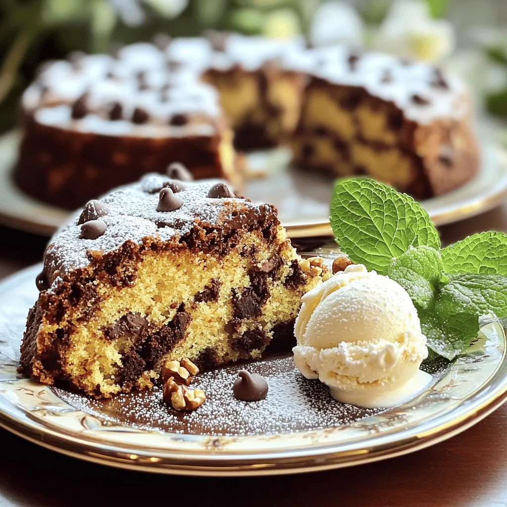 The best chocolate chip cake starts with quality ingredients. Here’s what you need: - 1 ¾ cups all-purpose flour - 1 cup granulated sugar - ½ cup brown sugar, packed - ½ cup unsalted butter, softened - 3 large eggs - 1 teaspoon vanilla extract - 1 teaspoon baking powder - ½ teaspoon baking soda - ½ teaspoon salt - 1 cup buttermilk - 1 cup semi-sweet chocolate chips - ½ cup chopped walnuts (optional) Using these ingredients ensures your cake is soft and rich. The mix of sugars gives depth to the flavor. Butter adds moisture, while eggs help the cake rise. Buttermilk makes the cake tender. You can use walnuts for a nice crunch, but they’re not needed. For a great result, measure your ingredients carefully. I recommend using a kitchen scale for precision. This chocolate chip cake is sure to impress. You’ll find the full recipe at the end of this section. Let’s get baking! Follow these clear steps to make your chocolate chip cake. - Preheat oven and prepare baking pan: Start by preheating your oven to 350°F (175°C). Grease and flour a 9x13 inch baking pan or two 9-inch round pans. This step helps the cake come out easily. - Cream butter and sugars, then add eggs and vanilla: In a big bowl, cream together the softened butter, granulated sugar, and brown sugar until it looks light and fluffy. Add the eggs one at a time, mixing well after each. Then, stir in the vanilla extract until everything is combined. - Combine dry ingredients and alternate with buttermilk: In another bowl, whisk together the flour, baking powder, baking soda, and salt. Slowly add this dry mix to the wet mixture, alternating with buttermilk. Start and end with the dry mix. Mix just until everything is combined. - Fold in chocolate chips and walnuts: Now, gently fold in the chocolate chips and walnuts, if you choose to use them. Be careful not to overmix; we want those chocolate chips to be evenly spread but not crushed. - Bake and cool the cake: Pour the batter into your prepared pan(s). Smooth the top with a spatula. Bake in the oven for 25 to 30 minutes. To check if it’s done, insert a toothpick in the center; it should come out clean. Once baked, cool the cake in the pan for 10 minutes, then transfer it to a wire rack. Let it cool completely before adding any frosting. For the complete details, you can check the full recipe. Enjoy your baking adventure! - Temperature of ingredients: Use room temperature eggs and butter. It makes mixing easier and helps the cake rise better. Cold ingredients can make the cake dense. - Using room temperature eggs and butter: Let your eggs and butter sit out for 30 minutes before mixing. This step helps create a light and fluffy texture. - Proper mixing technique to avoid overmixing: Mix just until ingredients blend. Overmixing can lead to a tough cake. Stop mixing as soon as you see no dry flour. - Classic buttercream recipe: Beat 1 cup of softened butter with 4 cups of powdered sugar. Add 2-4 tablespoons of milk and 1 teaspoon of vanilla. Mix until smooth and creamy. - Cream cheese frosting option: Blend 8 ounces of softened cream cheese with ½ cup of softened butter. Add 4 cups of powdered sugar and 1 teaspoon of vanilla. This frosting pairs well with the cake's sweetness. - Serving suggestions for added flavor: Serve slices with a scoop of vanilla ice cream. Add a drizzle of chocolate sauce or sprinkle some chopped nuts on top for more texture. For more detailed instructions, check the Full Recipe. {{image_2}} You can change the flavor of the best chocolate chip cake easily. Here are some fun ideas: - Different Types of Chocolate: Try using dark or white chocolate chips for new tastes. Dark chocolate gives a rich flavor, while white chocolate adds sweetness. - Incorporating Spices: Add spices like cinnamon or nutmeg for warmth. A dash can make your cake feel cozy and special. - Gluten-Free Alternatives: Use almond flour instead of all-purpose flour. This option makes it gluten-free and gives a nutty taste. You can also customize the cake to fit different diets: - Dairy-Free Options: Swap out regular milk for plant-based milk. Almond or oat milk works great here and keeps the cake moist. - Nut-Free Variations: If you want a nut-free cake, just leave out the walnuts. The cake will still be delicious and chocolatey. - Alternative Sweeteners: For health-conscious bakers, use honey or agave nectar instead of sugar. This change can cut down on refined sugars. These variations and customizations let you make the best chocolate chip cake your own. For the full recipe, check out the link provided! To keep your chocolate chip cake fresh, store it in a cool, dry place. Use an airtight container to prevent moisture loss. A cake dome works well too. If you want to freeze it, wrap slices in plastic wrap, then place them in a freezer bag. This helps to lock in flavor. At room temperature, the cake stays fresh for about three days. If you keep it in the fridge, it can last up to a week. Remember to check for any signs of spoilage before serving. Enjoy your cake longer by following these tips! Can I make this cake ahead of time? Yes, you can make this cake a day before. Just store it in an airtight container. If you want to frost it, do that just before serving. What is the best way to ensure my cake rises? Use fresh baking powder and baking soda. Make sure your oven is preheated and don’t open the door while baking. Also, room temperature eggs help a lot. Can I substitute ingredients for dietary restrictions? Yes! You can use almond milk instead of buttermilk. For a gluten-free option, try almond flour. You can also use coconut oil in place of butter. Is this recipe easy for beginner bakers? Absolutely! This recipe is simple and straightforward. The steps are clear, and it’s hard to mess up. Just take your time and follow the steps. How do I know when the cake is done baking? Insert a toothpick into the center. If it comes out clean, the cake is done. If it has batter on it, bake for a few more minutes. This blog post covered everything you need for a great chocolate chip cake. We listed the key ingredients and provided detailed steps. You learned tips for baking success and explored fun variations. Proper storage can keep your cake fresh, and we answered common questions to help you bake with confidence. Now, it’s time for you to enjoy baking. Get creative and make your own delicious cake today!