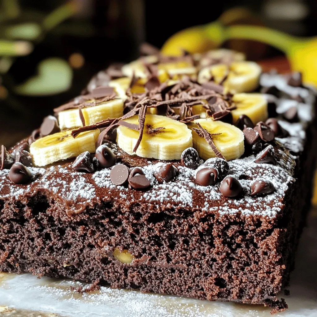 - 1 cup ripe bananas, mashed - 1 cup unsweetened applesauce - 1/2 cup granulated sugar - 1/4 cup brown sugar, packed - 1/2 cup vegetable oil or melted coconut oil - 2 large eggs - 1 teaspoon vanilla extract - 1 1/2 cups all-purpose flour - 1/2 cup unsweetened cocoa powder - 1 teaspoon baking soda - 1/2 teaspoon baking powder - 1/4 teaspoon salt - 1/2 cup chocolate chips (optional) Gather all these ingredients before you start. The ripe bananas and applesauce give the cake its moist texture. You can use two large bananas to make one cup of mashed bananas. The sugars add sweetness and depth to the flavor. Using vegetable oil or coconut oil keeps the cake soft. The eggs help bind everything together. The vanilla extract adds a lovely aroma. For the dry mix, all-purpose flour and cocoa powder create the cake's body and rich chocolate taste. Baking soda and baking powder ensure the cake rises well. Finally, if you like chocolate, add the chocolate chips for an extra treat. They melt in the cake and create gooey pockets of chocolate. Don't forget to check the [Full Recipe] for exact amounts and tips! - Mixing bowls - Whisk and spatula - 9-inch round cake pan - Parchment paper (optional) - Toothpick Having the right tools makes baking easier. Mixing bowls are essential for combining ingredients. A whisk helps blend the wet ingredients smoothly. A spatula is perfect for scraping the bowl and folding in dry ingredients. The 9-inch round cake pan is ideal for this recipe. You can use parchment paper to line the pan for easy cake removal. A toothpick tests if the cake is done. Just insert it into the center; if it comes out clean, your cake is ready! With everything ready, you are all set to bake a delicious Chocolate Banana Applesauce Cake! - Preheat your oven to 350°F (175°C). - Grease and flour a 9-inch round cake pan or use parchment paper. This helps the cake come out easily. - In a large bowl, combine the mashed bananas, applesauce, granulated sugar, brown sugar, vegetable oil, two eggs, and vanilla extract. - Whisk until the mixture is smooth and well blended. - In another bowl, whisk together the all-purpose flour, cocoa powder, baking soda, baking powder, and salt. - Make sure there are no lumps. This step helps the cake rise well. - Gradually add the dry ingredients to the wet mixture. - Gently fold in chocolate chips if you want extra chocolate flavor. - Pour the batter into your prepared cake pan. - Bake for 25-30 minutes. Check if it's done by inserting a toothpick; it should come out clean. - Let the cake cool in the pan for 10 minutes. - Transfer it to a wire rack to cool completely. This prevents sogginess. To get a soft and fluffy cake, avoid overmixing the batter. Mix just until you see no dry flour. A few lumps are okay! Also, make sure your ingredients are at room temperature. This helps them blend better and gives a nice rise. For a sweeter cake, use overripe bananas. They are softer and add more flavor. You can also add spices like cinnamon or nutmeg. These spices bring warmth and depth to your cake, making it even more delicious. Make your cake look extra special by dusting it with powdered sugar. This simple touch adds elegance. You can also garnish with banana slices or chocolate shavings. These additions make each slice pop and look inviting. {{image_2}} You can make a few swaps to boost your cake's health. First, try using pureed pumpkin instead of applesauce. This change adds a different flavor and keeps the cake moist. Second, swap all-purpose flour for whole wheat flour. Whole wheat flour adds fiber and nutrients. Your cake will still taste great! Want to make your cake even better? Think about adding some mix-ins. Nuts add crunch and healthy fats. You can use walnuts or pecans for a nice bite. Dried fruits like raisins or cranberries also work well. They give a sweet burst in every slice. Don’t forget about chocolate chips! Try different kinds like dark, milk, or even white chocolate. Frosting can change the whole cake experience. A simple cream cheese frosting is a great choice. It adds a tangy flavor that goes well with chocolate. If you want something richer, use chocolate ganache. Ganache is made from chocolate and cream, and it gives a smooth finish. Just pour it over the cooled cake for a delicious treat. To keep your cake fresh, store it in an airtight container at room temperature. This method works well for a day or two. If you want it to last longer, refrigerate it. The cold will help maintain its moisture and taste. Freezing is a great option for longer storage. To freeze individual slices, wrap each one in plastic wrap, then place them in a freezer bag. This keeps them fresh and prevents freezer burn. When you're ready to enjoy a slice, simply take it out and let it thaw at room temperature. For the best taste, avoid using a microwave, as it can change the cake's texture. At room temperature, the cake has a shelf life of about three days. To keep it fresh, always store it in an airtight container. If you refrigerate it, it can last up to a week. Remember, the key to maintaining flavor and moisture is proper storage. Yes, just make sure to thaw and drain excess liquid. Frozen bananas can work well. They often become very soft, which makes them easy to mash. This adds great flavor to your cake. Use flax eggs or unsweetened applesauce as egg replacements. For a flax egg, mix one tablespoon of ground flaxseed with three tablespoons of water. Let it sit for a few minutes until it thickens. This method keeps your cake moist and yummy. Insert a toothpick into the center; it should come out clean. If it has wet batter on it, bake for a few more minutes. Keep an eye on the time, but trust your toothpick! Yes, substitute with a gluten-free flour blend and adjust baking time. Gluten-free blends can vary, so check the package for the best results. Your cake will still taste great! It can last up to 3 days at room temperature and about a week in the refrigerator. Store it in an airtight container to keep it moist. If you want it to last longer, consider freezing it. Check the full recipe for detailed instructions and ingredient measurements. It has everything you need to make this cake perfect! You now have a clear path to making a delicious cake. We discussed the key ingredients, necessary kitchen tools, and step-by-step instructions. I shared tips for perfect texture and great flavor. You learned about fun variations and proper storage methods. Cake baking is simple and rewarding. Enjoy making this treat and share it with friends and family. Happy baking, and remember: practice makes perfect!