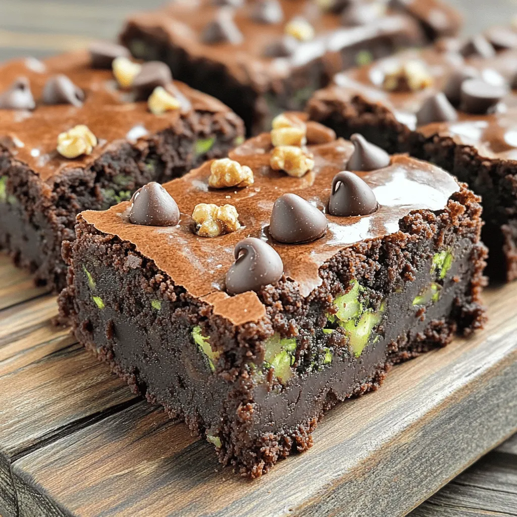 To make these brownies shine, you need simple yet key ingredients. Here’s what you’ll need: - 1 cup all-purpose flour - 1/2 cup unsweetened cocoa powder - 1 teaspoon baking powder - 1/2 teaspoon baking soda - 1/4 teaspoon salt - 1/2 cup granulated sugar - 1/2 cup brown sugar, packed - 1/2 cup vegetable oil - 1/2 cup sour cream - 2 large eggs - 1 teaspoon vanilla extract - 1 cup grated zucchini (about 1 medium zucchini) - 1/2 cup semi-sweet chocolate chips - 1/4 cup chopped walnuts (optional) These ingredients work together to create a rich and moist texture. The zucchini adds a subtle flavor and keeps the brownies tender. You can customize your brownies with fun add-ins or swaps. If you want to change things up, consider these options: - Chocolate chips: Swap semi-sweet for milk or dark chocolate chips. - Nuts: Use pecans or almonds instead of walnuts. - Sweeteners: Replace some sugar with honey or maple syrup for a different taste. - Dairy-free: Use coconut cream instead of sour cream if you prefer. These adjustments can enhance flavors or meet dietary needs, making your brownies even more special. Using high-quality ingredients makes a big difference in your baking. Fresh zucchini provides moisture and flavor. Choose ripe, flavorful zucchini for the best results. For cocoa powder, select a brand with rich, dark chocolate notes. The type of sugar you use also affects the brownies' texture. Brown sugar adds depth and moisture, while granulated sugar gives a nice structure. When you focus on quality, you elevate your baking. This care shines through in every bite of your moist sour cream zucchini brownies. For the complete recipe, refer to [Full Recipe]. Start by preheating your oven to 350°F (175°C). Grease an 8x8 inch baking dish and line it with parchment paper. This helps you lift out the brownies easily. In a medium bowl, mix the flour, cocoa powder, baking powder, baking soda, and salt. This is your dry mix. In a large bowl, combine the granulated sugar, brown sugar, and vegetable oil. Mix these ingredients until smooth. Next, add the sour cream, eggs, and vanilla extract. Whisk until everything is well blended. Now, slowly add the dry mix to the wet mix. Stir just until combined. You don’t want to overmix! Gently fold in the grated zucchini, semi-sweet chocolate chips, and walnuts if you choose to use them. This batter will be thick and rich. Pour the batter into your prepared baking dish. Use a spatula to smooth the top evenly. Place the dish in the oven and bake for 25 to 30 minutes. You can check if they're done by inserting a toothpick in the center. If it comes out with a few moist crumbs, they are ready! After baking, let the brownies cool in the pan for about 10 minutes. Carefully lift them out using the parchment paper. Transfer the brownies to a wire rack to cool completely. Once cooled, cut them into squares. These brownies are great on their own or served with ice cream. Enjoy the rich, moist goodness of your creation! For the full recipe, check out the detailed instructions above. To get that rich, moist texture, use fresh zucchini. Grate it finely and squeeze out excess water. This keeps your brownies soft. The sour cream adds creaminess that enhances the flavor. Always measure your ingredients accurately. Too much flour or cocoa can dry them out. One common mistake is overmixing the batter. Mix until just combined to keep brownies fudgy. Another mistake is baking too long. Check for doneness with a toothpick. It should have a few moist crumbs, not clean. Also, don't skip the parchment paper. It makes removing brownies easy. Store your brownies in an airtight container. This keeps them fresh for up to five days. You can also freeze them for longer storage. Wrap brownies well in plastic wrap, then place them in a freezer bag. To reheat, microwave for 10-15 seconds. This brings back their warm, gooey goodness. You can also enjoy them cold with a scoop of ice cream on top. For the full recipe, you can check the section above. {{image_2}} You can make these brownies gluten-free. Swap out the all-purpose flour for a gluten-free blend. Ensure the blend includes a binding agent like xanthan gum. This keeps your brownies from being too crumbly. The taste remains rich and delicious. To make a vegan version, replace the eggs with flax eggs. Mix 1 tablespoon of ground flaxseed with 2.5 tablespoons of water for each egg. You can also substitute sour cream with plant-based yogurt. This keeps the brownies moist and tasty without using animal products. Add fun flavors to your brownies! Consider these extras: - 1/2 cup of peanut butter or almond butter for a nutty taste. - 1 teaspoon of instant coffee to enhance the chocolate flavor. - 1/2 cup of shredded coconut for a tropical twist. These additions make your brownies unique and exciting. You can find the full recipe in the main section. To keep your Moist Sour Cream Zucchini Brownies fresh, store them in an airtight container. Place a piece of parchment paper between layers to avoid sticking. This will help them stay soft and tasty. Keep the container in a cool, dry place. If your kitchen is warm, the fridge is a good option, too. Just let the brownies come to room temperature before serving. You can freeze these brownies for later enjoyment. First, let the brownies cool completely. Cut them into squares. Wrap each square tightly in plastic wrap or foil. Then, place the wrapped brownies in a freezer-safe bag or container. They can last up to three months in the freezer. When you're ready to eat them, thaw at room temperature or pop them in the microwave for a quick warm-up. These brownies stay fresh for about four to five days at room temperature. In the fridge, they can last up to a week. To ensure they stay moist, avoid exposing them to air. If you notice any signs of drying out, a slice of bread in the container can help keep them soft. Remember, the key to great brownies is keeping them well-stored. Try to enjoy them while they are at their best! For the full recipe, check out the details above. Yes, you can use frozen zucchini. Just make sure to thaw it first. Squeeze out extra water using a clean cloth or paper towel. This step helps keep your brownies from becoming soggy. To cut brownies neatly, use a sharp knife. Dip the knife in hot water, then wipe it dry. Make clean cuts for even squares. This method helps prevent sticking and crumbles. Brownies are done when a toothpick inserted in the center comes out with a few moist crumbs. If it comes out wet, bake a few more minutes. Keep an eye on them to avoid overbaking. Absolutely! You can add nuts or chocolate chips for extra flavor. I like to use semi-sweet chocolate chips. They blend well with the rich taste of the brownies. Store leftover brownies in an airtight container at room temperature. They stay fresh for about three days. For longer storage, place them in the fridge to extend their shelf life. Yes, you can make egg-free brownies. Use a flaxseed meal or applesauce as a substitute. For each egg, mix one tablespoon of flaxseed meal with three tablespoons of water. Let it sit until thickened. The sour cream and zucchini add moisture to the brownies. This combination creates a rich, tender texture. It also adds a hint of flavor without overpowering the chocolate. Grease the baking dish and line it with parchment paper. This step helps the brownies lift out easily. After cooling, use the parchment to pull them out without damage. For the full recipe, check out the details above! In this post, we explored how to make moist sour cream zucchini brownies. We covered key ingredients, preparation steps, and essential tips. You learned the importance of using quality ingredients for the best flavor. We also shared storage tips and discussed variations, like gluten-free and vegan options. Remember, great brownies need careful baking and proper storage. With these tips, you can make a delicious batch every time. Enjoy baking, and share these treats with friends and family!