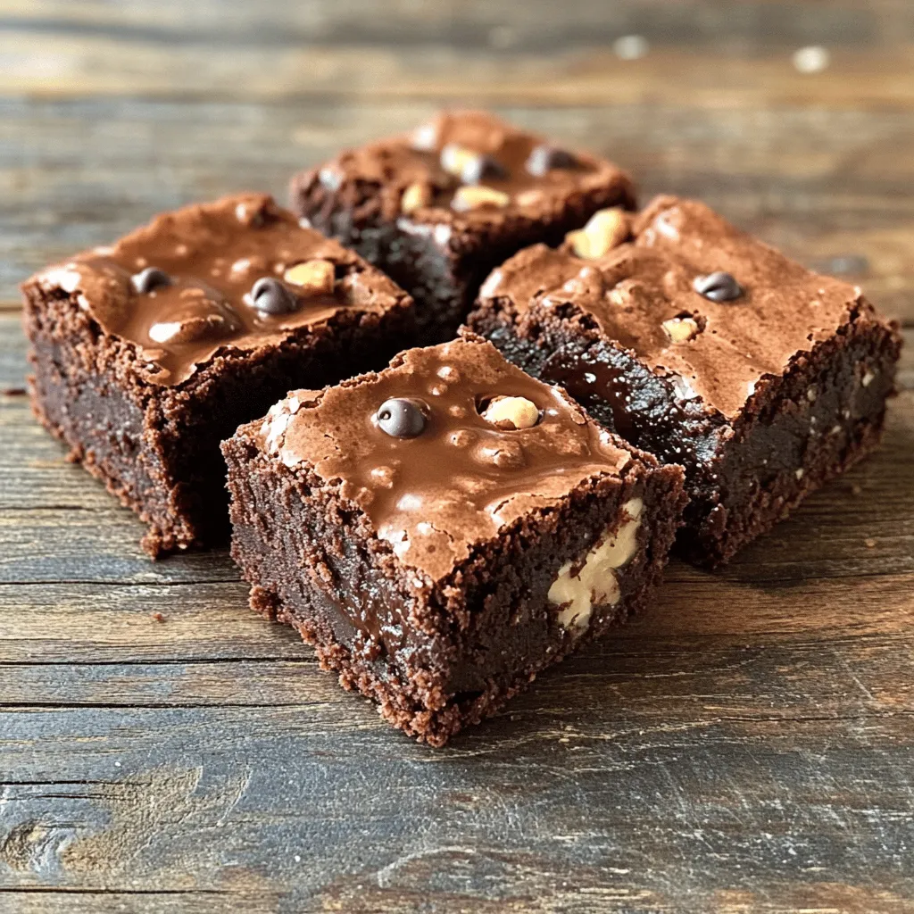To create the best almond flour brownies, you need a few key ingredients. These ingredients work together to give the brownies a rich and decadent taste. Here’s what you need: - 1 cup almond flour - 1/2 cup cocoa powder - 1/2 cup maple syrup - 1/4 cup coconut oil, melted - 3 large eggs - 1 teaspoon vanilla extract - 1/2 teaspoon baking powder - 1/4 teaspoon salt - 1/2 cup dark chocolate chips - 1/4 cup chopped walnuts (optional) Using almond flour makes these brownies gluten-free. Almond flour adds a nutty flavor and a moist texture. If you want to boost the flavor and texture, you can add a few optional ingredients. These help create a unique twist on the classic brownie. Here are some fun options: - 1/4 cup of shredded coconut - 1/4 cup of peanut butter or almond butter - 1 teaspoon of espresso powder - A pinch of sea salt on top These additions can enhance the taste and make your brownies even more special. Almond flour offers many health benefits. It is a great alternative to regular flour. Here are some key benefits to consider: - Low in carbs: Almond flour has fewer carbs than wheat flour. - Rich in protein: Almonds contain a good amount of protein, which is great for muscle health. - High in fiber: The fiber in almond flour helps with digestion. - Packed with vitamins and minerals: Almond flour is rich in vitamin E and magnesium. Choosing almond flour makes your brownies not only delicious but also a healthier option. For the full recipe, see the section above. First, I preheat the oven to 350°F (175°C). Next, I grab an 8x8 inch baking pan. I grease it lightly or line it with parchment paper. This step helps with easy removal later. In a large mixing bowl, I add the almond flour, cocoa powder, baking powder, and salt. I use a whisk to mix them until they blend well. This creates a nice base for my brownies. Now, I take a separate bowl for the wet mix. I combine the maple syrup, melted coconut oil, eggs, and vanilla extract. I whisk these ingredients together until they are smooth and creamy. This mixture adds moisture to the brownies. Next, I pour the wet ingredients into the dry mix. I stir them together gently. It’s important not to overmix; I just want to combine them. Then, I fold in the dark chocolate chips and walnuts if I choose to use them. I then pour the brownie batter into my prepared pan. I spread it out evenly with a spatula. I place the pan in the oven and bake for 20-25 minutes. I check for doneness by inserting a toothpick into the center. It should come out with a few moist crumbs. After baking, I let the brownies cool in the pan for about 10 minutes. Then, I transfer them to a wire rack to cool completely. This step is crucial for cutting neat squares. Once cool, I slice them into portions and enjoy! For the full recipe, you can refer back to my earlier notes. To get that rich and fudgy texture, don’t overmix. Mix your wet and dry ingredients until they just blend. This keeps the brownies soft. Bake them at the right temperature, 350°F (175°C), for 20-25 minutes. A toothpick should come out with a few moist crumbs. If it comes out clean, you may have overbaked. If you need a gluten-free treat, almond flour is perfect. You can swap maple syrup for honey or agave for sweetness. For a dairy-free option, use coconut oil and dairy-free chocolate chips. If you're allergic to nuts, try oat flour or all-purpose flour instead. Just remember, the texture may change a bit. One common mistake is not measuring the almond flour correctly. Too much can make brownies dry. Also, make sure your oven is calibrated. An incorrect oven temperature can lead to uneven baking. Don't skip cooling the brownies before cutting. This helps them hold their shape better. Following these tips will help you make the best chocolatey delights. For the full recipe, check out the complete guide! {{image_2}} You can easily make these brownies gluten-free and dairy-free. Almond flour is naturally gluten-free, so you’re already on the right track. For dairy-free options, use dairy-free chocolate chips. This simple swap keeps your brownies rich while meeting dietary needs. Want to switch up the flavor? Try adding a few drops of mint extract for a refreshing twist. If you love peanut butter, mix in a half cup of creamy peanut butter. This gives your brownies a nutty flavor that pairs well with chocolate. You can also experiment with extracts like almond or coconut for extra fun. Add-ins can take your brownies to the next level. Chopped walnuts or pecans add crunch and flavor. You can also try seeds like chia or flax for a healthy boost. For a sweet surprise, toss in some dark chocolate chunks or even dried fruit. Each add-in creates a unique taste experience, making your brownies even more enjoyable. To keep your leftover brownies fresh, place them in an airtight container. You can layer them with parchment paper to avoid sticking. Store at room temperature for about three days. If you want to keep them longer, refrigeration is a good option. Just make sure to wrap them well to avoid drying out. If you want to save brownies for later, freezing is a great choice. First, let the brownies cool completely. Then, cut them into squares. Wrap each square tightly in plastic wrap. Place the wrapped brownies in a freezer-safe bag or container. They can last for up to three months in the freezer. When you're ready to eat them, just take out what you need. To enjoy brownies warm, preheat your oven to 350°F (175°C). Place the brownies on a baking sheet. Heat them for about 10 minutes. You can also use a microwave for quick heating. Just place a brownie on a microwave-safe plate and heat for 20-30 seconds. This will make them soft and gooey again. Enjoy your delicious treats! You can use regular flour, but it changes the texture. Almond flour makes brownies soft and moist. Regular flour gives a denser, more cake-like result. If you want to try it, use a 1:1 ratio. Just remember, the taste and texture will differ. Almond flour brownies are rich and fudgy. They have a nutty flavor that adds depth. Traditional brownies use wheat flour, which can make them lighter. Almond flour gives a unique texture that many love. You might find almond flour brownies more satisfying. Yes, almond flour brownies can be healthier. Almond flour has more protein and healthy fats. It also has fewer carbs than regular flour. This makes almond flour brownies a good option for low-carb diets. Plus, they are often gluten-free, which is great for those with sensitivities. If your brownies are dry, a few fixes exist. First, check your baking time. Overbaking is a common mistake. If they are dry, try adding a bit more moisture. You can add a tablespoon of maple syrup or a splash of coconut oil. This will help soften them. Another tip is to store them in an airtight container with a slice of bread. The bread adds moisture and keeps the brownies soft. For the full recipe to make these delicious brownies, check out the [Full Recipe]. In this guide, we explored key ingredients for almond flour brownies and their benefits. We outlined simple steps to make rich, chewy brownies that suit many diets. You can also customize your recipe with fun variations and tips. Remember, storage is key to keeping your brownies fresh. Almond flour brownies can be healthy, too. So, get ready to enjoy a delicious treat that nourishes your body and satisfies your sweet tooth.