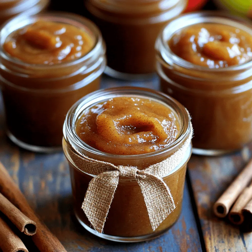 - 6 cups of peeled, cored, and chopped apples - 2 cups of granulated sugar - 1 tablespoon of cinnamon - 1/2 teaspoon of nutmeg - 1/4 teaspoon of allspice - 1/4 teaspoon of cloves - 1 teaspoon of vanilla extract - 1 tablespoon of lemon juice - 1/2 cup of water You need the right apples for this recipe. I suggest using tart apples. They bring balance to the sweetness. You can use 6 cups of peeled, cored, and chopped apples. Granny Smith apples are great. Honeycrisp apples give a sweet twist. Fuji apples are sweet and juicy too. - Granny Smith - Honeycrisp - Fuji If you want to change things up, you can swap sweeteners. Try honey or maple syrup instead of sugar. You can also use dried spices. They work just as well as fresh ones. Just use a little less. - Alternative sweeteners - Using fresh vs. dried spices This recipe is flexible. You can adjust it to suit your taste. Let your creativity flow! - Preparing the apples Start by peeling, coring, and chopping six cups of apples. I love using Granny Smith or Honeycrisp for their great flavor. Aim for small pieces to help them cook evenly. - Mixing initial ingredients In a large pot, mix the chopped apples with 1/2 cup of water, 1 tablespoon of lemon juice, and 2 cups of granulated sugar. Stir until everything is well combined. - Simmering the apple mixture Place the pot over medium heat. Let the mixture simmer. As the apples soften, stir often to stop them from sticking to the bottom. This should take about 15-20 minutes. - Pureeing the apples When the apples are soft, it's time to puree them. I recommend using an immersion blender for ease. If you don't have one, carefully transfer the mixture to a regular blender in batches. Blend until smooth. - Adding spices Pour the pureed apples back into the pot. Add 1 tablespoon of cinnamon, 1/2 teaspoon of nutmeg, 1/4 teaspoon of allspice, 1/4 teaspoon of cloves, and 1 teaspoon of vanilla extract. Stir well to mix in all the spices. - Reducing and thickening Lower the heat and let the apple mixture simmer uncovered for 1.5 to 2 hours. Stir occasionally. This helps the apple butter thicken and gain rich flavors. To check thickness, place a spoonful on a plate. It should hold its shape. Enjoy making this heartwarming traditional apple butter! For the full recipe, check the details above. To make your apple butter shine, balance sweet and spicy. I suggest using less sugar if your apples are very sweet. For a deeper flavor, add more spices like cinnamon and nutmeg. Different apples bring unique tastes. For example, Granny Smith offers tartness, while Honeycrisp adds sweetness. Mix and match to find your favorite blend. Thick apple butter is the goal. To test thickness, place a spoonful on a plate. If it holds its shape, you’re ready. If not, let it simmer longer. Stir often to prevent burning. If you notice sticking, lower the heat. Good stirring helps keep it even. Jarring your apple butter can be fun. Use small glass jars and tie them with rustic ribbons. A simple label makes it personal. For serving, pair it with warm bread or toast. It also goes well with cheese or even pancakes. Your guests will love these tasty combinations! {{image_2}} You can play with flavors in apple butter. Adding fruits like pears or cranberries brightens the taste. Just chop them up and mix them in when cooking. They add sweetness and a unique twist. Another fun idea is to spike your apple butter with bourbon. Just a splash can give it a warm, rich flavor. This works well for adult gatherings. If you want a sugar-free option, use a sweetener like stevia or erythritol. They can replace sugar without losing taste. For vegan-friendly options, skip the honey if a recipe calls for it. This makes it perfect for everyone. Apple butter is not just for toast. You can mix it into baked goods like muffins or pancakes for extra flavor. It makes a great filling for pastries too. Use it as a dip for fresh fruits or spread it on your favorite bread. The full recipe shows you how to make this delightful treat. To keep your apple butter fresh, use proper sealing. Transfer the cooled apple butter into clean, sterilized jars. Seal each jar tightly. Store the jars in the fridge. When sealed well, it can last for about three weeks. To can apple butter safely, you need to use hot water bath canning. Fill sterilized jars with hot apple butter, leaving about a quarter-inch headspace. Wipe the rims clean and seal them with lids. Process jars in boiling water for about ten minutes. Use proper canning jars and equipment to ensure safety. Freezing is a great way to store apple butter long-term. Use freezer-safe containers or bags. Leave some space in the container since apple butter expands when frozen. For best taste, use it within a year. When you're ready to use it, thaw in the fridge overnight. Enjoy it on toast or in recipes! Homemade apple butter can last for several weeks in the fridge. Store it in clean, airtight jars. If you keep it sealed well, it can stay fresh for up to three weeks. For longer storage, consider canning or freezing it. Yes, you can make apple butter without sugar. You might use natural sweeteners like honey or maple syrup. Just remember that the taste will change, and it may not be as sweet. Adjust to your taste as you cook. You can use a slow cooker for this recipe. Just follow the same steps to prepare the apples. Then, cook on low for 6 to 8 hours. Stir occasionally, and check for thickness as it cooks down. To check if your apple butter is done, use a spoon. Scoop some onto a plate and let it cool for a moment. If it holds its shape and does not run, it’s ready. If it's too runny, let it cook longer. Yes! You can add spices like ginger or cardamom for more flavor. Try adding some citrus zest for a fresh twist. Be creative and adjust based on your taste preferences. Mix and match until it feels just right. For the complete recipe, check out the Full Recipe section for all the steps and tips! In this post, we covered everything about making apple butter. We looked at key ingredients, helpful tips, and cooking steps. We also shared ideas for variations and storage methods. Apple butter can be sweetened or flavored to suit your taste. Remember, experimenting with apples and spices can lead to your perfect mix. Enjoy sharing your homemade apple butter with family and friends. It’s a simple, rewarding project that brightens up any meal. Now, get cooking and have fun!