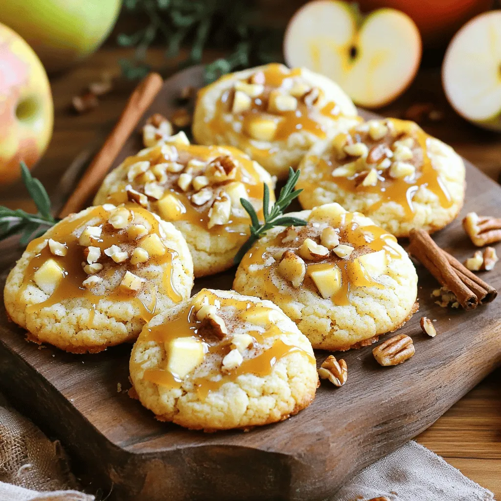 To create these delightful Apple Cider Cheesecake Cookies, gather the ingredients listed in the full recipe. You’ll need both common and special items to get that perfect fall flavor. Here’s what you must have: - 1 cup unsalted butter, softened - 1 cup cream cheese, softened - 1 ½ cups granulated sugar - 1 large egg - 1 teaspoon vanilla extract - 2 cups all-purpose flour - 1 teaspoon baking powder - 1 teaspoon ground cinnamon - ½ teaspoon ground nutmeg - ½ teaspoon salt - ½ cup apple cider - 1 cup caramel sauce (for drizzle) - ½ cup chopped nuts (walnuts or pecans) for topping These ingredients work together to create a rich, creamy cookie with a hint of apple and spice. If you want to boost the flavor, consider adding: - Extra cinnamon or nutmeg for warmth - A splash of maple syrup for sweetness - Diced apples for added texture These optional ingredients can take your cookies to the next level. Experiment and find what works best for your taste! Gather all your ingredients before you start. This makes cooking easier. You will need: - 1 cup unsalted butter, softened - 1 cup cream cheese, softened - 1 ½ cups granulated sugar - 1 large egg - 1 teaspoon vanilla extract - 2 cups all-purpose flour - 1 teaspoon baking powder - 1 teaspoon ground cinnamon - ½ teaspoon ground nutmeg - ½ teaspoon salt - ½ cup apple cider - 1 cup caramel sauce (for drizzle) - ½ cup chopped nuts (walnuts or pecans) for topping Make sure the butter and cream cheese are soft. This helps them blend better. Measure everything carefully for the best results. Let’s get started! Preheat your oven to 350°F (175°C). Line a baking sheet with parchment paper. This keeps your cookies from sticking. In a big bowl, cream the butter, cream cheese, and sugar together until it’s light and fluffy. This step is crucial; it adds air and makes your cookies soft. Then, beat in the egg and vanilla extract until mixed. In another bowl, whisk together the flour, baking powder, cinnamon, nutmeg, and salt. Gradually mix this dry mix into the wet mix. Alternate with the apple cider. Mix until just combined; don’t overmix or your cookies will be tough. Drop rounded balls of dough onto your baking sheet, leaving space between each cookie. Bake them for 12-15 minutes. You want the edges to be lightly golden. After baking, let them cool for about 5 minutes, then transfer to a wire rack. For soft cookies, watch the baking time closely. If you bake them too long, they become hard. Also, make sure not to overmix the dough. This keeps the cookies soft and chewy. Adding apple cider gives a nice flavor, but it can make the dough wet. So, if the dough feels too sticky, add a bit more flour. Lastly, drizzle caramel while the cookies are still warm. It helps the caramel stick better. Enjoy your perfect Apple Cider Cheesecake Cookies! For a full recipe, refer to the [Full Recipe]. When baking Apple Cider Cheesecake Cookies, it’s easy to make mistakes. Here are some common ones: - Overmixing the dough: This can lead to tough cookies. Mix until just combined. - Not measuring ingredients correctly: Use proper measuring cups for dry and wet ingredients. - Skipping the cooling time: Let cookies cool on the baking sheet. This helps them set. To make the best cookies, follow these tips: - Use room temperature ingredients: Softened butter and cream cheese mix better. - Chill the dough: If the dough feels too soft, chill it for 30 minutes. - Watch the baking time: Keep an eye on your cookies. They should be golden at the edges. Using the right tools makes a big difference. Here’s what you need: - Mixing bowls: A large bowl for mixing wet and dry ingredients. - Cookie scoop: This helps you portion the dough evenly. - Parchment paper: Line your baking sheet to prevent sticking. - Cooling rack: This allows air to circulate, helping cookies cool evenly. For the complete recipe, check out the Full Recipe. Enjoy baking these delightful treats! {{image_2}} You can make these cookies gluten-free easily. Use a gluten-free flour blend instead of all-purpose flour. Make sure your blend contains xanthan gum. This helps bind the cookies and keeps them soft. The taste remains delicious, and everyone can enjoy them. Adding spices can boost the flavor of your cookies. Consider adding ground ginger or allspice for a warm kick. You can also try extracts like almond or maple. These will give your cookies a unique twist. Mix these spices in when you add the dry ingredients for even distribution. Toppings make your cookies even more appealing. After cooling, drizzle caramel sauce over each cookie for sweetness. You can also sprinkle chopped nuts like walnuts or pecans for crunch. Try adding a dusting of powdered sugar for a pretty finish. For a fun touch, place apple slices on the platter with your cookies. Use the [Full Recipe] to create these delightful treats. To keep your Apple Cider Cheesecake Cookies fresh, store them in an airtight container. This helps prevent them from drying out. Place parchment paper between layers if you stack them. Keep your cookies at room temperature for a soft texture. If you want to save some cookies for later, freezing is a great option. First, let the cookies cool completely. Then, place them in a single layer on a baking sheet. Freeze them until firm, about an hour. Next, transfer the cookies to a freezer-safe bag or container. They can last up to three months in the freezer. These cookies are best eaten fresh but will last for about five days at room temperature. To reheat, pop them in the microwave for about 10-15 seconds. This will help bring back their soft and creamy texture. If you prefer, you can also enjoy them cold or at room temperature. For the full recipe, check the earlier section. Yes, you can! You might try using hard cider for a stronger flavor. Avoid ciders with added sugars. They may make your cookies too sweet. If you prefer, use unsweetened apple juice. It will give a nice apple taste without the alcohol. Just make sure to use the same amount as in the recipe. To stop your cookies from spreading, chill the dough before baking. Place it in the fridge for about 30 minutes. This helps the butter firm up. It’s also key to measure your flour properly. Too little flour can lead to flat cookies. Use a spoon to scoop and level your flour for best results. Drizzling caramel sauce is easy! Once your cookies cool, use a spoon for drizzling. You can also use a squeeze bottle for more control. Warm the caramel slightly to make it easier to drizzle. For a fun twist, you can mix some caramel into the dough. This adds flavor throughout the cookie. For the complete process, check the Full Recipe. You learned about making tasty apple cider cheesecake cookies. We covered essential ingredients, step-by-step instructions, and tips to avoid common mistakes. You can even explore different flavors and storage options. Remember, baking is fun and creative. Use these tips to perfect your cookies. Whether you share them or keep them for yourself, enjoy every delicious bite!