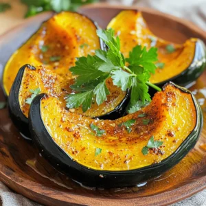 - 2 medium acorn squashes - 2 tablespoons olive oil - 1 teaspoon smoked paprika - 1 teaspoon garlic powder - ½ teaspoon ground cumin - ½ teaspoon ground cinnamon - Salt and pepper to taste - Fresh parsley, chopped for garnish - Optional: A pinch of cayenne pepper for heat When roasting squash, acorn squash shines. Its sweet, nutty flavor is hard to beat. Other great options include butternut, spaghetti, and delicata squash. Each brings its own taste and texture. Acorn squash has thick skin, which caramelizes nicely. This gives a lovely crunch that you will love. Plus, its shape is perfect for stuffing or serving as halves. Getting measurements right is key for great taste. For larger servings, multiply each ingredient. For instance, if cooking for eight, use four squashes and double the oil and spices. This keeps the flavor strong and balanced. Always check your measurements with measuring cups or spoons. Accurate amounts make sure every bite is as tasty as the first. First, grab your acorn squashes. Cut each squash in half. Use a spoon to scoop out the seeds. Make sure to remove all the seeds for even cooking. Next, line a baking sheet with parchment paper. This helps with easy cleanup and prevents sticking. In a small bowl, combine the olive oil, smoked paprika, garlic powder, ground cumin, and ground cinnamon. Add salt and pepper to taste, and mix well. If you like heat, add a pinch of cayenne pepper. Taste the blend to see if you want more spice. Adjust as needed to match your flavor preference. Now, preheat your oven to 425°F (220°C). This temperature helps to achieve a nice crispy texture. Once the oven is ready, brush the inside of each squash half with the spice mixture. Place the squashes cut side down on your baking sheet. Roast them for about 25 to 30 minutes. The squashes should be tender and the skin slightly caramelized. After the first roast, carefully flip the squash halves cut side up. Return them to the oven for an extra 10 to 15 minutes. This step makes the edges crispy and tasty. Keep an eye on them to prevent burning. Once done, remove from the oven and let cool slightly before serving. For a finishing touch, sprinkle with fresh parsley. Enjoy this crispy roasted squash delight! For detailed instructions, check the Full Recipe. To get that crunchy texture, timing and heat matter. Roast your acorn squashes at 425°F (220°C). This high heat helps create a golden-brown crust. Start by roasting them cut side down for about 25-30 minutes. After that, flip them cut side up. Roast for another 10-15 minutes until you see crispy edges. To check if they are done, poke the squash with a fork. If it goes in easily, they are ready. Watch out for two big mistakes: over-roasting and under-seasoning. Over-roasting can turn your squash mushy. Keep an eye on the time and check for doneness. Also, don’t skimp on seasoning. A good mix of spices brings out the squash's flavor. Use salt, pepper, and your spice blend. This makes a big difference. Serve your crispy roasted squash with a side of grains or salads. They pair well with quinoa or arugula for a healthy meal. For a fancy touch, drizzle some olive oil on top. Add a sprinkle of fresh parsley too. You can even add a dollop of Greek yogurt or feta cheese for extra flavor. This makes your dish pop on the table. For the complete recipe, check out the [Full Recipe]. {{image_2}} You can enhance your roasted squash with extra spices. Here are some great ideas: - Cayenne Pepper: Adds a nice kick. Just a little goes a long way. - Turmeric: Gives a warm color and earthy flavor. - Cumin: Adds depth and a nutty taste. - Cinnamon: Gives a sweet note that pairs well with squash. Herbs also boost flavor. Try these: - Thyme: Offers a fresh, herbal taste. - Rosemary: Adds a woodsy aroma and flavor. - Sage: Complements the sweetness of the squash well. If you want to switch up your squash, consider these options: - Butternut Squash: Creamy and sweet. You may need to adjust cooking time. - Spaghetti Squash: Great for a lower-carb option. Cook it a bit longer. - Pumpkin: Adds a fall flavor. It cooks quickly, so watch it closely. Different squashes may need different cooking times. Always check for tenderness before removing from the oven. You can easily make this recipe vegan and gluten-free: - Vegan: This recipe is already vegan! Just skip any dairy toppings. - Gluten-Free: All ingredients are gluten-free. Enjoy without worry. For nutritional substitutions, consider: - Olive Oil: Swap for avocado oil for a different flavor. - Seasoning: Use low-sodium options for a healthier choice. These tweaks can fit your dietary needs while keeping the dish delicious. For the full recipe, check the [Full Recipe]. To store your crispy roasted squash, place it in an airtight container. Make sure it cools to room temperature first. You can keep it in the fridge for about 3 to 5 days. If you want to save it longer, consider freezing. Proper storage keeps flavors fresh and prevents spoilage. To freeze roasted squash, let it cool completely. Cut it into smaller pieces if needed. Use a freezer-safe bag or container. Remove as much air as possible to avoid freezer burn. It can last up to 3 months in the freezer. When ready to eat, thaw it in the fridge overnight. Reheat in the oven or microwave until warmed through. Watch for changes in color or smell. If the squash looks dull or has a sour odor, it’s best to discard it. Mold is another clear sign of spoilage. Always follow safety guidelines. When in doubt, throw it out. Enjoy your crispy roasted squash knowing it’s safe and tasty! For the full recipe, check out [Full Recipe]. The best squash for roasting is acorn squash. Its sweet taste and nice texture work well. But you can also use butternut squash, spaghetti squash, or even delicata squash. Each has its own flavor and texture. Butternut squash is creamy and sweet. Spaghetti squash is great for a low-carb option. Delicata squash has a nice, edible skin that adds to the dish. Choose what you like best! To get that perfect crunch on your squash, follow these tips: - Use high heat: Set your oven to 425°F (220°C). This helps the squash get crispy. - Cut evenly: Make sure your squash pieces are the same size. This helps them cook evenly. - Dry the squash: Pat the squash dry with a towel. Removing moisture makes it crispy. - Don’t crowd the pan: Leave space between the pieces on the pan. This helps them roast, not steam. - Flip halfway: Flip the squash halfway through cooking for even crispiness. Yes, this recipe is perfect for meal prep! Roasted squash can last in the fridge for about 4-5 days. You can add it to salads, grain bowls, or wraps. Try mixing it with quinoa and greens for a healthy lunch. You can even toss it into soups for added flavor. The options are endless! In this article, we explored how to roast acorn squash for tasty meals. We covered ingredients, the roasting process, and tips for perfect results. Remember to measure carefully and avoid common mistakes like over-roasting. Try out different squash varieties and seasonings to keep it fun and fresh. Store leftovers wisely and watch for spoilage. Roasted squash can elevate your dishes and impress guests. With these steps, you can create a delicious dish that your family will love. Enjoy cooking and experimenting with flavors!