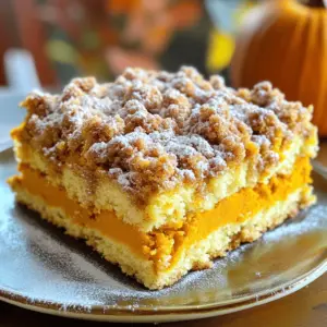 Dry Ingredients - 2 cups all-purpose flour - 1/2 teaspoon baking powder - 1/2 teaspoon baking soda - 1 teaspoon ground cinnamon - 1/2 teaspoon ground nutmeg - 1/2 teaspoon salt - 1 cup granulated sugar - 1/2 cup brown sugar, packed Wet Ingredients - 1/2 cup unsalted butter, softened - 2 large eggs - 1 cup canned pumpkin puree - 1 teaspoon vanilla extract - 1/2 cup sour cream Streusel Topping Ingredients - 1/2 cup all-purpose flour - 1/3 cup brown sugar, packed - 1 teaspoon ground cinnamon - 1/4 cup unsalted butter, melted - 1/4 cup chopped walnuts (optional) Using fresh ingredients makes a big difference. For the best taste, use high-quality butter and pure vanilla extract. I love to measure my ingredients carefully. This helps me create the perfect balance of flavors. The pumpkin gives the cake a soft texture and rich taste. The spices add warmth and sweetness. The streusel topping offers a delightful crunch. It combines sweet, buttery, and nutty flavors. You can find the full recipe above. This recipe is easy to follow. I promise you will enjoy making it! Start by preheating your oven to 350°F (175°C). While it heats, grab a 9x13 inch baking dish. Grease it well with butter. Then, sprinkle a bit of flour to coat the bottom and sides. This helps the cake come out easily after baking. In a large bowl, whisk together the dry ingredients first. Combine 2 cups of flour, 1/2 teaspoon baking powder, 1/2 teaspoon baking soda, 1 teaspoon ground cinnamon, 1/2 teaspoon ground nutmeg, and 1/2 teaspoon salt. Set this aside. In another bowl, cream together 1/2 cup softened butter, 1 cup granulated sugar, and 1/2 cup packed brown sugar. Mix until it feels light. Add the eggs one by one. Then, stir in 1 cup of canned pumpkin puree and 1 teaspoon vanilla extract. Mix well. Now, gradually add the dry ingredients to the wet mix, alternating with 1/2 cup sour cream. Stir gently until just combined. For the streusel topping, mix 1/2 cup flour, 1/3 cup packed brown sugar, and 1 teaspoon ground cinnamon in a separate bowl. Pour in 1/4 cup melted butter and stir until it looks crumbly. If you like, add 1/4 cup chopped walnuts for a nice crunch. Pour half of the pumpkin batter into your prepared baking dish. Sprinkle half of the streusel topping over this layer. Next, add the rest of the batter on top. Finish by topping with the remaining streusel. Bake in your preheated oven for 35-40 minutes. To check if it’s ready, insert a toothpick in the center. If it comes out clean, it’s done! Let the cake cool in the pan for about 10 minutes. Then, transfer it to a wire rack to cool completely. Enjoy this delicious treat with a cup of coffee! For further details, check the Full Recipe. To get the best texture in your cake, avoid overmixing. When you add the dry ingredients, mix just until combined. Overmixing makes the cake tough. You want a light and fluffy cake. Use a spatula to fold the mixture gently. This helps keep the air in. Air gives the cake its rise and softness. A great streusel topping adds crunch and flavor. Start with cold butter for the best texture. Cut it into small pieces and mix it with flour and sugar. You want it to look like crumbs. If you like nuts, add them for extra taste. Sprinkle the streusel evenly over the batter. This creates a nice, crunchy layer on top of the cake. Cooling the cake properly is key. After baking, let it sit in the pan for about 10 minutes. This helps it firm up and makes it easier to remove. Then, transfer it to a wire rack. Cooling on a wire rack allows air to flow. This prevents sogginess. Allow the cake to cool completely before serving for the best flavor. For the full recipe, check out the ingredient list above. {{image_2}} You can easily make this cake gluten-free. Use a gluten-free all-purpose flour blend instead of regular flour. Look for blends that contain xanthan gum, as it helps with texture. This simple swap keeps the cake moist and fluffy. To make this cake dairy-free, substitute the butter with coconut oil or a dairy-free margarine. Instead of sour cream, use a dairy-free yogurt or applesauce. These changes keep the cake rich and delicious without dairy. Get creative with flavors! Add chocolate chips or dried fruits like cranberries or raisins for extra sweetness. Try spices like ginger or cloves for a warm kick. You can also use maple syrup instead of granulated sugar for a unique twist. These variations make the cake your own! Check out the Full Recipe for more ideas. After enjoying your Cinnamon Streusel Pumpkin Coffee Cake, store any leftovers properly. Place the cake in an airtight container. This keeps it fresh for a longer time. If you do not have a container, cover the cake with plastic wrap. Make sure it is sealed well to avoid air. The cake will stay good at room temperature for up to three days. If you want to save some cake for later, freezing is a great option. First, let the cake cool completely. Next, cut it into slices or leave it whole. Wrap each piece tightly in plastic wrap. Then, place the wrapped cake in a freezer bag. This way, it can last for up to three months in the freezer. When you want to enjoy a slice, take it out and thaw it in the fridge overnight. You can also leave it at room temperature for a few hours. To bring back the warmth and flavor of your cake, reheat it gently. Preheat your oven to 350°F (175°C). Place slices of the cake on a baking sheet. Heat them for about 10 minutes. This warms the cake nicely without drying it out. If you prefer, you can also use a microwave. Heat each slice for about 10-15 seconds. Be careful not to overheat it, or the cake might become tough. Enjoy your warm cake with a cup of coffee or tea! For the full recipe, check the link provided. Yes, you can use fresh pumpkin. First, you need to prepare it. Cut a pumpkin in half and remove the seeds. Roast the halves in the oven until soft, usually about 45 minutes at 350°F (175°C). Once cool, scoop out the flesh and blend it until smooth. You can substitute fresh pumpkin for canned in the same amount. It adds a lovely, fresh flavor to your cake. This cake stays fresh for about 3 to 4 days if stored properly. Keep it in an airtight container at room temperature. If you want it to last longer, you can refrigerate it. In the fridge, it may stay good for up to a week. Just remember to let it come to room temperature before serving for the best taste. You can serve this cake with many delicious options. Try pairing it with whipped cream for a light touch. A drizzle of caramel sauce also enhances the flavor. For a warm drink, serve it with coffee or tea. This cake is perfect for brunch or as a sweet afternoon treat. You can find the Full Recipe above for more tips! We’ve covered a lot about making the perfect Cinnamon Streusel Pumpkin Coffee Cake. You learned about the key ingredients and the step-by-step process. I shared tips to avoid overmixing and perfect your streusel topping. Exploring variations, we found options for gluten-free and dairy-free diets. I also showed you smart storage and reheating tips. Making this cake can be fun and easy. With these insights, you can create a treat that delights everyone! Enjoy your baking!