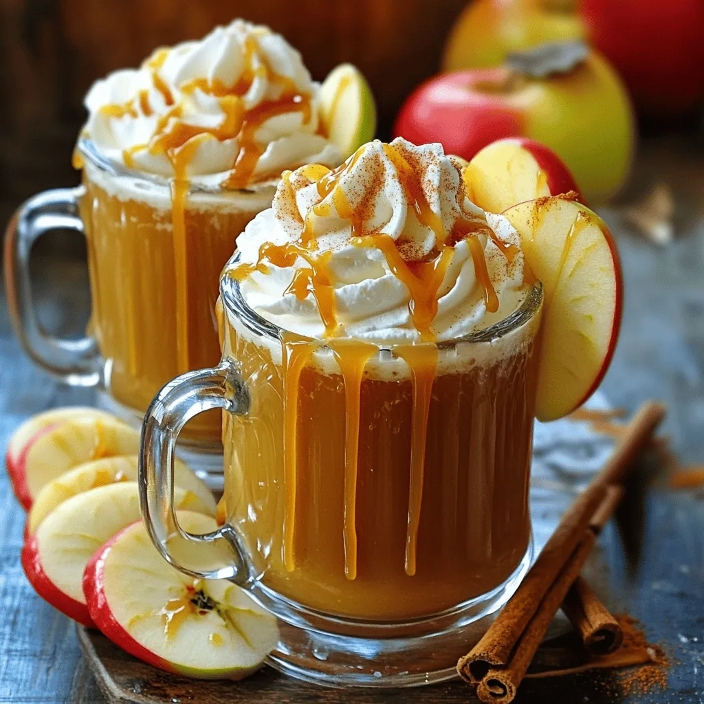 To make the best caramel apple cider, gather these items: - 4 cups apple cider - 1 cup caramel sauce (store-bought or homemade) - 1 teaspoon ground cinnamon - 1/2 teaspoon ground nutmeg - 1/4 teaspoon allspice These ingredients create a warm, cozy drink. The apple cider gives a sweet base. The caramel sauce adds a rich flavor. The spices make it smell like fall. You can add these optional ingredients for a twist: - 2 tablespoons brown sugar (optional) Brown sugar boosts the sweetness. You can skip it if you prefer less sugar. Finishing touches make your drink special. Try these toppings: - Whipped cream for topping - Extra caramel sauce for drizzling - Sliced apples for garnish The whipped cream adds creaminess. Drizzling caramel gives extra sweetness. Sliced apples offer a fresh crunch and look great. For the full recipe, visit [Full Recipe]. To start making caramel apple cider, gather your ingredients. You will need: - 4 cups apple cider - 1 cup caramel sauce (store-bought or homemade) - 1 teaspoon ground cinnamon - 1/2 teaspoon ground nutmeg - 1/4 teaspoon allspice - 2 tablespoons brown sugar (optional) - Whipped cream for topping - Extra caramel sauce for drizzling - Sliced apples for garnish First, pour the apple cider into a large saucepan. Heat it over medium heat. Stir it occasionally until it steams. This helps to bring out the apple flavors. Next, add the caramel sauce and spices. Stir them in well. The caramel should melt and blend with the cider. I love to taste it at this point. If you like it sweeter, add some brown sugar. Stir until it dissolves completely. Once the cider is hot and mixed, take it off the heat. Pour it into mugs, leaving some space at the top. This will make room for the toppings. Now, it’s time to dress up your cider! Add a generous dollop of whipped cream on top of each mug. Then, drizzle some extra caramel sauce over the cream. For a fun touch, garnish with sliced apples. To make it look even better, serve in clear mugs. This way, everyone can see the beautiful layers. You can also add a cinnamon stick for a rustic feel. Enjoy this cozy drink with friends or family. For the full recipe, check out the details above! When picking apple cider, you want fresh cider. Look for cider that smells sweet and fruity. Check the label for no added sugars or preservatives. I prefer local cider, as it tends to taste better. You can ask at farmers' markets for the best options. A good cider will make your drink shine. Finding the right sweetness is key. Start with a quality apple cider. Add caramel sauce slowly and taste as you go. I often mix in brown sugar for extra sweetness. Don't overdo it; you want to keep some apple flavor. A pinch of salt can also help balance the sweetness. This way, your drink won't taste too sugary. Presentation makes a big difference. Use clear mugs to show off the colors and layers. Top with whipped cream for a nice touch. Drizzle extra caramel sauce on top for a sweet finish. Sliced apples add color and charm. You can even add a cinnamon stick for a rustic feel. This simple step makes your cider look inviting and festive. {{image_2}} Want to add a twist to your caramel apple cider? You can make it spiked! This gives your drink an adult touch. Try adding a splash of spiced rum or bourbon. You only need about 1 to 2 ounces per mug. Mix it in after you heat the cider. This adds warmth and depth to the flavor. If you love to experiment, there are many flavor combos you can try. Add a hint of vanilla extract for a sweet twist. You might also enjoy using pear juice instead of apple cider. It gives a unique taste that’s still cozy. For a fruity kick, try adding cranberry juice. This makes the drink a little tart and very refreshing. Caramel apple cider is not just for fall! You can enjoy it all year. In spring, try mixing in fresh strawberries or peaches. These fruits add a bright and fruity flavor. Summer calls for chilled cider. Pour it over ice for a refreshing treat. In winter, add peppermint extract for a cozy holiday drink. Each season brings new tastes to enjoy with caramel apple cider. For the full recipe, check out Caramel Apple Cider Delight . To keep your caramel apple cider fresh, let it cool first. Pour the cider into an airtight container. Seal it tightly and place it in the fridge. It will stay good for about three days. When you're ready to enjoy the cider again, pour it into a saucepan. Heat it over low to medium heat. Stir gently until it's warm. This keeps the flavors intact and delicious. Avoid boiling to prevent losing that sweet taste. Caramel apple cider lasts up to a week in the fridge. If you want to store it longer, you can freeze it. Pour the cider into freezer-safe containers, leaving some space at the top. It can last up to three months in the freezer. To use, thaw it overnight in the fridge, then reheat as above. For a quick treat, grab the [Full Recipe] and make a fresh batch anytime! The best apple cider for caramel apple cider is fresh, unfiltered cider. Look for local brands that use high-quality apples. The stronger the apple flavor, the better. You want a cider that tastes sweet and a bit tart. This balance makes the drink more delicious. Avoid cider with added preservatives, as they can change the taste. Yes, you can make caramel apple cider in advance. Prepare it and store it in the fridge for up to three days. When you are ready to serve, heat it on the stove. Stir often to keep it smooth. You can also use a microwave, but be careful not to overheat it. Apple cider has several health benefits. It contains vitamins and antioxidants that are good for you. Drinking apple cider may help with digestion. It can also boost your immune system during colder months. However, remember that too much sugar can be a concern. Enjoy it in moderation for the best health effects. If you're eager to dive into making this cozy drink, don't forget to check out the Full Recipe! You now have all the tools to make delicious caramel apple cider at home. We covered the key ingredients, from main to optional. You learned important steps and clever tips for a great drink. I shared fun variations to keep it fresh all year. Lastly, storage tips help keep your cider tasty. Try different flavors or share with friends to enjoy. Making caramel apple cider can be fun and rewarding. Enjoy every warm sip of this tasty treat!