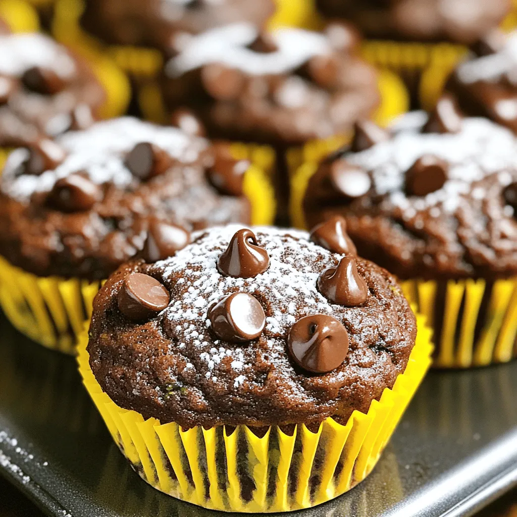 - Shredded Zucchini - All-Purpose and Whole Wheat Flour - Sugars (Granulated & Brown) - Baking Ingredients (Soda, Powder, Salt, Cinnamon) - Wet Ingredients (Eggs, Oil, Vanilla) - Chocolate Chips (Semi-sweet or Dark) - Optional Add-ins (Nuts) When you make zucchini chocolate chip muffins, the ingredients make all the difference. First, you need shredded zucchini. One medium zucchini gives you about 1 ½ cups. It keeps the muffins moist and adds nutrients. Next, you’ll mix two types of flour: all-purpose and whole wheat. Using both adds great texture and flavor. Aim for 1 cup of all-purpose flour and ½ cup of whole wheat flour. For sweetness, you need sugars. I use ½ cup of granulated sugar and ½ cup of brown sugar. The brown sugar adds a rich flavor. Now, let’s talk about baking ingredients. You need 1 teaspoon of baking soda, ½ teaspoon of baking powder, ½ teaspoon of salt, and 1 teaspoon of cinnamon. These help your muffins rise and add warmth to the taste. Next, wet ingredients come into play. Use 2 large eggs, ⅓ cup of vegetable oil or melted coconut oil, and 1 teaspoon of vanilla extract. These make the batter smooth and flavorful. What’s a muffin without chocolate? Use 1 cup of chocolate chips. You can choose semi-sweet or dark. They melt beautifully and add sweetness. Lastly, if you want a crunch, add nuts. I like to use ¼ cup of chopped walnuts or pecans. This is optional but gives a nice texture. For the full recipe, check out the details above. First, set your oven to 350°F (175°C). This temperature will help the muffins rise well. Next, grab a muffin tin. You can use paper liners or spray it with cooking spray. This step keeps the muffins from sticking. In a large bowl, take two eggs and whisk them. Add granulated sugar and brown sugar, mixing until smooth. Pour in the vegetable oil or melted coconut oil, followed by the vanilla extract. Whisk until you have a creamy blend. This mixture binds the muffins together. In another bowl, combine all-purpose flour, whole wheat flour, baking soda, baking powder, salt, and cinnamon. Stir them well. This step is key for even flavor. Make sure there are no lumps. Now, fold the shredded zucchini into the wet mixture. Mix gently until the zucchini is evenly distributed. Next, slowly add the dry mixture to the wet one. Stir until just combined. Do not overmix here; it can make the muffins tough. Spoon the batter into the prepared muffin cups. Fill each one about two-thirds full. Bake them for 18-22 minutes. Check for doneness with a toothpick. If it comes out clean, your muffins are ready! Let the muffins cool for 5 minutes in the tin before moving them to a wire rack. Enjoy your delicious zucchini chocolate chip muffins! For the full recipe, see above. To keep your muffins moist, use fresh zucchini. Grate it finely, and don’t squeeze out the water. Zucchini holds moisture well, giving your muffins a soft texture. If you want extra flavor, try adding a touch of lemon zest. This brightens up the taste while keeping it moist. Mixing is key, but too much can make tough muffins. When you combine wet and dry ingredients, stir gently. It’s okay if there are small lumps. This keeps the muffins light and fluffy. Remember, the goal is to just combine everything, not to stir until smooth. For the best results, preheat your oven properly. Use an oven thermometer to check the temperature. Line your muffin tin with paper liners or grease it well. This helps with easy removal after baking. Bake until a toothpick comes out clean; this usually takes 18-22 minutes. To make your muffins look great, consider adding a sprinkle of chocolate chips on top before baking. Once baked, let them cool a bit, then dust with powdered sugar. Serve them warm for a cozy touch. These little details make your muffins not just tasty, but also lovely to look at. For the full recipe, check out the details above! {{image_2}} You can make these muffins healthier without losing taste. Instead of all-purpose flour, use oat flour or almond flour. These options add nutrients and a different texture. You can also swap granulated sugar for honey or maple syrup. This change adds natural sweetness and moisture. For a lower fat option, replace the oil with unsweetened applesauce. It keeps your muffins moist and delicious. To boost flavor, add spices like nutmeg or ginger. They give a warm kick that pairs nicely with chocolate. You can also mix in a teaspoon of espresso powder. This adds depth to the chocolate flavor. For a fresh twist, add a splash of orange or lemon zest. The citrus brightens up the muffins and adds a nice aroma. Get creative by adding different mix-ins. You can use nuts like walnuts or pecans for crunch. Dried fruits like cranberries or raisins also work well. For extra chocolatey goodness, try using chocolate chunks or cocoa nibs. Top your muffins with a sprinkle of sea salt before baking. This adds a savory touch that contrasts with the sweetness. You can find the full recipe [here]. You want to keep your zucchini chocolate chip muffins fresh and tasty. The best way is to store them in an airtight container. This keeps moisture in and prevents them from drying out. You can layer parchment paper between the muffins to avoid sticking. For longer storage, consider freezing them. If you leave your muffins at room temperature, they last about 2 to 3 days. Make sure to keep them in a cool, dry place. Avoid direct sunlight, as heat can change their texture. If you wait longer, you may notice them getting stale. For extra freshness, you can refrigerate your muffins. They will stay good for about a week in the fridge. Wrap them in plastic wrap or place them in a container. If you have leftover muffins, freezing is a great option. Place them in a freezer bag, and they can last up to 3 months. Just remember to thaw them before eating. You can reheat them in the oven or microwave for a warm treat. For the full recipe, check out the details above. Yes, you can use frozen zucchini! Just make sure to thaw it first. Then, drain any extra water before adding it to your mix. This helps keep your muffins moist but not too soggy. Frozen zucchini works well, especially if you have some leftover in your freezer. I recommend using semi-sweet or dark chocolate chips. They melt nicely and offer a rich flavor. If you prefer a sweeter muffin, go for the semi-sweet variety. You can also try milk chocolate chips for a creamier taste. If you like a darker flavor, use dark chocolate chips. To make these muffins vegan, replace the eggs with flax eggs. Mix one tablespoon of ground flaxseed with three tablespoons of water for each egg. Let it sit until it thickens. You can also swap the regular oil for coconut oil or any plant-based oil. Use a plant-based milk, like almond or soy, instead of regular milk. Absolutely! Just adjust the baking time. Mini muffins usually take about 10-15 minutes to bake. Check them often with a toothpick to avoid overbaking. This recipe is perfect for mini muffins, and they are great for snacks or lunchboxes. Enjoy a bite-sized treat! For the full recipe, check out Chocolatey Zucchini Delight Muffins. To wrap up, we explored the key ingredients, steps, and helpful tips for baking delicious muffins. Remember to use fresh zucchini for moisture and avoid overmixing for the best texture. You can try variations with healthier substitutes or different add-ins to suit your taste. Proper storage ensures your muffins stay fresh longer. With these tips, you can create tasty muffins every time. Happy baking!