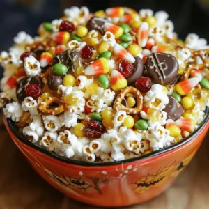 - 2 cups popped popcorn - 1 cup mini pretzels - 1 cup candy corn - 1/2 cup pumpkin seeds - 1/2 cup dried cranberries - 1 cup chocolate-covered pretzel balls - 1/2 teaspoon cinnamon - 1/4 teaspoon nutmeg - 2 tablespoons melted coconut oil - 1/4 cup honey (or maple syrup for a vegan option) To make the best Scarecrow Crunch Snack Mix, measure each ingredient carefully. Use dry measuring cups for solids and liquid measuring cups for liquids. Place the measuring cup in the ingredient, then level it off with a knife. This gives you an accurate amount. Always use fresh ingredients for the best taste. Fresh popcorn pops better, and fresh spices pack more flavor. If you want an alternative to candy corn, try using chocolate chips or dried fruit. For a gluten-free option, choose gluten-free pretzels. These swaps keep your snack mix fun and tasty. You can still enjoy the crunch and sweetness without gluten. Start by mixing your dry ingredients. In a large bowl, combine: - 2 cups popped popcorn - 1 cup mini pretzels - 1 cup candy corn - 1/2 cup pumpkin seeds - 1/2 cup dried cranberries - 1 cup chocolate-covered pretzel balls This mix creates a fun and colorful blend. Next, prepare the oil and spice mixture. In a small bowl, whisk together: - 2 tablespoons melted coconut oil - 1/4 cup honey (or maple syrup if you prefer vegan) - 1/2 teaspoon cinnamon - 1/4 teaspoon nutmeg Make sure it blends well. Drizzle this mixture over your dry ingredients. Toss gently until everything is evenly coated. Now it's time to bake! Preheat your oven to 350°F (175°C). While it heats, spread your snack mix onto a large baking sheet lined with parchment paper. This step helps prevent sticking. Bake in the preheated oven for 10-12 minutes. Stir halfway through to ensure even toasting. After baking, remove the snack mix from the oven. Let it cool completely on the baking sheet. This step is key for getting that perfect crunch. For a festive touch, serve the Scarecrow Crunch Snack Mix in fun Halloween-themed bowls. You can also use cellophane bags tied with a ribbon for gifts or party favors. For the full recipe, check out the details above. Enjoy your tasty Halloween treat! To get that perfect crunch, let your snack mix cool completely after baking. If you skip this step, it can turn out soft. Cooling helps the oils and spices firm up. For even coating, mix gently but thoroughly. Ensure every piece gets a bit of the oil mixture. You can change the spice levels in your mix. If you want more heat, add a dash of cayenne pepper. For less spice, skip the cinnamon. You can also adjust the sweetness. If you like it sweeter, add extra honey or use more candy corn. For serving, use fun containers like Halloween-themed bowls. Small bags tied with ribbons make great gifts. You can also use mason jars for a rustic touch. These ideas make your Scarecrow Crunch Snack Mix look festive and fun. {{image_2}} You can change up your Scarecrow Crunch Snack Mix by adding nuts or seeds. Almonds, walnuts, and sunflower seeds work well. These add protein and crunch. For a seasonal twist, use holiday-themed candies. Red and green candies for Christmas or pastel colors for Easter can make it fun. If you want a savory version, skip the candy corn. Instead, add cheese crackers and pretzel sticks. Try mixing in spices like garlic powder or paprika for flavor. You can also combine sweet and savory. This will create a unique taste that surprises your guests. For a vegan option, just swap honey for maple syrup. It tastes great and keeps it plant-based. If you need a nut-free mix, choose seeds like pumpkin or sunflower. Always check labels to ensure all ingredients are safe for your needs. To keep your Scarecrow Crunch Snack Mix fresh, use an airtight container. Glass jars or plastic containers with tight lids work well. Store it in a cool, dry place away from sunlight. This helps keep the snack crunchy and tasty. Avoid leaving it out in the open air, as moisture can ruin the texture. Your snack mix will last about one to two weeks when stored properly. After that, it may start to lose its crunch. Look for any signs of spoilage, like a stale smell or a soft texture. If you notice these signs, it’s best to toss it out. Always trust your senses; they guide you well. If your snack mix loses its crunch, you can easily bring it back. Preheat your oven to 300°F (150°C). Spread the mix on a baking sheet. Bake it for about 5-10 minutes. Keep an eye on it to avoid burning. You can also use a microwave for quick re-crisping. Place the mix on a plate and heat for 30-second intervals until it’s crispy again. Scarecrow Crunch Snack Mix is a fun, festive treat perfect for Halloween. Its mix of popcorn, pretzels, and candy corn gives it a sweet and salty taste. This snack mix comes from the joy of fall flavors and the excitement of Halloween. You can find many versions, but my recipe stands out with pumpkin seeds and dried cranberries. It’s easy to make and great for parties or movie nights. Yes, you can make Scarecrow Crunch Snack Mix ahead of time. Prepare it a day or two before your event. Just store it in an airtight container to keep it fresh. This mix tastes great even after a couple of days. If you want to save time, you can gather all the ingredients first. Then, mix and bake when you are ready. For Halloween, you can try making monster popcorn balls or spooky cupcakes. These treats add fun to your party. Comparing them to Scarecrow Crunch Snack Mix, they offer different flavors and textures. You can also make caramel apples or ghost-shaped cookies. Each snack brings its own charm to the Halloween table. To change the number of servings, simply scale the recipe. If you need more mix, double the ingredients. For fewer servings, cut the amounts in half. Always adjust the ingredients to keep the mix balanced. For larger gatherings, consider using bigger bowls to mix everything. This way, you ensure all flavors blend well. In this blog post, you learned how to create Scarecrow Crunch Snack Mix. I shared the right ingredients, clear measuring tips, and suggested substitutions. You also discovered step-by-step instructions for mixing, baking, and cooling your snack mix. We explored variations and storage tips to keep it fresh and crunchy. Remember, this snack is fun and versatile. Customize it to fit any taste or occasion. Enjoy making your own tasty mix this Halloween!