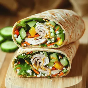 For my tasty turkey and veggie wrap, you will need: - 4 whole wheat tortillas - 8 ounces sliced turkey breast - 1 cup mixed greens (spinach, arugula, etc.) - 1 cup bell peppers, sliced (red, yellow, or orange) - 1/2 cup cucumber, sliced - 1/2 cup shredded carrots - 1/4 cup hummus - 1 tablespoon Dijon mustard - Salt and pepper to taste These ingredients create a colorful and tasty meal. The whole wheat tortillas give you great fiber. The turkey adds lean protein. The veggies boost vitamins and minerals. You can add more flavor with these optional ingredients: - A sprinkle of feta cheese - Sliced avocado These extras can make your wrap even more delicious. Feta adds a salty kick, while avocado brings creaminess and healthy fats. Let’s look at the nutrition in these wraps. - Whole wheat tortillas provide fiber and energy. - Turkey breast is low in fat and high in protein. - Mixed greens are packed with vitamins A and C. - Bell peppers offer antioxidants, especially vitamin C. - Cucumbers are hydrating and low in calories. - Carrots are rich in beta-carotene, good for your eyes. This wrap is not just tasty but also healthy. It fuels your body and keeps you full. You can find the full recipe for this wrap above. To start, lay a tortilla flat on a clean surface. Make sure it is smooth. This helps with easy rolling later. Take a tablespoon of hummus and spread it evenly across the tortilla. Leave about an inch from the edge. This space keeps the filling from spilling out. Repeat this step for all tortillas. Next, it’s time to layer the ingredients. Start with the sliced turkey. Place it on top of the hummus, spreading it evenly. Then, add a handful of mixed greens. This gives your wrap a fresh crunch. Now, add the sliced bell peppers, cucumber, and shredded carrots. Make sure to distribute them well so every bite is tasty. Drizzle a little Dijon mustard over the veggies. Sprinkle salt and pepper to taste. For extra flavor, you can add feta cheese or avocado slices. Now, let’s roll up the wraps. Start at one end and roll tightly. Make sure to keep the filling inside. If needed, secure it with toothpicks. Once rolled, slice each wrap in half. This makes it easy to handle. Pack the wraps into lunch containers. Add baby carrots or apple slices on the side. This creates a fun and healthy meal. You can find the Full Recipe for more details and tips! Meal prep saves time and stress during busy school weeks. Here are some easy tips: - Plan Ahead: Choose one day to prep lunches. This reduces morning chaos. - Batch Cook: Make larger portions of your wraps. Store them for quick meals. - Use Fresh Ingredients: Fresh veggies stay crisp and tasty. Buy them weekly for best flavor. - Label Containers: Mark each lunch with names and dates. This helps keep track of meals. To make your wraps exciting, add different flavors and textures: - Spices: Sprinkle spices like paprika or garlic powder in your wraps. They add a kick. - Crunchy Veggies: Use different crunchy veggies. Try radishes or jicama for a fun texture. - Dressings: Experiment with dressings. A yogurt-based sauce can add creaminess and flavor. - Cheese Options: Try different cheeses. Cheddar or pepper jack can make wraps richer. Packing lunches smartly helps keep food fresh and neat: - Use Separate Containers: Keep wet items, like dressing, in small containers. This prevents soggy wraps. - Insulated Bags: Use insulated lunch bags. They keep food at the right temperature. - Add Ice Packs: Place ice packs in lunch bags. They help keep perishable items cool. - Pre-portion Snacks: Pack snacks in small bags or containers. This makes grabbing easy. These tips make meal prep for back-to-school lunches simple and fun. Try the Full Recipe for Tasty Turkey & Veggie Wrap! {{image_2}} You can switch turkey for chicken or ham. They both taste great in wraps. Tuna salad is another fun choice. Use canned tuna mixed with a bit of mayo and diced veggies. For a plant-based option, try chickpeas. Mash them with some spices for a tasty filling. To make the wrap vegan, skip the turkey. Use more veggies and add tofu or tempeh. Grilled veggies, like zucchini and eggplant, work well too. Try adding a spread like guacamole or a nut-based cheese. This adds flavor and keeps your lunch exciting. Kids love fun shapes and colors! Use colorful tortillas for a pop of fun. You can make pinwheels by spreading the filling and rolling tightly. Slice them into rounds. This makes them easy to eat. Add fruits like strawberries or grapes to the side for a sweet treat. For more delicious ideas, check out the Full Recipe. To keep your leftover wraps fresh, place them in an airtight container. If you have extra wraps, wrap them in plastic wrap or foil. This seals in moisture and flavor. Store them in the fridge for up to three days. If you want to keep them longer, freeze the wraps. Just remember to thaw them in the fridge overnight before eating. Choose sturdy, leak-proof containers for packing lunches. Look for ones that are easy to open, especially for kids. I recommend using containers with dividers. This keeps foods separate and fresh. You can also opt for reusable silicone bags. They are great for wraps and snacks. These options help you pack meals that look good and taste great. Food safety is key for school lunches. Always wash your hands before making lunch. Keep cold foods cold. Use ice packs in your lunch bag to keep wraps fresh. Avoid perishable ingredients if you cannot refrigerate them. Check the temperature of your food before eating. If your lunch smells or looks off, it’s better to toss it. Following these tips helps keep your child safe and healthy. Yes, you can make these tasty turkey and veggie wraps ahead of time. I often prepare them the night before. Just follow the full recipe, wrap them well, and store them in the fridge. This way, they stay fresh and ready for lunch. Making wraps in advance saves time on busy mornings. Plus, it can make your mornings stress-free. You can use many vegetables in these wraps. Try adding sliced tomatoes, shredded lettuce, or even avocado. Other great choices include zucchini, radishes, or olives. Use whatever you have on hand. Mixing colors and textures makes wraps fun and tasty. The key is to use fresh, crunchy veggies for the best flavor. To keep wraps fresh, store them in airtight containers. You can also wrap each one in plastic wrap. This helps prevent them from drying out. Adding a slice of lemon or lime can help keep the veggies crisp. If you can, pack them with a cold pack to keep everything cool. Enjoy your delicious wraps at lunchtime! This article covered how to make tasty turkey and veggie wraps. You learned about the main and optional ingredients, plus their nutrition. I shared step-by-step instructions for preparing, layering, and packing your wraps. I also offered tips for meal prep and ways to enhance flavor and texture. We explored tasty variations for different diets and shared storage advice for leftovers and lunch safety. Use this guide to create delicious wraps easily. Enjoy your meals and make lunchtime fun!