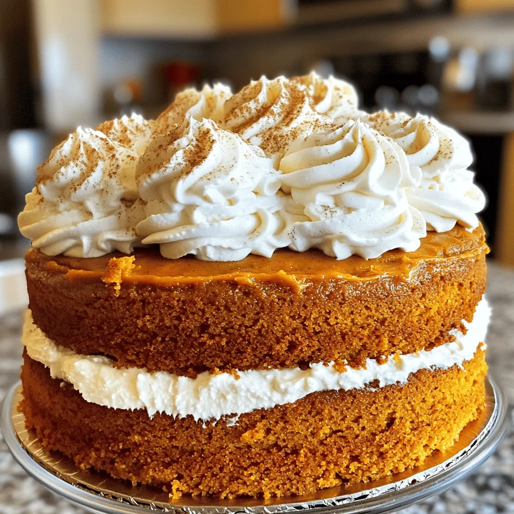 - 2 cups all-purpose flour - 1 1/2 teaspoons baking powder - 1 teaspoon baking soda - 1 teaspoon ground cinnamon - 1 teaspoon ground nutmeg - 1/2 teaspoon ground ginger - 1/4 teaspoon ground cloves - 1 cup granulated sugar - 1 cup brown sugar, packed - 1 cup unsalted butter, softened - 4 large eggs - 1 cup canned pumpkin puree - 1/2 cup brewed espresso or strong coffee (cooled) - 1 teaspoon vanilla extract - 1/2 cup heavy cream - 1 cup powdered sugar - Extra cinnamon and nutmeg for garnish Gathering the right ingredients is key for a perfect Pumpkin Spice Latte Cake. Start with the dry ingredients. You need flour, baking powder, and baking soda. Don’t forget the spices: cinnamon, nutmeg, ginger, and cloves. These spices bring warmth and fall flavor. Next, let’s look at the wet ingredients. You’ll need both granulated and brown sugar for sweetness. Unsalted butter adds richness, while eggs help bind everything together. Pumpkin puree gives the cake its signature flavor, and brewed espresso or strong coffee adds depth. A touch of vanilla extract rounds out the taste. For the frosting, you’ll whip heavy cream and powdered sugar until fluffy. This creamy layer makes the cake extra special. Finish with a sprinkle of cinnamon and nutmeg on top for a beautiful touch. With this list of ingredients, you’re ready to create a cake that's cozy and delicious. Check out the Full Recipe for all the steps to bring your Pumpkin Spice Latte Cake to life! 1. Preheat your oven to 350°F (175°C). Grease and flour two 9-inch round cake pans. 2. In a medium bowl, mix the following dry ingredients: - 2 cups all-purpose flour - 1 1/2 teaspoons baking powder - 1 teaspoon baking soda - 1 teaspoon ground cinnamon - 1 teaspoon ground nutmeg - 1/2 teaspoon ground ginger - 1/4 teaspoon ground cloves 3. In a large bowl, cream together: - 1 cup granulated sugar - 1 cup brown sugar, packed - 1 cup unsalted butter, softened Mix until it is light and fluffy. 4. Add 4 large eggs, one at a time. Make sure each egg mixes in well. 5. Stir in: - 1 cup canned pumpkin puree - 1/2 cup brewed espresso or strong coffee (cooled) - 1 teaspoon vanilla extract Mix until everything combines well. 6. Gradually add the dry mix to the wet ingredients. Stir gently until just combined. 7. Divide the batter evenly between the prepared cake pans. Bake for 25-30 minutes. Check if it’s done by inserting a toothpick into the center. It should come out clean. 8. Once baked, remove the cakes from the oven. Cool them in the pans for about 10 minutes. Then, transfer the cakes to wire racks to cool completely. For more detailed steps, check out the Full Recipe. - Ensuring the right oven temperature: Always preheat your oven to 350°F. An accurate temperature helps your cake rise well. Use an oven thermometer if you doubt your oven's accuracy. This simple step can make a big difference in your cake's texture. - Using room temperature ingredients: Room temperature eggs and butter mix better. They create a light and fluffy batter. Take them out of the fridge at least 30 minutes before you start baking. This small tip boosts your cake's rise and flavor. - Achieving the perfect whipped frosting: Use cold heavy cream for the best results. Whip it until soft peaks form. This takes about 3-5 minutes on medium speed. If you want a sweeter frosting, slowly add powdered sugar as you whip. - How to layer and frost the cake beautifully: Start with one cake layer on a plate. Spread a layer of frosting on top. Place the second layer on top. Frost the top and sides evenly. Use a spatula to smooth the frosting for a nice finish. - Best ways to serve and enjoy Pumpkin Spice Latte Cake: Serve this cake at room temperature. Slice it into generous pieces. It’s perfect for gatherings or a cozy night in. You can also sprinkle extra cinnamon and nutmeg on top for a festive touch. - Pairing with beverages: This cake pairs wonderfully with coffee or chai tea. The flavors in the cake match perfectly with warm drinks. You can also enjoy it with a scoop of vanilla ice cream for a delightful dessert experience. For the complete cooking guide, check out the Full Recipe. {{image_2}} You can make your Pumpkin Spice Latte Cake even more exciting. Adding chocolate chips can bring a rich flavor. Try using dark or milk chocolate for a tasty twist. If you like crunch, nuts work well too. Chopped walnuts or pecans add great texture. For those who prefer vegan options, there are easy swaps. Use plant-based butter instead of regular butter. You can replace eggs with flaxseed meal or applesauce. These changes keep the cake moist and delicious without animal products. While whipped cream frosting is a classic, you can try cream cheese frosting. It adds a tangy taste that pairs well with the spices. Simply mix cream cheese, butter, and powdered sugar for a smooth frosting. Another option is a spiced buttercream. To make it, blend butter with powdered sugar and add spices like cinnamon and nutmeg. This gives a warm flavor that fits the cake theme perfectly. For those needing gluten-free options, use a gluten-free flour blend. This swap keeps the texture light and fluffy. Just be sure to check the blend’s properties for baking. Low sugar or sugar-free options are also available. You can use a sugar substitute like erythritol or stevia. These alternatives work well without changing the cake’s taste. Now you can enjoy Pumpkin Spice Latte Cake in many ways! Check out the Full Recipe for more details. Store the Pumpkin Spice Latte Cake at room temperature for up to two days. Keep it in an airtight container to prevent it from drying out. If your kitchen is warm, refrigerate the cake. Wrap it tightly in plastic wrap and place it in the fridge. This will help maintain its moisture and flavor. For long-term storage, you can freeze the cake. First, cut it into slices for easy serving later. Wrap each slice in plastic wrap, then place them in a freezer bag. This will keep the cake fresh and prevent freezer burn. To thaw, take out a slice and let it sit at room temperature for about an hour. You can also thaw it in the fridge overnight if you plan ahead. When stored properly, the cake lasts about three days at room temperature. In the fridge, it can last up to a week. If you freeze it, the cake remains good for about three months. Just remember, the longer it sits, the more flavor it may lose. Enjoy your Pumpkin Spice Latte Cake while it’s fresh for the best taste! For the full recipe, refer to the earlier sections. How to make Pumpkin Spice Latte Cake from scratch? To make Pumpkin Spice Latte Cake from scratch, gather your ingredients. You need flour, sugar, eggs, and pumpkin puree. Mix the dry and wet ingredients separately. Combine them, then bake in a preheated oven. For the full recipe, check the section above. Can I use a different type of coffee? Yes, you can use other types of coffee. Brewed coffee or cold brew works well. Just make sure it is strong to keep the flavor bold. Is it necessary to use espresso, or can I substitute with something else? You don’t have to use espresso. Any strong coffee will do. The key is to maintain that rich coffee taste in your cake. Why did my cake not rise? If your cake did not rise, check your baking powder and baking soda. They need to be fresh. Also, make sure you mixed the batter properly. Overmixing can lead to a dense cake. What to do if the cake is too moist? If your cake is too moist, it may need more flour. Next time, try reducing the pumpkin puree a bit. Also, ensure you baked it long enough. What are the best sides to serve with this cake? This cake pairs well with whipped cream or vanilla ice cream. You can also serve it with a hot cup of coffee or tea for a cozy treat. Can I serve it as a dessert for special occasions? Absolutely! Pumpkin Spice Latte Cake is perfect for holidays or gatherings. Its rich flavor and festive spices make it a hit at any event. This Pumpkin Spice Latte Cake combines rich flavors and textures for a delightful treat. You learned about essential ingredients, from dry to wet, including tasty spices. The step-by-step guide helps you mix and bake with ease. Plus, tips for frosting and serving make the cake shine. Embrace your creativity with variations to suit any diet. Whether you’re storing leftovers or enjoying right away, this cake stays fresh. Baking can be fun, and this recipe offers a delicious way to enjoy fall flavors anytime. Happy baking!