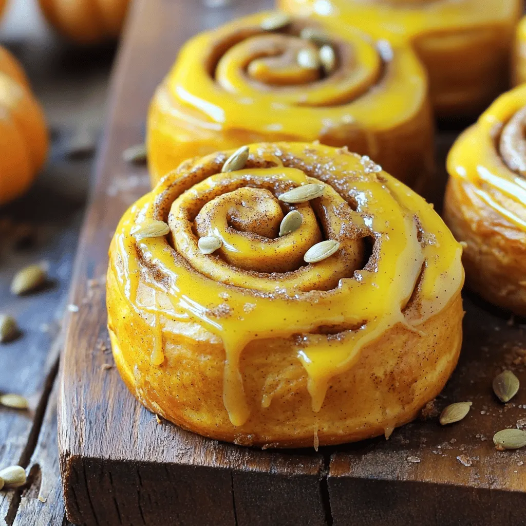 - 2 cups all-purpose flour - 1 cup canned pumpkin puree - 1/4 cup granulated sugar - 1 teaspoon active dry yeast - 1/2 teaspoon baking soda - 1/2 teaspoon baking powder - 1/2 teaspoon salt - 1/2 teaspoon ground cinnamon - 1/4 teaspoon ground nutmeg - 1/4 cup milk (warm) - 1/2 teaspoon vanilla extract - 1/4 cup unsalted butter, melted - 1/2 cup brown sugar (for filling) - 1 tablespoon cinnamon (for filling) - 1 cup powdered sugar - 2 tablespoons brewed coffee (cooled) - 1 tablespoon maple syrup - 1 tablespoon unsalted butter (softened) Gathering the right ingredients is key to making these pumpkin cinnamon rolls shine. You want to start with fresh, quality items. The all-purpose flour gives the rolls a nice, soft texture. Canned pumpkin puree provides a rich flavor and moisture. Granulated sugar adds sweetness, while the yeast helps the dough rise. Baking soda and baking powder work together for a light roll. Salt and spices like cinnamon and nutmeg bring warmth and depth to the rolls. For the frosting, powdered sugar creates the right sweetness. Brewed coffee adds an extra kick, and maple syrup gives a lovely, unique flavor. Unsalted butter helps blend everything into a smooth, creamy topping. If you follow the Full Recipe, you're on your way to a delicious treat. Enjoy the process and let your kitchen fill with warm, inviting scents! Activating the yeast Start by grabbing a bowl. Pour in warm milk, granulated sugar, and active dry yeast. Mix it gently. Let it sit for 5-7 minutes until it bubbles up. This means your yeast is ready to work. Mixing dry ingredients In another bowl, whisk together the flour, baking soda, baking powder, salt, ground cinnamon, and nutmeg. This blend adds flavor and helps the dough rise well. Combining wet and dry mixtures Next, take your yeast mixture and add pumpkin puree, vanilla extract, and melted butter. Mix this well. Then, gradually add your dry mix. Stir until a soft dough forms. This might take a few minutes. Kneading the dough Turn the dough onto a floured surface. Knead it for about 5 minutes. You want it to feel smooth and elastic. Rolling out and filling the dough Now, roll the dough into a big rectangle, about 12x18 inches. Spread the brown sugar and cinnamon mixture evenly over the dough. This is where the magic happens! Cutting the rolls Carefully roll the dough up from the long side. Slice the roll into 12 equal pieces, about 1.5 inches each. Place the rolls in a greased baking dish, making sure they fit snugly. First rise and second rise Cover the rolls with a cloth. Let them rise in a warm spot for 30 minutes. They will puff up nicely. Preheating the oven While the rolls rise, preheat your oven to 350°F (175°C). Baking to perfection Bake the rolls for 20-25 minutes. They should turn golden brown. Enjoy the aroma filling your kitchen! For the complete recipe, refer to the [Full Recipe]. To make great pumpkin cinnamon rolls, the dough must be just right. A common issue is dough that is too sticky. If this happens, add a little more flour. You want a soft and smooth texture, not a dry one. Knead the dough for about five minutes. This helps develop gluten, which gives the rolls their structure. Another tip is to let the dough rise in a warm place. A warm kitchen or an oven set to low works well. This helps the yeast work better. If your dough doesn’t rise much, it may be due to inactive yeast. Always check your yeast's expiration date. The coffee maple frosting should be smooth and creamy. If it’s too thick, add a bit more brewed coffee. If it’s too thin, mix in more powdered sugar. The right consistency makes it easy to drizzle over the rolls. For a fun twist, try other frostings. Cream cheese frosting adds a tangy flavor. A simple vanilla glaze works well too. Each option gives the rolls a different taste, so feel free to experiment. For the full recipe, check out the complete guide on making these delightful pumpkin cinnamon rolls. {{image_2}} You can easily change up your pumpkin cinnamon rolls to match the season. Adding nuts or raisins gives a nice crunch and chew. Chopped pecans or walnuts work well. They add a rich flavor that pairs with the pumpkin. You might also spice it up with different flavors. Try adding ginger or cloves for a warm kick. A touch of orange zest can brighten the flavors too. Experimenting with these additions makes each batch unique. If you're looking for healthier options, there are some easy swaps you can make. You can use whole wheat flour instead of all-purpose flour. This adds fiber and nutrients. You can also reduce the sugar by using honey or maple syrup. For a vegan version, replace the butter with coconut oil and use almond milk. You can swap the egg with a flaxseed mix. Simply mix one tablespoon of flaxseed meal with three tablespoons of water. Let it sit for about five minutes until it thickens. These changes keep the taste while making it better for you. For the full recipe, check out the Pumpkin Cinnamon Rolls with Coffee Maple Frosting. To keep your pumpkin cinnamon rolls fresh, use these tips: - Refrigerating leftovers: Place the rolls in an airtight container. They will stay fresh for about 3 days. You can also cover them with plastic wrap. This keeps the moisture in and prevents drying out. - Freezing options for longer shelf life: If you want to save them for later, freeze the rolls. Wrap each roll tightly in plastic wrap and then place them in a freezer bag. They can last up to 2 months in the freezer. Just make sure to label the bag with the date. To enjoy your cinnamon rolls warm again, follow these methods: - Best methods to reheat cinnamon rolls: The best way to reheat is in the oven. Preheat your oven to 350°F (175°C). Place the rolls on a baking sheet and cover them with foil. Heat for about 10-15 minutes. This keeps them soft and warm. - Maintaining texture and flavor: You can also use the microwave. Heat them for about 15-20 seconds. However, this may make them a bit chewier. For the best flavor, the oven is the way to go. Enjoy your treats warm with that delicious Coffee Maple Frosting from the Full Recipe! How can I make my rolls fluffier? To make your rolls fluffier, use fresh yeast. Ensure your yeast is active and bubbly. Let the dough rise in a warm place. Knead it well to develop gluten. This will trap air and make your rolls light. Can I use fresh pumpkin instead of canned? Yes, you can use fresh pumpkin. Just cook and puree it first. Make sure to drain any excess water. This helps keep your dough from getting too wet. Fresh pumpkin adds a rich flavor. What should I do if my dough doesn’t rise? If your dough doesn’t rise, check the yeast. It may be old or inactive. Warm up your dough in a cozy spot. If it still doesn’t rise, knead it more and try again. You can also add a bit more warm water to help. Pairing ideas with beverages These pumpkin cinnamon rolls pair well with coffee or chai tea. The warm spices in the rolls blend nicely with these drinks. Try serving them with a glass of cold milk too. It balances the sweetness of the frosting. Ideal occasions for serving Pumpkin Cinnamon Rolls with Coffee Maple Frosting Serve these rolls at brunch or holiday gatherings. They make a great treat for fall celebrations. You can also enjoy them on lazy Sunday mornings. Their warm, cozy flavors fit perfectly with festive cheer. This blog post covered the essential ingredients and steps to make delicious pumpkin cinnamon rolls. You learned how to prepare the dough, shape the rolls, and bake them to perfection. I shared tips for achieving the right texture and frosting consistency. You can also explore variations and find the best storage practices. These rolls are a unique treat for any occasion. Enjoy your baking journey and let your creativity shine!